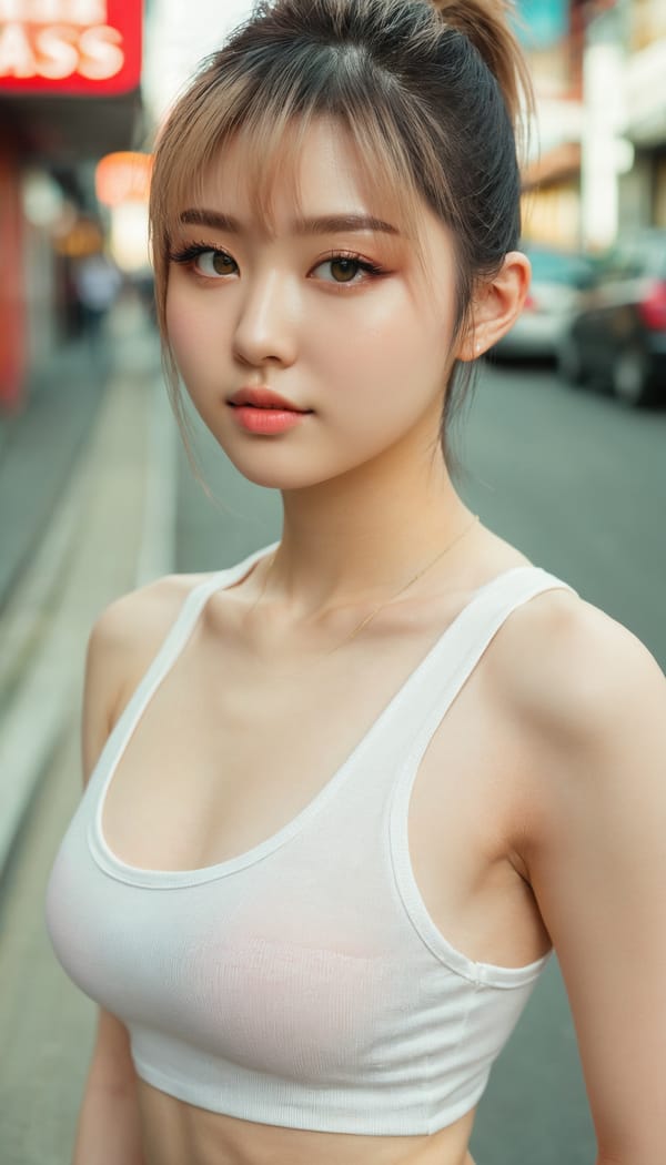 Tags: 21872187, SDXL
{"3": {"inputs": {"seed": 367327722698439, "steps": 64, "cfg": 6.92, "sampler_name": "dpmpp_2m", "scheduler": "karras", "denoise": 1.0, "model": ["27", 0], "positive": ["6", 0], "negative": ["7", 0], "latent_image": ["5", 0]}, "class_type": "KSampler"}, "4": {"inputs": {"ckpt_name": "juggernautxl.safetensors"}, "class_type": "CheckpointLoaderSimple"}, "5": {"inputs": {"width": 768, "height": 1344, "batch_size": 1}, "class_type": "EmptyLatentImage"}, "6": {"inputs": {"text": "20 year old girl, (irish:0.99), (japanese:1.07), (ukrainian:1.04), (detailed face:1.08), (sexy lips:0.96), (slim:1.03), (pale skin:1.08), (temptress:0.95), (blush:1.13), (eyelashes:1.02), (idol:1.07), (beautiful eyes:1.05), (double eyelids:1.02), (seductive facial expression:0.95), (seductive pose:1.14), (cute:1.03), (perky ass:1.07), (exposed ass:1.13), (looking back:0.95), (sexy ass:0.96), (thigh gap:1.02), (white tanktop:1.10), busy street, (natural looking skin:1.03), (textured skin:1.08), (detailed skin:1.04), (RAW:1.03), (soft lighting:1.05), (skin fuzz:1.03), (candid cinema:1.02), (portra:1.08), (film:1.01)", "clip": ["27", 1]}, "class_type": "CLIPTextEncode"}, "7": {"inputs": {"text": "(watermark:1.10), (low resolution:1.13), (twisted:1.07), (bad hands:1.11), (open mouth:1.10), (distorted:1.05), (worst quality:1.12)", "clip": ["27", 1]}, "class_type": "CLIPTextEncode"}, "8": {"inputs": {"samples": ["3", 0], "vae": ["4", 2]}, "class_type": "VAEDecode"}, "25": {"inputs": {"lora_name": "nudify_xl.safetensors", "strength_model": 0.32, "strength_clip": 0.18, "model": ["4", 0], "clip": ["4", 1]}, "class_type": "LoraLoader"}, "26": {"inputs": {"lora_name": "shirtlift_SDXL_v2.safetensors", "strength_model": 0.15, "strength_clip": 0.19, "model": ["25", 0], "clip": ["25", 1]}, "class_type": "LoraLoader"}, "27": {"inputs": {"lora_name": "PerfectEyesXL.safetensors", "strength_model": 0.14, "strength_clip": 0.16, "model": ["26", 0], "clip": ["26", 1]}, "class_type": "LoraLoader"}, "30": {"inputs": {"model_name": "4x_NMKD-Superscale-SP_178000_G.pth"}, "class_type": "UpscaleModelLoader"}, "31": {"inputs": {"upscale_model": ["30", 0], "image": ["8", 0]}, "class_type": "ImageUpscaleWithModel"}, "32": {"inputs": {"upscale_method": "lanczos", "scale_by": 0.5, "image": ["31", 0]}, "class_type": "ImageScaleBy"}, "33": {"inputs": {"pixels": ["32", 0], "vae": ["4", 2]}, "class_type": "VAEEncode"}, "34": {"inputs": {"seed": 367327722698439, "steps": 64, "cfg": 6.92, "sampler_name": "dpmpp_2m", "scheduler": "karras", "denoise": 0.3, "model": ["27", 0], "positive": ["6", 0], "negative": ["7", 0], "latent_image": ["33", 0]}, "class_type": "KSampler"}, "36": {"inputs": {"samples": ["34", 0], "vae": ["4", 2]}, "class_type": "VAEDecode"}, "39": {"inputs": {"filename_prefix": "comfyapi-1728163114456", "images": ["36", 0]}, "class_type": "SaveImage"}}