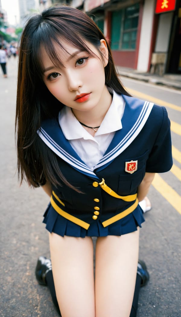 Tags: 21872187, SDXL
{"3": {"inputs": {"seed": 447320543336489, "steps": 32, "cfg": 7.56, "sampler_name": "dpmpp_2m", "scheduler": "karras", "denoise": 1.0, "model": ["27", 0], "positive": ["6", 0], "negative": ["7", 0], "latent_image": ["5", 0]}, "class_type": "KSampler"}, "4": {"inputs": {"ckpt_name": "helloworldxl.safetensors"}, "class_type": "CheckpointLoaderSimple"}, "5": {"inputs": {"width": 768, "height": 1344, "batch_size": 1}, "class_type": "EmptyLatentImage"}, "6": {"inputs": {"text": "27 year old girl, (taiwanese:1.04), (chinese:1.06), (pale skin:1.14), (blush:1.02), (eyelashes:1.00), (double eyelids:0.96), (detailed face:0.96), (sexy lips:1.07), (seductive facial expression:1.04), (beautiful eyes:1.06), (idol:1.08), (seductive pose:0.95), (temptress:1.01), (cute:0.96), (in a seductive pose:1.13), (large perky breasts:1.02), (cleavage:0.99), (thigh gap:1.05), (school uniform:1.05), choker, busy street, (RAW:1.02), (textured skin:1.05), (soft lighting:1.00), (skin fuzz:1.04), (film:1.09), (portra:1.07), (natural looking skin:1.01), (candid cinema:1.01), (detailed skin:1.09)", "clip": ["27", 1]}, "class_type": "CLIPTextEncode"}, "7": {"inputs": {"text": "(twisted:1.12), (worst quality:1.05), (watermark:1.06), (distorted:1.09), (bad hands:1.08), (low resolution:1.08), (open mouth:1.13)", "clip": ["27", 1]}, "class_type": "CLIPTextEncode"}, "8": {"inputs": {"samples": ["3", 0], "vae": ["4", 2]}, "class_type": "VAEDecode"}, "25": {"inputs": {"lora_name": "nudify_xl.safetensors", "strength_model": 0.04, "strength_clip": 0.18, "model": ["4", 0], "clip": ["4", 1]}, "class_type": "LoraLoader"}, "26": {"inputs": {"lora_name": "shirtlift_SDXL_v2.safetensors", "strength_model": 0.18, "strength_clip": 0.08, "model": ["25", 0], "clip": ["25", 1]}, "class_type": "LoraLoader"}, "27": {"inputs": {"lora_name": "PerfectEyesXL.safetensors", "strength_model": 0.17, "strength_clip": 0.08, "model": ["26", 0], "clip": ["26", 1]}, "class_type": "LoraLoader"}, "30": {"inputs": {"model_name": "4x_NMKD-Superscale-SP_178000_G.pth"}, "class_type": "UpscaleModelLoader"}, "31": {"inputs": {"upscale_model": ["30", 0], "image": ["8", 0]}, "class_type": "ImageUpscaleWithModel"}, "32": {"inputs": {"upscale_method": "lanczos", "scale_by": 0.5, "image": ["31", 0]}, "class_type": "ImageScaleBy"}, "33": {"inputs": {"pixels": ["32", 0], "vae": ["4", 2]}, "class_type": "VAEEncode"}, "34": {"inputs": {"seed": 447320543336489, "steps": 32, "cfg": 7.56, "sampler_name": "dpmpp_2m", "scheduler": "karras", "denoise": 0.3, "model": ["27", 0], "positive": ["6", 0], "negative": ["7", 0], "latent_image": ["33", 0]}, "class_type": "KSampler"}, "36": {"inputs": {"samples": ["34", 0], "vae": ["4", 2]}, "class_type": "VAEDecode"}, "39": {"inputs": {"filename_prefix": "comfyapi-1713440893910", "images": ["36", 0]}, "class_type": "SaveImage"}}