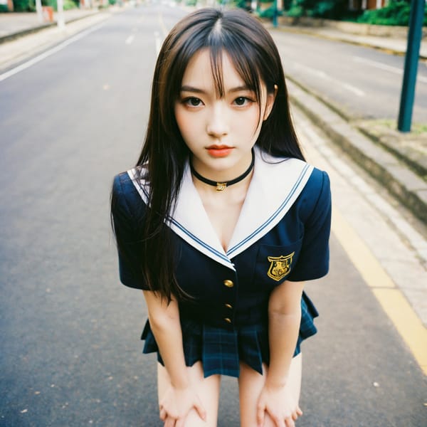 Tags: 21872187, SDXL
{"3": {"inputs": {"seed": 661504574773856, "steps": 64, "cfg": 7.57, "sampler_name": "dpmpp_2m", "scheduler": "karras", "denoise": 1.0, "model": ["27", 0], "positive": ["6", 0], "negative": ["7", 0], "latent_image": ["5", 0]}, "class_type": "KSampler"}, "4": {"inputs": {"ckpt_name": "helloworldxl.safetensors"}, "class_type": "CheckpointLoaderSimple"}, "5": {"inputs": {"width": 1024, "height": 1024, "batch_size": 1}, "class_type": "EmptyLatentImage"}, "6": {"inputs": {"text": "25 year old girl, (sexy lips:1.05), (pale skin:1.13), (seductive facial expression:1.08), (double eyelids:1.00), (beautiful eyes:1.02), (seductive pose:1.01), (slim:1.06), (blush:0.97), (idol:1.02), (detailed face:1.09), (cute:0.97), (temptress:1.08), (eyelashes:1.04), (in a seductive pose:0.97), (large perky breasts:1.00), (cleavage:0.97), (thigh gap:1.14), (school uniform:1.09), choker, busy street, (soft lighting:1.01), (portra:1.07), (film:1.04), (natural looking skin:1.01), (detailed skin:1.08), (skin fuzz:1.05), (RAW:1.03), (candid cinema:1.00), (textured skin:1.02)", "clip": ["27", 1]}, "class_type": "CLIPTextEncode"}, "7": {"inputs": {"text": "(watermark:1.07), (low resolution:1.13), (open mouth:1.09), (distorted:1.14), (worst quality:1.07), (twisted:1.12), (bad hands:1.14)", "clip": ["27", 1]}, "class_type": "CLIPTextEncode"}, "8": {"inputs": {"samples": ["3", 0], "vae": ["4", 2]}, "class_type": "VAEDecode"}, "25": {"inputs": {"lora_name": "nudify_xl.safetensors", "strength_model": 0.35, "strength_clip": 0.1, "model": ["4", 0], "clip": ["4", 1]}, "class_type": "LoraLoader"}, "26": {"inputs": {"lora_name": "shirtlift_SDXL_v2.safetensors", "strength_model": 0.07, "strength_clip": 0.02, "model": ["25", 0], "clip": ["25", 1]}, "class_type": "LoraLoader"}, "27": {"inputs": {"lora_name": "PerfectEyesXL.safetensors", "strength_model": 0.14, "strength_clip": 0.01, "model": ["26", 0], "clip": ["26", 1]}, "class_type": "LoraLoader"}, "30": {"inputs": {"model_name": "4x_NMKD-Superscale-SP_178000_G.pth"}, "class_type": "UpscaleModelLoader"}, "31": {"inputs": {"upscale_model": ["30", 0], "image": ["8", 0]}, "class_type": "ImageUpscaleWithModel"}, "32": {"inputs": {"upscale_method": "lanczos", "scale_by": 0.5, "image": ["31", 0]}, "class_type": "ImageScaleBy"}, "33": {"inputs": {"pixels": ["32", 0], "vae": ["4", 2]}, "class_type": "VAEEncode"}, "34": {"inputs": {"seed": 661504574773856, "steps": 64, "cfg": 7.57, "sampler_name": "dpmpp_2m", "scheduler": "karras", "denoise": 0.3, "model": ["27", 0], "positive": ["6", 0], "negative": ["7", 0], "latent_image": ["33", 0]}, "class_type": "KSampler"}, "36": {"inputs": {"samples": ["34", 0], "vae": ["4", 2]}, "class_type": "VAEDecode"}, "39": {"inputs": {"filename_prefix": "comfyapi-1732276717999", "images": ["36", 0]}, "class_type": "SaveImage"}}