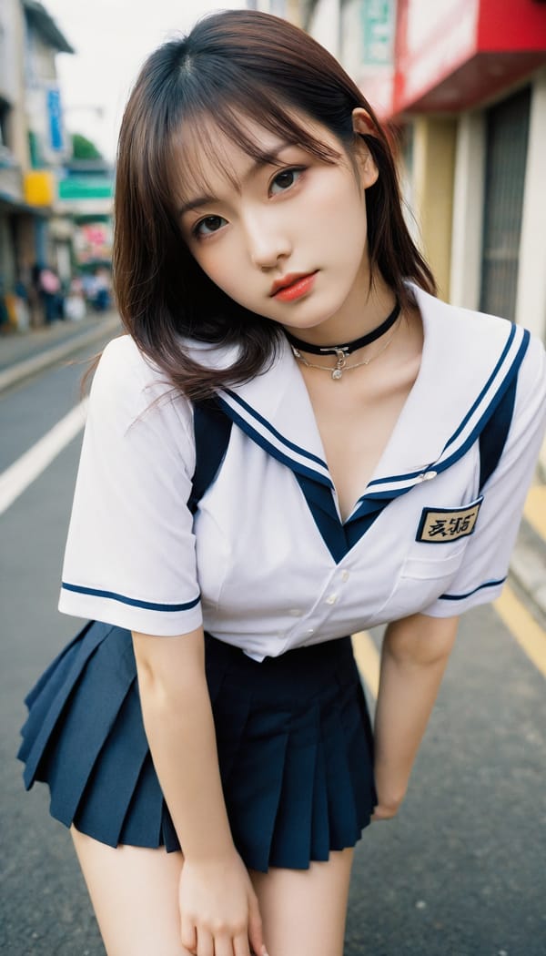 Tags: 21872187, SDXL
{"3": {"inputs": {"seed": 274284579861849, "steps": 64, "cfg": 5.53, "sampler_name": "dpmpp_2m", "scheduler": "karras", "denoise": 1.0, "model": ["27", 0], "positive": ["6", 0], "negative": ["7", 0], "latent_image": ["5", 0]}, "class_type": "KSampler"}, "4": {"inputs": {"ckpt_name": "helloworldxl.safetensors"}, "class_type": "CheckpointLoaderSimple"}, "5": {"inputs": {"width": 768, "height": 1344, "batch_size": 1}, "class_type": "EmptyLatentImage"}, "6": {"inputs": {"text": "25 year old girl, (japanese:1.06), (korean:1.00), (sexy lips:1.11), (double eyelids:1.05), (detailed face:1.02), (temptress:1.11), (pale skin:1.04), (beautiful eyes:1.00), (cute:1.07), (seductive facial expression:1.11), (seductive pose:1.01), (idol:0.98), (slim:0.95), (in a seductive pose:1.11), (large perky breasts:0.99), (cleavage:1.05), (thigh gap:0.95), (school uniform:1.11), choker, busy street, (textured skin:1.00), (soft lighting:1.05), (candid cinema:1.08), (detailed skin:1.04), (skin fuzz:1.09), (RAW:1.09), (natural looking skin:1.06), (portra:1.00), (film:1.02)", "clip": ["27", 1]}, "class_type": "CLIPTextEncode"}, "7": {"inputs": {"text": "(distorted:1.12), (bad hands:1.08), (worst quality:1.08), (watermark:1.07), (open mouth:1.11), (twisted:1.13), (low resolution:1.10)", "clip": ["27", 1]}, "class_type": "CLIPTextEncode"}, "8": {"inputs": {"samples": ["3", 0], "vae": ["4", 2]}, "class_type": "VAEDecode"}, "25": {"inputs": {"lora_name": "nudify_xl.safetensors", "strength_model": 0.35, "strength_clip": 0.12, "model": ["4", 0], "clip": ["4", 1]}, "class_type": "LoraLoader"}, "26": {"inputs": {"lora_name": "shirtlift_SDXL_v2.safetensors", "strength_model": 0.1, "strength_clip": 0.06, "model": ["25", 0], "clip": ["25", 1]}, "class_type": "LoraLoader"}, "27": {"inputs": {"lora_name": "PerfectEyesXL.safetensors", "strength_model": 0.0, "strength_clip": 0.13, "model": ["26", 0], "clip": ["26", 1]}, "class_type": "LoraLoader"}, "30": {"inputs": {"model_name": "4x_NMKD-Superscale-SP_178000_G.pth"}, "class_type": "UpscaleModelLoader"}, "31": {"inputs": {"upscale_model": ["30", 0], "image": ["8", 0]}, "class_type": "ImageUpscaleWithModel"}, "32": {"inputs": {"upscale_method": "lanczos", "scale_by": 0.5, "image": ["31", 0]}, "class_type": "ImageScaleBy"}, "33": {"inputs": {"pixels": ["32", 0], "vae": ["4", 2]}, "class_type": "VAEEncode"}, "34": {"inputs": {"seed": 274284579861849, "steps": 64, "cfg": 5.53, "sampler_name": "dpmpp_2m", "scheduler": "karras", "denoise": 0.3, "model": ["27", 0], "positive": ["6", 0], "negative": ["7", 0], "latent_image": ["33", 0]}, "class_type": "KSampler"}, "36": {"inputs": {"samples": ["34", 0], "vae": ["4", 2]}, "class_type": "VAEDecode"}, "39": {"inputs": {"filename_prefix": "comfyapi-1732819220373", "images": ["36", 0]}, "class_type": "SaveImage"}}