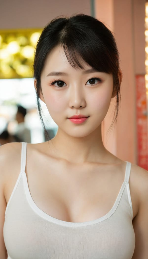 Tags: 21872187, SDXL
{"3": {"inputs": {"seed": 234728481878984, "steps": 32, "cfg": 5.33, "sampler_name": "dpmpp_2m", "scheduler": "karras", "denoise": 1.0, "model": ["27", 0], "positive": ["6", 0], "negative": ["7", 0], "latent_image": ["5", 0]}, "class_type": "KSampler"}, "4": {"inputs": {"ckpt_name": "juggernautXL_v8Rundiffusion.safetensors"}, "class_type": "CheckpointLoaderSimple"}, "5": {"inputs": {"width": 768, "height": 1344, "batch_size": 1}, "class_type": "EmptyLatentImage"}, "6": {"inputs": {"text": "20 year old girl, (chinese:0.96), (blush:1.07), (cute:0.99), (slim:0.96), (pale skin:1.14), (detailed face:1.00), (idol:1.08), (temptress:0.99), (seductive pose:0.96), (seductive facial expression:0.96), (double eyelids:1.10), (sexy lips:1.12), (eyelashes:1.04), (beautiful eyes:1.10), (in a seductive pose:1.10), (large perky breasts:1.04), (cleavage:1.10), (thigh gap:1.12), (white tanktop:1.14), busy street, (RAW:1.03), (natural looking skin:1.08), (candid cinema:1.08), (detailed skin:1.05), (skin fuzz:1.02), (film:1.09), (textured skin:1.09), (soft lighting:1.05)", "clip": ["27", 1]}, "class_type": "CLIPTextEncode"}, "7": {"inputs": {"text": "(twisted:1.09), (bad hands:1.11), (open mouth:1.05), (distorted:1.09), (watermark:1.09), (worst quality:1.06), (low resolution:1.13)", "clip": ["27", 1]}, "class_type": "CLIPTextEncode"}, "8": {"inputs": {"samples": ["3", 0], "vae": ["4", 2]}, "class_type": "VAEDecode"}, "25": {"inputs": {"lora_name": "nudify_xl.safetensors", "strength_model": 0.17, "strength_clip": 0.16, "model": ["4", 0], "clip": ["4", 1]}, "class_type": "LoraLoader"}, "26": {"inputs": {"lora_name": "shirtlift_SDXL_v2.safetensors", "strength_model": 0.17, "strength_clip": 0.08, "model": ["25", 0], "clip": ["25", 1]}, "class_type": "LoraLoader"}, "27": {"inputs": {"lora_name": "PerfectEyesXL.safetensors", "strength_model": 0.06, "strength_clip": 0.12, "model": ["26", 0], "clip": ["26", 1]}, "class_type": "LoraLoader"}, "30": {"inputs": {"model_name": "4x_NMKD-Superscale-SP_178000_G.pth"}, "class_type": "UpscaleModelLoader"}, "31": {"inputs": {"upscale_model": ["30", 0], "image": ["8", 0]}, "class_type": "ImageUpscaleWithModel"}, "32": {"inputs": {"upscale_method": "lanczos", "scale_by": 0.5, "image": ["31", 0]}, "class_type": "ImageScaleBy"}, "33": {"inputs": {"pixels": ["32", 0], "vae": ["4", 2]}, "class_type": "VAEEncode"}, "34": {"inputs": {"seed": 234728481878984, "steps": 32, "cfg": 5.33, "sampler_name": "dpmpp_2m", "scheduler": "karras", "denoise": 0.3, "model": ["27", 0], "positive": ["6", 0], "negative": ["7", 0], "latent_image": ["33", 0]}, "class_type": "KSampler"}, "36": {"inputs": {"samples": ["34", 0], "vae": ["4", 2]}, "class_type": "VAEDecode"}, "39": {"inputs": {"filename_prefix": "comfyapi-1708153626224", "images": ["36", 0]}, "class_type": "SaveImage"}}