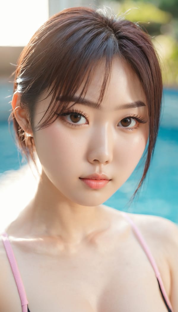 Tags: 21872187, SDXL
{"3": {"inputs": {"seed": 296627123834135, "steps": 64, "cfg": 7.95, "sampler_name": "dpmpp_2m", "scheduler": "karras", "denoise": 1.0, "model": ["27", 0], "positive": ["6", 0], "negative": ["7", 0], "latent_image": ["5", 0]}, "class_type": "KSampler"}, "4": {"inputs": {"ckpt_name": "juggernautxl.safetensors"}, "class_type": "CheckpointLoaderSimple"}, "5": {"inputs": {"width": 768, "height": 1344, "batch_size": 1}, "class_type": "EmptyLatentImage"}, "6": {"inputs": {"text": "25 year old girl, (korean:0.96), (japanese:1.14), (temptress:1.14), (cute:1.09), (beautiful eyes:0.98), (seductive facial expression:1.02), (seductive pose:1.02), (double eyelids:1.10), (detailed face:1.03), (slim:1.13), (blush:1.10), (pale skin:1.14), (eyelashes:1.06), (sexy lips:1.08), (idol:1.08), (in a seductive pose:1.11), (large perky breasts:1.02), (cleavage:1.05), (thigh gap:0.98), (in a swimsuit:1.09) at a pool, (portra:1.06), (textured skin:1.06), (skin fuzz:1.07), (candid cinema:1.03), (soft lighting:1.07), (RAW:1.09), (detailed skin:1.03), (natural looking skin:1.04), (film:1.02)", "clip": ["27", 1]}, "class_type": "CLIPTextEncode"}, "7": {"inputs": {"text": "(worst quality:1.14), (watermark:1.07), (low resolution:1.08), (distorted:1.07), (bad hands:1.09), (twisted:1.07), (open mouth:1.06)", "clip": ["27", 1]}, "class_type": "CLIPTextEncode"}, "8": {"inputs": {"samples": ["3", 0], "vae": ["4", 2]}, "class_type": "VAEDecode"}, "25": {"inputs": {"lora_name": "nudify_xl.safetensors", "strength_model": 0.1, "strength_clip": 0.16, "model": ["4", 0], "clip": ["4", 1]}, "class_type": "LoraLoader"}, "26": {"inputs": {"lora_name": "shirtlift_SDXL_v2.safetensors", "strength_model": 0.0, "strength_clip": 0.06, "model": ["25", 0], "clip": ["25", 1]}, "class_type": "LoraLoader"}, "27": {"inputs": {"lora_name": "PerfectEyesXL.safetensors", "strength_model": 0.18, "strength_clip": 0.11, "model": ["26", 0], "clip": ["26", 1]}, "class_type": "LoraLoader"}, "30": {"inputs": {"model_name": "4x_NMKD-Superscale-SP_178000_G.pth"}, "class_type": "UpscaleModelLoader"}, "31": {"inputs": {"upscale_model": ["30", 0], "image": ["8", 0]}, "class_type": "ImageUpscaleWithModel"}, "32": {"inputs": {"upscale_method": "lanczos", "scale_by": 0.5, "image": ["31", 0]}, "class_type": "ImageScaleBy"}, "33": {"inputs": {"pixels": ["32", 0], "vae": ["4", 2]}, "class_type": "VAEEncode"}, "34": {"inputs": {"seed": 296627123834135, "steps": 64, "cfg": 7.95, "sampler_name": "dpmpp_2m", "scheduler": "karras", "denoise": 0.3, "model": ["27", 0], "positive": ["6", 0], "negative": ["7", 0], "latent_image": ["33", 0]}, "class_type": "KSampler"}, "36": {"inputs": {"samples": ["34", 0], "vae": ["4", 2]}, "class_type": "VAEDecode"}, "39": {"inputs": {"filename_prefix": "comfyapi-1723899680641", "images": ["36", 0]}, "class_type": "SaveImage"}}