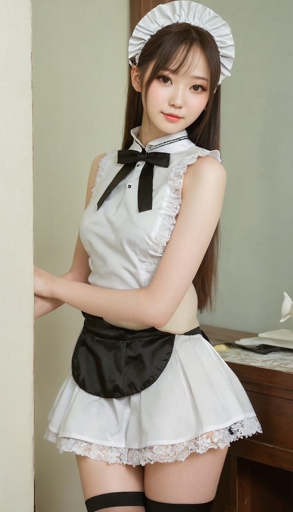 Tags: 21872187, SDXL
{"3": {"inputs": {"seed": 553735857664532, "steps": 64, "cfg": 5.93, "sampler_name": "dpmpp_2m", "scheduler": "karras", "denoise": 1.0, "model": ["27", 0], "positive": ["6", 0], "negative": ["7", 0], "latent_image": ["5", 0]}, "class_type": "KSampler"}, "4": {"inputs": {"ckpt_name": "juggernautxl.safetensors"}, "class_type": "CheckpointLoaderSimple"}, "5": {"inputs": {"width": 768, "height": 1344, "batch_size": 1}, "class_type": "EmptyLatentImage"}, "6": {"inputs": {"text": "19 year old girl, (russian:1.13), (korean:0.95), (japanese:1.05), (seductive facial expression:1.01), (double eyelids:0.95), (blush:1.10), (temptress:1.14), (cute:1.03), (seductive pose:0.99), (slim:1.06), (idol:1.08), (pale skin:1.13), (eyelashes:1.11), (sexy lips:0.96), (beautiful eyes:0.97), (detailed face:1.07), (perky ass:1.13), (exposed ass:1.08), (looking back:1.00), (sexy ass:1.13), (thigh gap:1.14), in a (skimpy maid costume:1.09) working at a maid cafe, choker, bowtie, headband, pleated skirt, (portra:1.09), (natural looking skin:1.07), (textured skin:1.09), (film:1.09), (soft lighting:1.09), (detailed skin:1.05), (skin fuzz:1.09), (RAW:1.07), (candid cinema:1.06)", "clip": ["27", 1]}, "class_type": "CLIPTextEncode"}, "7": {"inputs": {"text": "(open mouth:1.14), (bad hands:1.13), (low resolution:1.10), (distorted:1.09), (twisted:1.06), (watermark:1.05), (worst quality:1.13)", "clip": ["27", 1]}, "class_type": "CLIPTextEncode"}, "8": {"inputs": {"samples": ["3", 0], "vae": ["4", 2]}, "class_type": "VAEDecode"}, "25": {"inputs": {"lora_name": "nudify_xl.safetensors", "strength_model": 0.35, "strength_clip": 0.24, "model": ["4", 0], "clip": ["4", 1]}, "class_type": "LoraLoader"}, "26": {"inputs": {"lora_name": "shirtlift_SDXL_v2.safetensors", "strength_model": 0.18, "strength_clip": 0.06, "model": ["25", 0], "clip": ["25", 1]}, "class_type": "LoraLoader"}, "27": {"inputs": {"lora_name": "PerfectEyesXL.safetensors", "strength_model": 0.09, "strength_clip": 0.09, "model": ["26", 0], "clip": ["26", 1]}, "class_type": "LoraLoader"}, "30": {"inputs": {"model_name": "4x_NMKD-Superscale-SP_178000_G.pth"}, "class_type": "UpscaleModelLoader"}, "31": {"inputs": {"upscale_model": ["30", 0], "image": ["8", 0]}, "class_type": "ImageUpscaleWithModel"}, "32": {"inputs": {"upscale_method": "lanczos", "scale_by": 0.5, "image": ["31", 0]}, "class_type": "ImageScaleBy"}, "33": {"inputs": {"pixels": ["32", 0], "vae": ["4", 2]}, "class_type": "VAEEncode"}, "34": {"inputs": {"seed": 553735857664532, "steps": 64, "cfg": 5.93, "sampler_name": "dpmpp_2m", "scheduler": "karras", "denoise": 0.3, "model": ["27", 0], "positive": ["6", 0], "negative": ["7", 0], "latent_image": ["33", 0]}, "class_type": "KSampler"}, "36": {"inputs": {"samples": ["34", 0], "vae": ["4", 2]}, "class_type": "VAEDecode"}, "39": {"inputs": {"filename_prefix": "comfyapi-1715947353544", "images": ["36", 0]}, "class_type": "SaveImage"}}