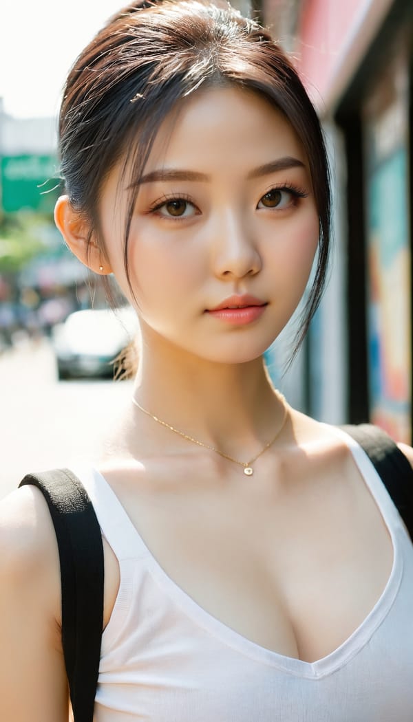 Tags: 21872187, SDXL
{"3": {"inputs": {"seed": 113549732850175, "steps": 64, "cfg": 7.88, "sampler_name": "dpmpp_2m", "scheduler": "karras", "denoise": 1.0, "model": ["27", 0], "positive": ["6", 0], "negative": ["7", 0], "latent_image": ["5", 0]}, "class_type": "KSampler"}, "4": {"inputs": {"ckpt_name": "juggernautxl.safetensors"}, "class_type": "CheckpointLoaderSimple"}, "5": {"inputs": {"width": 768, "height": 1344, "batch_size": 1}, "class_type": "EmptyLatentImage"}, "6": {"inputs": {"text": "23 year old girl, (taiwanese:1.13), (ukrainian:0.96), (seductive facial expression:1.01), (temptress:1.02), (idol:1.10), (double eyelids:1.13), (detailed face:1.14), (blush:1.13), (pale skin:1.07), (eyelashes:0.95), (cute:1.04), (beautiful eyes:0.96), (sexy lips:1.12), (slim:1.14), (seductive pose:1.06), (perky ass:1.03), (exposed ass:0.97), (looking back:1.10), (sexy ass:1.06), (thigh gap:1.07), (school uniform:0.99), choker, busy street, (RAW:1.08), (candid cinema:1.06), (soft lighting:1.01), (textured skin:1.04), (detailed skin:1.08), (portra:1.00), (skin fuzz:1.00), (natural looking skin:1.08), (film:1.09)", "clip": ["27", 1]}, "class_type": "CLIPTextEncode"}, "7": {"inputs": {"text": "(open mouth:1.11), (distorted:1.12), (worst quality:1.11), (bad hands:1.14), (twisted:1.14), (watermark:1.05), (low resolution:1.10)", "clip": ["27", 1]}, "class_type": "CLIPTextEncode"}, "8": {"inputs": {"samples": ["3", 0], "vae": ["4", 2]}, "class_type": "VAEDecode"}, "25": {"inputs": {"lora_name": "nudify_xl.safetensors", "strength_model": 0.12, "strength_clip": 0.27, "model": ["4", 0], "clip": ["4", 1]}, "class_type": "LoraLoader"}, "26": {"inputs": {"lora_name": "shirtlift_SDXL_v2.safetensors", "strength_model": 0.04, "strength_clip": 0.05, "model": ["25", 0], "clip": ["25", 1]}, "class_type": "LoraLoader"}, "27": {"inputs": {"lora_name": "PerfectEyesXL.safetensors", "strength_model": 0.1, "strength_clip": 0.01, "model": ["26", 0], "clip": ["26", 1]}, "class_type": "LoraLoader"}, "30": {"inputs": {"model_name": "4x_NMKD-Superscale-SP_178000_G.pth"}, "class_type": "UpscaleModelLoader"}, "31": {"inputs": {"upscale_model": ["30", 0], "image": ["8", 0]}, "class_type": "ImageUpscaleWithModel"}, "32": {"inputs": {"upscale_method": "lanczos", "scale_by": 0.5, "image": ["31", 0]}, "class_type": "ImageScaleBy"}, "33": {"inputs": {"pixels": ["32", 0], "vae": ["4", 2]}, "class_type": "VAEEncode"}, "34": {"inputs": {"seed": 113549732850175, "steps": 64, "cfg": 7.88, "sampler_name": "dpmpp_2m", "scheduler": "karras", "denoise": 0.3, "model": ["27", 0], "positive": ["6", 0], "negative": ["7", 0], "latent_image": ["33", 0]}, "class_type": "KSampler"}, "36": {"inputs": {"samples": ["34", 0], "vae": ["4", 2]}, "class_type": "VAEDecode"}, "39": {"inputs": {"filename_prefix": "comfyapi-1735513887734", "images": ["36", 0]}, "class_type": "SaveImage"}}