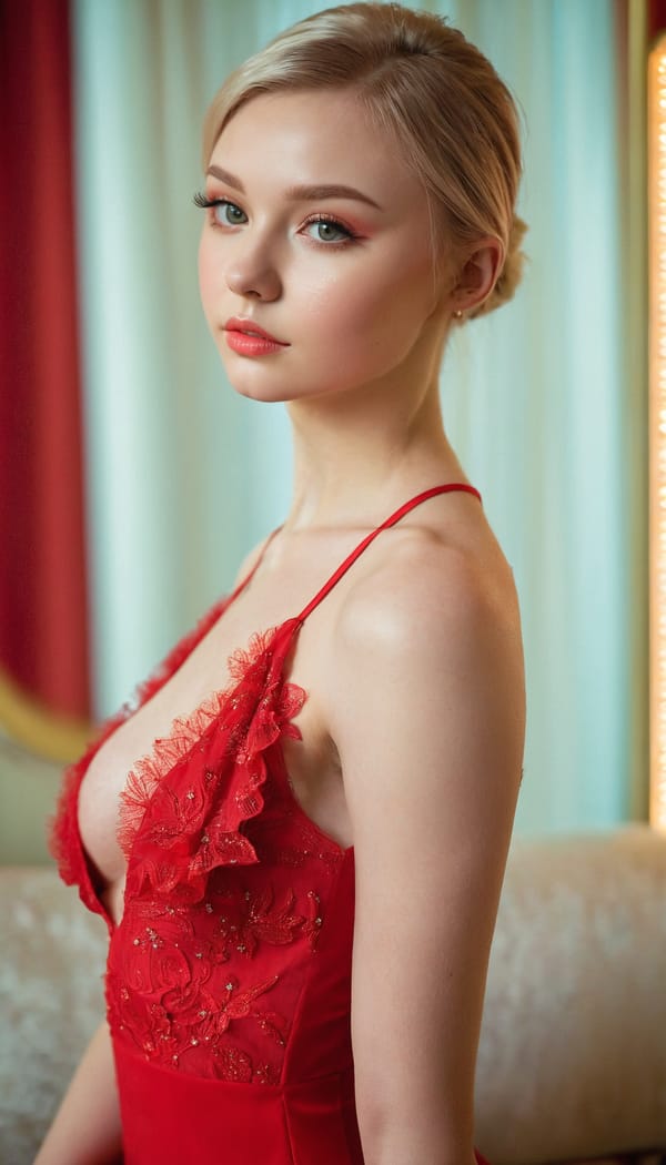 Tags: 21872187, SDXL
{"3": {"inputs": {"seed": 518688739737199, "steps": 64, "cfg": 7.96, "sampler_name": "dpmpp_2m", "scheduler": "karras", "denoise": 1.0, "model": ["27", 0], "positive": ["6", 0], "negative": ["7", 0], "latent_image": ["5", 0]}, "class_type": "KSampler"}, "4": {"inputs": {"ckpt_name": "juggernautxl.safetensors"}, "class_type": "CheckpointLoaderSimple"}, "5": {"inputs": {"width": 768, "height": 1344, "batch_size": 1}, "class_type": "EmptyLatentImage"}, "6": {"inputs": {"text": "20 year old girl, (ukrainian:1.05), (cute:1.02), (sexy lips:1.08), (beautiful eyes:0.98), (seductive pose:0.96), (blush:1.04), (idol:0.98), (seductive facial expression:0.96), (temptress:1.04), (detailed face:1.01), (double eyelids:0.97), (pale skin:1.07), (eyelashes:1.09), (slim:1.07), (in a seductive pose:1.13), (large perky breasts:1.06), (cleavage:0.99), (thigh gap:1.13), (wearing a low-cut red dress:1.12) at a ballroom, (candid cinema:1.07), (film:1.03), (skin fuzz:1.06), (textured skin:1.04), (soft lighting:1.05), (natural looking skin:1.00), (RAW:1.05), (portra:1.08), (detailed skin:1.04)", "clip": ["27", 1]}, "class_type": "CLIPTextEncode"}, "7": {"inputs": {"text": "(worst quality:1.09), (twisted:1.13), (watermark:1.14), (bad hands:1.11), (low resolution:1.05), (open mouth:1.09), (distorted:1.14)", "clip": ["27", 1]}, "class_type": "CLIPTextEncode"}, "8": {"inputs": {"samples": ["3", 0], "vae": ["4", 2]}, "class_type": "VAEDecode"}, "25": {"inputs": {"lora_name": "nudify_xl.safetensors", "strength_model": 0.2, "strength_clip": 0.3, "model": ["4", 0], "clip": ["4", 1]}, "class_type": "LoraLoader"}, "26": {"inputs": {"lora_name": "shirtlift_SDXL_v2.safetensors", "strength_model": 0.16, "strength_clip": 0.16, "model": ["25", 0], "clip": ["25", 1]}, "class_type": "LoraLoader"}, "27": {"inputs": {"lora_name": "PerfectEyesXL.safetensors", "strength_model": 0.08, "strength_clip": 0.19, "model": ["26", 0], "clip": ["26", 1]}, "class_type": "LoraLoader"}, "30": {"inputs": {"model_name": "4x_NMKD-Superscale-SP_178000_G.pth"}, "class_type": "UpscaleModelLoader"}, "31": {"inputs": {"upscale_model": ["30", 0], "image": ["8", 0]}, "class_type": "ImageUpscaleWithModel"}, "32": {"inputs": {"upscale_method": "lanczos", "scale_by": 0.5, "image": ["31", 0]}, "class_type": "ImageScaleBy"}, "33": {"inputs": {"pixels": ["32", 0], "vae": ["4", 2]}, "class_type": "VAEEncode"}, "34": {"inputs": {"seed": 518688739737199, "steps": 64, "cfg": 7.96, "sampler_name": "dpmpp_2m", "scheduler": "karras", "denoise": 0.3, "model": ["27", 0], "positive": ["6", 0], "negative": ["7", 0], "latent_image": ["33", 0]}, "class_type": "KSampler"}, "36": {"inputs": {"samples": ["34", 0], "vae": ["4", 2]}, "class_type": "VAEDecode"}, "39": {"inputs": {"filename_prefix": "comfyapi-1716132499089", "images": ["36", 0]}, "class_type": "SaveImage"}}