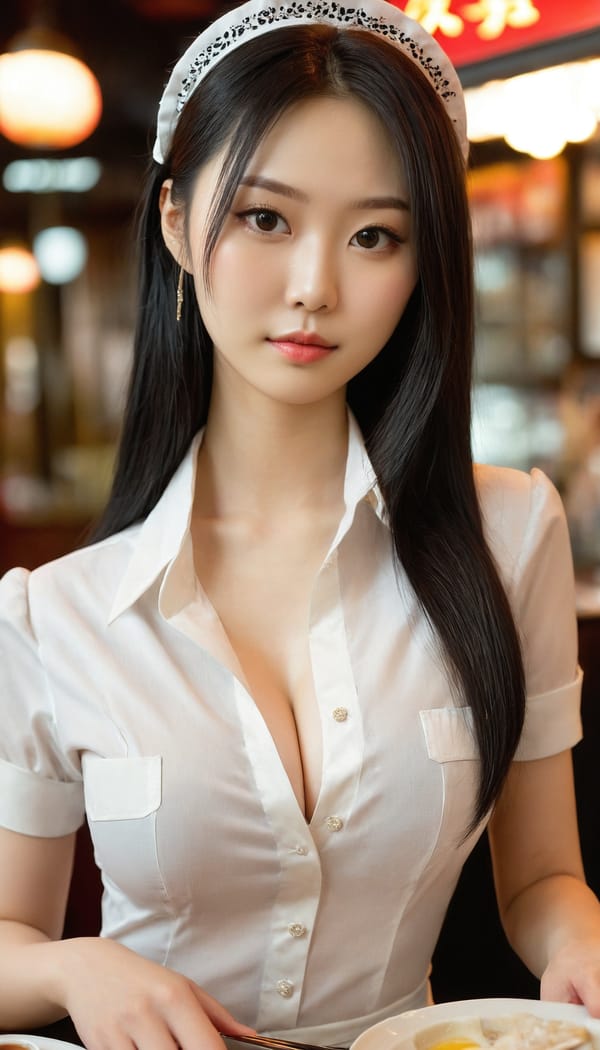 Tags: 21872187, SDXL
{"3": {"inputs": {"seed": 601219848211470, "steps": 64, "cfg": 5.91, "sampler_name": "dpmpp_2m", "scheduler": "karras", "denoise": 1.0, "model": ["27", 0], "positive": ["6", 0], "negative": ["7", 0], "latent_image": ["5", 0]}, "class_type": "KSampler"}, "4": {"inputs": {"ckpt_name": "juggernautxl.safetensors"}, "class_type": "CheckpointLoaderSimple"}, "5": {"inputs": {"width": 768, "height": 1344, "batch_size": 1}, "class_type": "EmptyLatentImage"}, "6": {"inputs": {"text": "26 year old girl, (chinese:1.04), (taiwanese:1.11), (japanese:1.13), (beautiful eyes:0.95), (pale skin:1.09), (temptress:1.00), (double eyelids:1.07), (seductive facial expression:0.97), (sexy lips:1.12), (blush:1.06), (slim:1.06), (seductive pose:1.08), (eyelashes:0.97), (detailed face:1.05), (in a seductive pose:1.11), (large perky breasts:1.14), (cleavage:1.08), (thigh gap:1.14), (a waitress in uniform:1.09) working at a restaurant, (soft lighting:1.03), (film:1.05), (skin fuzz:1.02), (candid cinema:1.05), (natural looking skin:1.03), (textured skin:1.09), (portra:1.08), (RAW:1.07), (detailed skin:1.06)", "clip": ["27", 1]}, "class_type": "CLIPTextEncode"}, "7": {"inputs": {"text": "(open mouth:1.11), (bad hands:1.12), (low resolution:1.11), (twisted:1.05), (watermark:1.14), (worst quality:1.07), (distorted:1.05)", "clip": ["27", 1]}, "class_type": "CLIPTextEncode"}, "8": {"inputs": {"samples": ["3", 0], "vae": ["4", 2]}, "class_type": "VAEDecode"}, "25": {"inputs": {"lora_name": "nudify_xl.safetensors", "strength_model": 0.31, "strength_clip": 0.1, "model": ["4", 0], "clip": ["4", 1]}, "class_type": "LoraLoader"}, "26": {"inputs": {"lora_name": "shirtlift_SDXL_v2.safetensors", "strength_model": 0.1, "strength_clip": 0.07, "model": ["25", 0], "clip": ["25", 1]}, "class_type": "LoraLoader"}, "27": {"inputs": {"lora_name": "PerfectEyesXL.safetensors", "strength_model": 0.17, "strength_clip": 0.11, "model": ["26", 0], "clip": ["26", 1]}, "class_type": "LoraLoader"}, "30": {"inputs": {"model_name": "4x_NMKD-Superscale-SP_178000_G.pth"}, "class_type": "UpscaleModelLoader"}, "31": {"inputs": {"upscale_model": ["30", 0], "image": ["8", 0]}, "class_type": "ImageUpscaleWithModel"}, "32": {"inputs": {"upscale_method": "lanczos", "scale_by": 0.5, "image": ["31", 0]}, "class_type": "ImageScaleBy"}, "33": {"inputs": {"pixels": ["32", 0], "vae": ["4", 2]}, "class_type": "VAEEncode"}, "34": {"inputs": {"seed": 601219848211470, "steps": 64, "cfg": 5.91, "sampler_name": "dpmpp_2m", "scheduler": "karras", "denoise": 0.3, "model": ["27", 0], "positive": ["6", 0], "negative": ["7", 0], "latent_image": ["33", 0]}, "class_type": "KSampler"}, "36": {"inputs": {"samples": ["34", 0], "vae": ["4", 2]}, "class_type": "VAEDecode"}, "39": {"inputs": {"filename_prefix": "comfyapi-1716321710684", "images": ["36", 0]}, "class_type": "SaveImage"}}