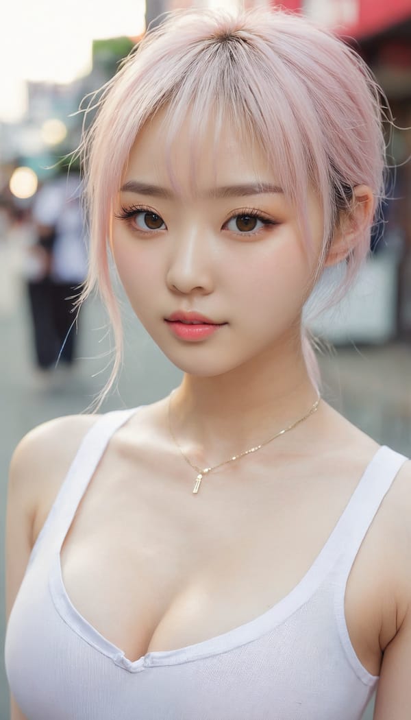 Tags: 21872187, SDXL
{"3": {"inputs": {"seed": 425861901512087, "steps": 64, "cfg": 5.15, "sampler_name": "dpmpp_2m", "scheduler": "karras", "denoise": 1.0, "model": ["27", 0], "positive": ["6", 0], "negative": ["7", 0], "latent_image": ["5", 0]}, "class_type": "KSampler"}, "4": {"inputs": {"ckpt_name": "juggernautxl.safetensors"}, "class_type": "CheckpointLoaderSimple"}, "5": {"inputs": {"width": 768, "height": 1344, "batch_size": 1}, "class_type": "EmptyLatentImage"}, "6": {"inputs": {"text": "27 year old girl, (korean:0.97), (idol:1.09), (beautiful eyes:1.07), (blush:0.98), (slim:1.10), (eyelashes:1.08), (seductive pose:1.12), (detailed face:0.96), (double eyelids:1.12), (temptress:1.06), (sexy lips:0.96), (pale skin:1.13), (cute:1.06), (in a seductive pose:1.13), (large perky breasts:1.07), (cleavage:1.02), (thigh gap:1.12), (school uniform:0.99), choker, busy street, (portra:1.05), (RAW:1.01), (textured skin:1.07), (detailed skin:1.05), (natural looking skin:1.03), (soft lighting:1.09), (skin fuzz:1.04), (candid cinema:1.05), (film:1.09)", "clip": ["27", 1]}, "class_type": "CLIPTextEncode"}, "7": {"inputs": {"text": "(open mouth:1.13), (bad hands:1.14), (twisted:1.14), (low resolution:1.08), (watermark:1.13), (worst quality:1.07), (distorted:1.10)", "clip": ["27", 1]}, "class_type": "CLIPTextEncode"}, "8": {"inputs": {"samples": ["3", 0], "vae": ["4", 2]}, "class_type": "VAEDecode"}, "25": {"inputs": {"lora_name": "nudify_xl.safetensors", "strength_model": 0.05, "strength_clip": 0.23, "model": ["4", 0], "clip": ["4", 1]}, "class_type": "LoraLoader"}, "26": {"inputs": {"lora_name": "shirtlift_SDXL_v2.safetensors", "strength_model": 0.09, "strength_clip": 0.05, "model": ["25", 0], "clip": ["25", 1]}, "class_type": "LoraLoader"}, "27": {"inputs": {"lora_name": "PerfectEyesXL.safetensors", "strength_model": 0.16, "strength_clip": 0.1, "model": ["26", 0], "clip": ["26", 1]}, "class_type": "LoraLoader"}, "30": {"inputs": {"model_name": "4x_NMKD-Superscale-SP_178000_G.pth"}, "class_type": "UpscaleModelLoader"}, "31": {"inputs": {"upscale_model": ["30", 0], "image": ["8", 0]}, "class_type": "ImageUpscaleWithModel"}, "32": {"inputs": {"upscale_method": "lanczos", "scale_by": 0.5, "image": ["31", 0]}, "class_type": "ImageScaleBy"}, "33": {"inputs": {"pixels": ["32", 0], "vae": ["4", 2]}, "class_type": "VAEEncode"}, "34": {"inputs": {"seed": 425861901512087, "steps": 64, "cfg": 5.15, "sampler_name": "dpmpp_2m", "scheduler": "karras", "denoise": 0.3, "model": ["27", 0], "positive": ["6", 0], "negative": ["7", 0], "latent_image": ["33", 0]}, "class_type": "KSampler"}, "36": {"inputs": {"samples": ["34", 0], "vae": ["4", 2]}, "class_type": "VAEDecode"}, "39": {"inputs": {"filename_prefix": "comfyapi-1725272944629", "images": ["36", 0]}, "class_type": "SaveImage"}}