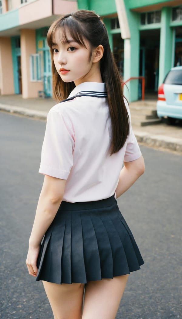 Tags: 21872187, SDXL
{"3": {"inputs": {"seed": 213210914045973, "steps": 32, "cfg": 6.9, "sampler_name": "dpmpp_2m", "scheduler": "karras", "denoise": 1.0, "model": ["27", 0], "positive": ["6", 0], "negative": ["7", 0], "latent_image": ["5", 0]}, "class_type": "KSampler"}, "4": {"inputs": {"ckpt_name": "helloworldxl.safetensors"}, "class_type": "CheckpointLoaderSimple"}, "5": {"inputs": {"width": 768, "height": 1344, "batch_size": 1}, "class_type": "EmptyLatentImage"}, "6": {"inputs": {"text": "22 year old girl, (double eyelids:0.97), (detailed face:1.05), (cute:1.02), (pale skin:1.03), (seductive facial expression:1.10), (eyelashes:1.05), (idol:1.03), (temptress:1.06), (sexy lips:1.12), (blush:1.02), (slim:1.14), (seductive pose:0.99), (beautiful eyes:0.97), (perky ass:1.01), (exposed ass:1.09), (looking back:1.05), (sexy ass:0.96), (thigh gap:0.96), (school uniform:1.14), choker, busy street, (candid cinema:1.01), (natural looking skin:1.04), (portra:1.04), (textured skin:1.04), (detailed skin:1.06), (soft lighting:1.04), (RAW:1.06), (film:1.09), (skin fuzz:1.08)", "clip": ["27", 1]}, "class_type": "CLIPTextEncode"}, "7": {"inputs": {"text": "(worst quality:1.05), (twisted:1.10), (low resolution:1.10), (distorted:1.13), (open mouth:1.06), (watermark:1.14), (bad hands:1.05)", "clip": ["27", 1]}, "class_type": "CLIPTextEncode"}, "8": {"inputs": {"samples": ["3", 0], "vae": ["4", 2]}, "class_type": "VAEDecode"}, "25": {"inputs": {"lora_name": "nudify_xl.safetensors", "strength_model": 0.39, "strength_clip": 0.18, "model": ["4", 0], "clip": ["4", 1]}, "class_type": "LoraLoader"}, "26": {"inputs": {"lora_name": "shirtlift_SDXL_v2.safetensors", "strength_model": 0.02, "strength_clip": 0.05, "model": ["25", 0], "clip": ["25", 1]}, "class_type": "LoraLoader"}, "27": {"inputs": {"lora_name": "PerfectEyesXL.safetensors", "strength_model": 0.01, "strength_clip": 0.1, "model": ["26", 0], "clip": ["26", 1]}, "class_type": "LoraLoader"}, "30": {"inputs": {"model_name": "4x_NMKD-Superscale-SP_178000_G.pth"}, "class_type": "UpscaleModelLoader"}, "31": {"inputs": {"upscale_model": ["30", 0], "image": ["8", 0]}, "class_type": "ImageUpscaleWithModel"}, "32": {"inputs": {"upscale_method": "lanczos", "scale_by": 0.5, "image": ["31", 0]}, "class_type": "ImageScaleBy"}, "33": {"inputs": {"pixels": ["32", 0], "vae": ["4", 2]}, "class_type": "VAEEncode"}, "34": {"inputs": {"seed": 213210914045973, "steps": 32, "cfg": 6.9, "sampler_name": "dpmpp_2m", "scheduler": "karras", "denoise": 0.3, "model": ["27", 0], "positive": ["6", 0], "negative": ["7", 0], "latent_image": ["33", 0]}, "class_type": "KSampler"}, "36": {"inputs": {"samples": ["34", 0], "vae": ["4", 2]}, "class_type": "VAEDecode"}, "39": {"inputs": {"filename_prefix": "comfyapi-1713234842744", "images": ["36", 0]}, "class_type": "SaveImage"}}