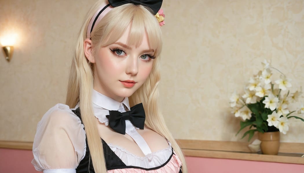 Tags: 21872187, SDXL
{"3": {"inputs": {"seed": 207645461424487, "steps": 32, "cfg": 7.13, "sampler_name": "dpmpp_2m", "scheduler": "karras", "denoise": 1.0, "model": ["27", 0], "positive": ["6", 0], "negative": ["7", 0], "latent_image": ["5", 0]}, "class_type": "KSampler"}, "4": {"inputs": {"ckpt_name": "juggernautxl.safetensors"}, "class_type": "CheckpointLoaderSimple"}, "5": {"inputs": {"width": 1344, "height": 768, "batch_size": 1}, "class_type": "EmptyLatentImage"}, "6": {"inputs": {"text": "27 year old girl, (irish:0.95), (pale skin:1.01), (slim:0.96), (eyelashes:1.03), (seductive pose:1.11), (detailed face:1.11), (cute:0.95), (blush:1.13), (idol:1.10), (beautiful eyes:1.14), (sexy lips:1.08), (temptress:1.06), (double eyelids:0.95), (in a seductive pose:1.04), (large perky breasts:0.97), (cleavage:0.97), (thigh gap:1.09), in a (skimpy maid costume:0.96) working at a maid cafe, choker, bowtie, headband, pleated skirt, (detailed skin:1.07), (soft lighting:1.07), (film:1.03), (textured skin:1.09), (skin fuzz:1.00), (natural looking skin:1.05), (candid cinema:1.03), (RAW:1.02), (portra:1.06)", "clip": ["27", 1]}, "class_type": "CLIPTextEncode"}, "7": {"inputs": {"text": "(bad hands:1.08), (watermark:1.09), (worst quality:1.08), (distorted:1.08), (low resolution:1.14), (open mouth:1.12)", "clip": ["27", 1]}, "class_type": "CLIPTextEncode"}, "8": {"inputs": {"samples": ["3", 0], "vae": ["4", 2]}, "class_type": "VAEDecode"}, "25": {"inputs": {"lora_name": "nudify_xl.safetensors", "strength_model": 0.2, "strength_clip": 0.3, "model": ["4", 0], "clip": ["4", 1]}, "class_type": "LoraLoader"}, "26": {"inputs": {"lora_name": "shirtlift_SDXL_v2.safetensors", "strength_model": 0.01, "strength_clip": 0.17, "model": ["25", 0], "clip": ["25", 1]}, "class_type": "LoraLoader"}, "27": {"inputs": {"lora_name": "PerfectEyesXL.safetensors", "strength_model": 0.17, "strength_clip": 0.06, "model": ["26", 0], "clip": ["26", 1]}, "class_type": "LoraLoader"}, "30": {"inputs": {"model_name": "4x_NMKD-Superscale-SP_178000_G.pth"}, "class_type": "UpscaleModelLoader"}, "31": {"inputs": {"upscale_model": ["30", 0], "image": ["8", 0]}, "class_type": "ImageUpscaleWithModel"}, "32": {"inputs": {"upscale_method": "lanczos", "scale_by": 0.5, "image": ["31", 0]}, "class_type": "ImageScaleBy"}, "33": {"inputs": {"pixels": ["32", 0], "vae": ["4", 2]}, "class_type": "VAEEncode"}, "34": {"inputs": {"seed": 207645461424487, "steps": 32, "cfg": 7.13, "sampler_name": "dpmpp_2m", "scheduler": "karras", "denoise": 0.3, "model": ["27", 0], "positive": ["6", 0], "negative": ["7", 0], "latent_image": ["33", 0]}, "class_type": "KSampler"}, "36": {"inputs": {"samples": ["34", 0], "vae": ["4", 2]}, "class_type": "VAEDecode"}, "39": {"inputs": {"filename_prefix": "comfyapi-1735401934146", "images": ["36", 0]}, "class_type": "SaveImage"}}