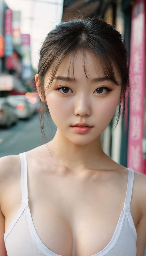 Tags: 21872187, SDXL
{"3": {"inputs": {"seed": 311999163562068, "steps": 64, "cfg": 7.52, "sampler_name": "dpmpp_2m", "scheduler": "karras", "denoise": 1.0, "model": ["27", 0], "positive": ["6", 0], "negative": ["7", 0], "latent_image": ["5", 0]}, "class_type": "KSampler"}, "4": {"inputs": {"ckpt_name": "juggernautxl.safetensors"}, "class_type": "CheckpointLoaderSimple"}, "5": {"inputs": {"width": 768, "height": 1344, "batch_size": 1}, "class_type": "EmptyLatentImage"}, "6": {"inputs": {"text": "18 year old girl, (irish:0.97), (korean:1.03), (chinese:0.95), (russian:0.97), (detailed face:1.08), (sexy lips:1.07), (slim:1.11), (beautiful eyes:0.96), (blush:1.11), (idol:0.97), (pale skin:1.05), (cute:1.00), (eyelashes:0.99), (temptress:1.06), (seductive facial expression:0.99), (double eyelids:1.05), (seductive pose:0.96), (in a seductive pose:1.02), (large perky breasts:1.03), (cleavage:1.00), (thigh gap:1.03), (white tanktop:1.07), busy street, (film:1.04), (textured skin:1.08), (portra:1.04), (soft lighting:1.05), (skin fuzz:1.03), (RAW:1.08), (candid cinema:1.02), (detailed skin:1.01), (natural looking skin:1.09)", "clip": ["27", 1]}, "class_type": "CLIPTextEncode"}, "7": {"inputs": {"text": "(low resolution:1.08), (twisted:1.07), (open mouth:1.06), (bad hands:1.06), (worst quality:1.09), (distorted:1.07), (watermark:1.05)", "clip": ["27", 1]}, "class_type": "CLIPTextEncode"}, "8": {"inputs": {"samples": ["3", 0], "vae": ["4", 2]}, "class_type": "VAEDecode"}, "25": {"inputs": {"lora_name": "nudify_xl.safetensors", "strength_model": 0.07, "strength_clip": 0.0, "model": ["4", 0], "clip": ["4", 1]}, "class_type": "LoraLoader"}, "26": {"inputs": {"lora_name": "shirtlift_SDXL_v2.safetensors", "strength_model": 0.0, "strength_clip": 0.05, "model": ["25", 0], "clip": ["25", 1]}, "class_type": "LoraLoader"}, "27": {"inputs": {"lora_name": "PerfectEyesXL.safetensors", "strength_model": 0.01, "strength_clip": 0.13, "model": ["26", 0], "clip": ["26", 1]}, "class_type": "LoraLoader"}, "30": {"inputs": {"model_name": "4x_NMKD-Superscale-SP_178000_G.pth"}, "class_type": "UpscaleModelLoader"}, "31": {"inputs": {"upscale_model": ["30", 0], "image": ["8", 0]}, "class_type": "ImageUpscaleWithModel"}, "32": {"inputs": {"upscale_method": "lanczos", "scale_by": 0.5, "image": ["31", 0]}, "class_type": "ImageScaleBy"}, "33": {"inputs": {"pixels": ["32", 0], "vae": ["4", 2]}, "class_type": "VAEEncode"}, "34": {"inputs": {"seed": 311999163562068, "steps": 64, "cfg": 7.52, "sampler_name": "dpmpp_2m", "scheduler": "karras", "denoise": 0.3, "model": ["27", 0], "positive": ["6", 0], "negative": ["7", 0], "latent_image": ["33", 0]}, "class_type": "KSampler"}, "36": {"inputs": {"samples": ["34", 0], "vae": ["4", 2]}, "class_type": "VAEDecode"}, "39": {"inputs": {"filename_prefix": "comfyapi-1724642531880", "images": ["36", 0]}, "class_type": "SaveImage"}}