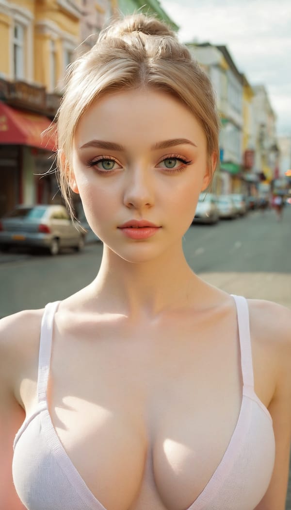 Tags: 21872187, SDXL
{"3": {"inputs": {"seed": 318747622626224, "steps": 64, "cfg": 6.63, "sampler_name": "dpmpp_2m", "scheduler": "karras", "denoise": 1.0, "model": ["27", 0], "positive": ["6", 0], "negative": ["7", 0], "latent_image": ["5", 0]}, "class_type": "KSampler"}, "4": {"inputs": {"ckpt_name": "juggernautxl.safetensors"}, "class_type": "CheckpointLoaderSimple"}, "5": {"inputs": {"width": 768, "height": 1344, "batch_size": 1}, "class_type": "EmptyLatentImage"}, "6": {"inputs": {"text": "20 year old girl, (ukrainian:1.03), (irish:1.07), (slim:1.07), (double eyelids:1.02), (eyelashes:0.97), (detailed face:1.06), (seductive facial expression:1.00), (idol:1.06), (pale skin:1.06), (temptress:1.02), (blush:1.13), (sexy lips:0.95), (cute:1.08), (seductive pose:1.05), (beautiful eyes:1.05), (in a seductive pose:0.98), (large perky breasts:1.09), (cleavage:1.10), (thigh gap:1.12), (white tanktop:1.04), busy street, (film:1.06), (skin fuzz:1.04), (natural looking skin:1.05), (portra:1.07), (RAW:1.02), (candid cinema:1.09), (detailed skin:1.01), (soft lighting:1.00), (textured skin:1.04)", "clip": ["27", 1]}, "class_type": "CLIPTextEncode"}, "7": {"inputs": {"text": "(watermark:1.14), (worst quality:1.14), (low resolution:1.08), (open mouth:1.07), (distorted:1.09), (bad hands:1.14), (twisted:1.06)", "clip": ["27", 1]}, "class_type": "CLIPTextEncode"}, "8": {"inputs": {"samples": ["3", 0], "vae": ["4", 2]}, "class_type": "VAEDecode"}, "25": {"inputs": {"lora_name": "nudify_xl.safetensors", "strength_model": 0.1, "strength_clip": 0.25, "model": ["4", 0], "clip": ["4", 1]}, "class_type": "LoraLoader"}, "26": {"inputs": {"lora_name": "shirtlift_SDXL_v2.safetensors", "strength_model": 0.04, "strength_clip": 0.14, "model": ["25", 0], "clip": ["25", 1]}, "class_type": "LoraLoader"}, "27": {"inputs": {"lora_name": "PerfectEyesXL.safetensors", "strength_model": 0.03, "strength_clip": 0.01, "model": ["26", 0], "clip": ["26", 1]}, "class_type": "LoraLoader"}, "30": {"inputs": {"model_name": "4x_NMKD-Superscale-SP_178000_G.pth"}, "class_type": "UpscaleModelLoader"}, "31": {"inputs": {"upscale_model": ["30", 0], "image": ["8", 0]}, "class_type": "ImageUpscaleWithModel"}, "32": {"inputs": {"upscale_method": "lanczos", "scale_by": 0.5, "image": ["31", 0]}, "class_type": "ImageScaleBy"}, "33": {"inputs": {"pixels": ["32", 0], "vae": ["4", 2]}, "class_type": "VAEEncode"}, "34": {"inputs": {"seed": 318747622626224, "steps": 64, "cfg": 6.63, "sampler_name": "dpmpp_2m", "scheduler": "karras", "denoise": 0.3, "model": ["27", 0], "positive": ["6", 0], "negative": ["7", 0], "latent_image": ["33", 0]}, "class_type": "KSampler"}, "36": {"inputs": {"samples": ["34", 0], "vae": ["4", 2]}, "class_type": "VAEDecode"}, "39": {"inputs": {"filename_prefix": "comfyapi-1728278290132", "images": ["36", 0]}, "class_type": "SaveImage"}}