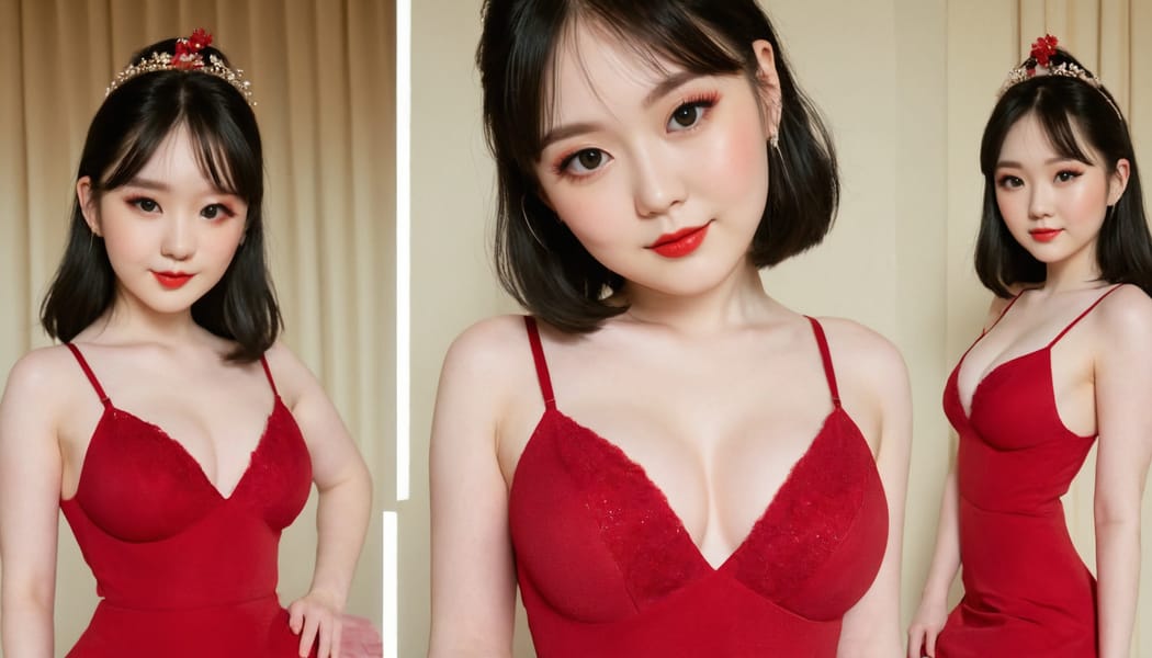 Tags: 21872187, SDXL
{"3": {"inputs": {"seed": 459031017943975, "steps": 64, "cfg": 5.93, "sampler_name": "dpmpp_2m", "scheduler": "karras", "denoise": 1.0, "model": ["27", 0], "positive": ["6", 0], "negative": ["7", 0], "latent_image": ["5", 0]}, "class_type": "KSampler"}, "4": {"inputs": {"ckpt_name": "juggernautXL_v8Rundiffusion.safetensors"}, "class_type": "CheckpointLoaderSimple"}, "5": {"inputs": {"width": 1344, "height": 768, "batch_size": 1}, "class_type": "EmptyLatentImage"}, "6": {"inputs": {"text": "20 year old girl, (irish:0.97), (japanese:1.07), (idol:0.97), (pale skin:1.02), (double eyelids:1.11), (cute:1.10), (slim:1.06), (sexy lips:1.08), (seductive pose:1.00), (temptress:1.13), (beautiful eyes:1.13), (seductive facial expression:1.05), (detailed face:1.13), (blush:1.14), (eyelashes:1.08), (in a seductive pose:0.99), (large perky breasts:1.07), (cleavage:0.95), (thigh gap:1.04), (wearing a low-cut red dress:1.13) at a ballroom, (film:1.07), (natural looking skin:1.01), (textured skin:1.05), (candid cinema:1.01), (detailed skin:1.03), (RAW:1.07), (skin fuzz:1.01), (portra:1.03), (soft lighting:1.06)", "clip": ["27", 1]}, "class_type": "CLIPTextEncode"}, "7": {"inputs": {"text": "(worst quality:1.06), (bad hands:1.09), (low resolution:1.10), (twisted:1.11), (open mouth:1.13), (watermark:1.06), (distorted:1.07)", "clip": ["27", 1]}, "class_type": "CLIPTextEncode"}, "8": {"inputs": {"samples": ["3", 0], "vae": ["4", 2]}, "class_type": "VAEDecode"}, "25": {"inputs": {"lora_name": "nudify_xl.safetensors", "strength_model": 0.34, "strength_clip": 0.31, "model": ["4", 0], "clip": ["4", 1]}, "class_type": "LoraLoader"}, "26": {"inputs": {"lora_name": "shirtlift_SDXL_v2.safetensors", "strength_model": 0.04, "strength_clip": 0.11, "model": ["25", 0], "clip": ["25", 1]}, "class_type": "LoraLoader"}, "27": {"inputs": {"lora_name": "PerfectEyesXL.safetensors", "strength_model": 0.1, "strength_clip": 0.16, "model": ["26", 0], "clip": ["26", 1]}, "class_type": "LoraLoader"}, "30": {"inputs": {"model_name": "4x_NMKD-Superscale-SP_178000_G.pth"}, "class_type": "UpscaleModelLoader"}, "31": {"inputs": {"upscale_model": ["30", 0], "image": ["8", 0]}, "class_type": "ImageUpscaleWithModel"}, "32": {"inputs": {"upscale_method": "lanczos", "scale_by": 0.5, "image": ["31", 0]}, "class_type": "ImageScaleBy"}, "33": {"inputs": {"pixels": ["32", 0], "vae": ["4", 2]}, "class_type": "VAEEncode"}, "34": {"inputs": {"seed": 459031017943975, "steps": 64, "cfg": 5.93, "sampler_name": "dpmpp_2m", "scheduler": "karras", "denoise": 0.3, "model": ["27", 0], "positive": ["6", 0], "negative": ["7", 0], "latent_image": ["33", 0]}, "class_type": "KSampler"}, "36": {"inputs": {"samples": ["34", 0], "vae": ["4", 2]}, "class_type": "VAEDecode"}, "39": {"inputs": {"filename_prefix": "comfyapi-1707412776432", "images": ["36", 0]}, "class_type": "SaveImage"}}