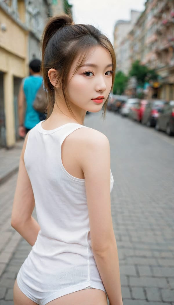 Tags: 21872187, SDXL
{"3": {"inputs": {"seed": 730237321445157, "steps": 32, "cfg": 7.16, "sampler_name": "dpmpp_2m", "scheduler": "karras", "denoise": 1.0, "model": ["27", 0], "positive": ["6", 0], "negative": ["7", 0], "latent_image": ["5", 0]}, "class_type": "KSampler"}, "4": {"inputs": {"ckpt_name": "leosamsHelloworldSDXL_helloworldSDXL32DPO.safetensors"}, "class_type": "CheckpointLoaderSimple"}, "5": {"inputs": {"width": 768, "height": 1344, "batch_size": 1}, "class_type": "EmptyLatentImage"}, "6": {"inputs": {"text": "20 year old girl, (ukrainian:1.10), (chinese:1.06), (beautiful eyes:1.11), (eyelashes:1.14), (double eyelids:1.09), (cute:1.12), (detailed face:0.98), (blush:1.06), (idol:1.03), (seductive pose:1.08), (sexy lips:1.07), (temptress:1.13), (pale skin:1.01), (seductive facial expression:0.98), (slim:1.04), (perky ass:1.04), (exposed ass:1.10), (looking back:1.07), (sexy ass:1.04), (thigh gap:1.04), (white tanktop:1.12), busy street, (skin fuzz:1.03), (candid cinema:1.03), (textured skin:1.08), (film:1.02), (natural looking skin:1.07), (detailed skin:1.03), (portra:1.03), (soft lighting:1.06)", "clip": ["27", 1]}, "class_type": "CLIPTextEncode"}, "7": {"inputs": {"text": "(bad hands:1.09), (twisted:1.10), (worst quality:1.05), (distorted:1.06), (open mouth:1.05), (low resolution:1.10), (watermark:1.08)", "clip": ["27", 1]}, "class_type": "CLIPTextEncode"}, "8": {"inputs": {"samples": ["3", 0], "vae": ["4", 2]}, "class_type": "VAEDecode"}, "25": {"inputs": {"lora_name": "nudify_xl.safetensors", "strength_model": 0.24, "strength_clip": 0.0, "model": ["4", 0], "clip": ["4", 1]}, "class_type": "LoraLoader"}, "26": {"inputs": {"lora_name": "shirtlift_SDXL_v2.safetensors", "strength_model": 0.17, "strength_clip": 0.17, "model": ["25", 0], "clip": ["25", 1]}, "class_type": "LoraLoader"}, "27": {"inputs": {"lora_name": "PerfectEyesXL.safetensors", "strength_model": 0.07, "strength_clip": 0.03, "model": ["26", 0], "clip": ["26", 1]}, "class_type": "LoraLoader"}, "30": {"inputs": {"model_name": "4x_NMKD-Superscale-SP_178000_G.pth"}, "class_type": "UpscaleModelLoader"}, "31": {"inputs": {"upscale_model": ["30", 0], "image": ["8", 0]}, "class_type": "ImageUpscaleWithModel"}, "32": {"inputs": {"upscale_method": "lanczos", "scale_by": 0.5, "image": ["31", 0]}, "class_type": "ImageScaleBy"}, "33": {"inputs": {"pixels": ["32", 0], "vae": ["4", 2]}, "class_type": "VAEEncode"}, "34": {"inputs": {"seed": 730237321445157, "steps": 32, "cfg": 7.16, "sampler_name": "dpmpp_2m", "scheduler": "karras", "denoise": 0.3, "model": ["27", 0], "positive": ["6", 0], "negative": ["7", 0], "latent_image": ["33", 0]}, "class_type": "KSampler"}, "36": {"inputs": {"samples": ["34", 0], "vae": ["4", 2]}, "class_type": "VAEDecode"}, "39": {"inputs": {"filename_prefix": "comfyapi-1708065982830", "images": ["36", 0]}, "class_type": "SaveImage"}}