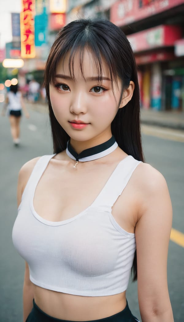 Tags: 21872187, SDXL
{"3": {"inputs": {"seed": 270202599552712, "steps": 32, "cfg": 7.14, "sampler_name": "dpmpp_2m", "scheduler": "karras", "denoise": 1.0, "model": ["27", 0], "positive": ["6", 0], "negative": ["7", 0], "latent_image": ["5", 0]}, "class_type": "KSampler"}, "4": {"inputs": {"ckpt_name": "juggernautxl.safetensors"}, "class_type": "CheckpointLoaderSimple"}, "5": {"inputs": {"width": 768, "height": 1344, "batch_size": 1}, "class_type": "EmptyLatentImage"}, "6": {"inputs": {"text": "21 year old girl, (chinese:1.03), (cute:1.01), (blush:0.99), (beautiful eyes:1.04), (idol:1.05), (detailed face:1.03), (slim:1.04), (temptress:1.04), (seductive pose:1.10), (eyelashes:0.98), (seductive facial expression:1.07), (pale skin:1.00), (double eyelids:1.09), (perky ass:1.09), (exposed ass:1.00), (looking back:1.04), (sexy ass:1.10), (thigh gap:1.03), (school uniform:1.01), choker, busy street, (detailed skin:1.04), (film:1.05), (skin fuzz:1.05), (candid cinema:1.05), (portra:1.09), (RAW:1.02), (textured skin:1.06), (soft lighting:1.08), (natural looking skin:1.09)", "clip": ["27", 1]}, "class_type": "CLIPTextEncode"}, "7": {"inputs": {"text": "(worst quality:1.10), (bad hands:1.14), (distorted:1.09), (open mouth:1.13), (twisted:1.11), (watermark:1.05), (low resolution:1.10)", "clip": ["27", 1]}, "class_type": "CLIPTextEncode"}, "8": {"inputs": {"samples": ["3", 0], "vae": ["4", 2]}, "class_type": "VAEDecode"}, "25": {"inputs": {"lora_name": "nudify_xl.safetensors", "strength_model": 0.01, "strength_clip": 0.09, "model": ["4", 0], "clip": ["4", 1]}, "class_type": "LoraLoader"}, "26": {"inputs": {"lora_name": "shirtlift_SDXL_v2.safetensors", "strength_model": 0.16, "strength_clip": 0.0, "model": ["25", 0], "clip": ["25", 1]}, "class_type": "LoraLoader"}, "27": {"inputs": {"lora_name": "PerfectEyesXL.safetensors", "strength_model": 0.04, "strength_clip": 0.09, "model": ["26", 0], "clip": ["26", 1]}, "class_type": "LoraLoader"}, "30": {"inputs": {"model_name": "4x_NMKD-Superscale-SP_178000_G.pth"}, "class_type": "UpscaleModelLoader"}, "31": {"inputs": {"upscale_model": ["30", 0], "image": ["8", 0]}, "class_type": "ImageUpscaleWithModel"}, "32": {"inputs": {"upscale_method": "lanczos", "scale_by": 0.5, "image": ["31", 0]}, "class_type": "ImageScaleBy"}, "33": {"inputs": {"pixels": ["32", 0], "vae": ["4", 2]}, "class_type": "VAEEncode"}, "34": {"inputs": {"seed": 270202599552712, "steps": 32, "cfg": 7.14, "sampler_name": "dpmpp_2m", "scheduler": "karras", "denoise": 0.3, "model": ["27", 0], "positive": ["6", 0], "negative": ["7", 0], "latent_image": ["33", 0]}, "class_type": "KSampler"}, "36": {"inputs": {"samples": ["34", 0], "vae": ["4", 2]}, "class_type": "VAEDecode"}, "39": {"inputs": {"filename_prefix": "comfyapi-1730481726524", "images": ["36", 0]}, "class_type": "SaveImage"}}