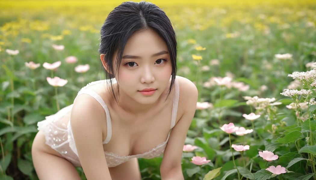 Tags: 21872187, SDXL
{"3": {"inputs": {"seed": 184956844290008, "steps": 64, "cfg": 7.2, "sampler_name": "dpmpp_2m", "scheduler": "karras", "denoise": 1.0, "model": ["27", 0], "positive": ["6", 0], "negative": ["7", 0], "latent_image": ["5", 0]}, "class_type": "KSampler"}, "4": {"inputs": {"ckpt_name": "juggernautxl.safetensors"}, "class_type": "CheckpointLoaderSimple"}, "5": {"inputs": {"width": 1344, "height": 768, "batch_size": 1}, "class_type": "EmptyLatentImage"}, "6": {"inputs": {"text": "18 year old girl, (taiwanese:1.03), (double eyelids:1.05), (temptress:0.96), (slim:1.02), (blush:1.00), (seductive facial expression:1.10), (seductive pose:1.13), (pale skin:0.95), (eyelashes:1.14), (cute:1.02), (sexy lips:0.97), (detailed face:1.02), (on all fours:1.04), (spreading ass cheeks:1.01), (from behind:0.99), (backboob:0.96), wearing (translucent clothes:1.11) on a flower field, (textured skin:1.04), (soft lighting:1.07), (RAW:1.09), (portra:1.09), (detailed skin:1.09), (natural looking skin:1.08), (candid cinema:1.07), (film:1.02), (skin fuzz:1.00)", "clip": ["27", 1]}, "class_type": "CLIPTextEncode"}, "7": {"inputs": {"text": "(open mouth:1.08), (low resolution:1.06), (watermark:1.10), (worst quality:1.06), (distorted:1.05), (bad hands:1.08), (twisted:1.11)", "clip": ["27", 1]}, "class_type": "CLIPTextEncode"}, "8": {"inputs": {"samples": ["3", 0], "vae": ["4", 2]}, "class_type": "VAEDecode"}, "25": {"inputs": {"lora_name": "nudify_xl.safetensors", "strength_model": 0.07, "strength_clip": 0.0, "model": ["4", 0], "clip": ["4", 1]}, "class_type": "LoraLoader"}, "26": {"inputs": {"lora_name": "shirtlift_SDXL_v2.safetensors", "strength_model": 0.11, "strength_clip": 0.04, "model": ["25", 0], "clip": ["25", 1]}, "class_type": "LoraLoader"}, "27": {"inputs": {"lora_name": "PerfectEyesXL.safetensors", "strength_model": 0.11, "strength_clip": 0.07, "model": ["26", 0], "clip": ["26", 1]}, "class_type": "LoraLoader"}, "30": {"inputs": {"model_name": "4x_NMKD-Superscale-SP_178000_G.pth"}, "class_type": "UpscaleModelLoader"}, "31": {"inputs": {"upscale_model": ["30", 0], "image": ["8", 0]}, "class_type": "ImageUpscaleWithModel"}, "32": {"inputs": {"upscale_method": "lanczos", "scale_by": 0.5, "image": ["31", 0]}, "class_type": "ImageScaleBy"}, "33": {"inputs": {"pixels": ["32", 0], "vae": ["4", 2]}, "class_type": "VAEEncode"}, "34": {"inputs": {"seed": 184956844290008, "steps": 64, "cfg": 7.2, "sampler_name": "dpmpp_2m", "scheduler": "karras", "denoise": 0.3, "model": ["27", 0], "positive": ["6", 0], "negative": ["7", 0], "latent_image": ["33", 0]}, "class_type": "KSampler"}, "36": {"inputs": {"samples": ["34", 0], "vae": ["4", 2]}, "class_type": "VAEDecode"}, "39": {"inputs": {"filename_prefix": "comfyapi-1716490810337", "images": ["36", 0]}, "class_type": "SaveImage"}}