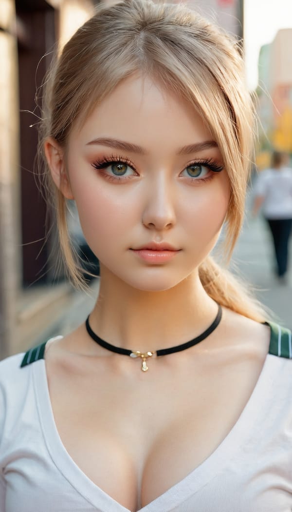 Tags: 21872187, SDXL
{"3": {"inputs": {"seed": 833946567071458, "steps": 64, "cfg": 7.06, "sampler_name": "dpmpp_2m", "scheduler": "karras", "denoise": 1.0, "model": ["27", 0], "positive": ["6", 0], "negative": ["7", 0], "latent_image": ["5", 0]}, "class_type": "KSampler"}, "4": {"inputs": {"ckpt_name": "juggernautxl.safetensors"}, "class_type": "CheckpointLoaderSimple"}, "5": {"inputs": {"width": 768, "height": 1344, "batch_size": 1}, "class_type": "EmptyLatentImage"}, "6": {"inputs": {"text": "20 year old girl, (russian:1.03), (eyelashes:1.09), (cute:1.05), (seductive pose:1.07), (seductive facial expression:1.07), (idol:1.01), (sexy lips:1.00), (detailed face:1.06), (blush:1.03), (beautiful eyes:1.12), (slim:1.14), (temptress:1.10), (double eyelids:1.14), (in a seductive pose:1.08), (large perky breasts:1.09), (cleavage:0.98), (thigh gap:0.97), (school uniform:1.04), choker, busy street, (RAW:1.09), (natural looking skin:1.03), (textured skin:1.01), (candid cinema:1.09), (skin fuzz:1.07), (film:1.00), (detailed skin:1.01), (portra:1.02), (soft lighting:1.06)", "clip": ["27", 1]}, "class_type": "CLIPTextEncode"}, "7": {"inputs": {"text": "(worst quality:1.05), (low resolution:1.11), (watermark:1.09), (distorted:1.07), (twisted:1.11), (bad hands:1.14), (open mouth:1.13)", "clip": ["27", 1]}, "class_type": "CLIPTextEncode"}, "8": {"inputs": {"samples": ["3", 0], "vae": ["4", 2]}, "class_type": "VAEDecode"}, "25": {"inputs": {"lora_name": "nudify_xl.safetensors", "strength_model": 0.03, "strength_clip": 0.28, "model": ["4", 0], "clip": ["4", 1]}, "class_type": "LoraLoader"}, "26": {"inputs": {"lora_name": "shirtlift_SDXL_v2.safetensors", "strength_model": 0.16, "strength_clip": 0.13, "model": ["25", 0], "clip": ["25", 1]}, "class_type": "LoraLoader"}, "27": {"inputs": {"lora_name": "PerfectEyesXL.safetensors", "strength_model": 0.15, "strength_clip": 0.16, "model": ["26", 0], "clip": ["26", 1]}, "class_type": "LoraLoader"}, "30": {"inputs": {"model_name": "4x_NMKD-Superscale-SP_178000_G.pth"}, "class_type": "UpscaleModelLoader"}, "31": {"inputs": {"upscale_model": ["30", 0], "image": ["8", 0]}, "class_type": "ImageUpscaleWithModel"}, "32": {"inputs": {"upscale_method": "lanczos", "scale_by": 0.5, "image": ["31", 0]}, "class_type": "ImageScaleBy"}, "33": {"inputs": {"pixels": ["32", 0], "vae": ["4", 2]}, "class_type": "VAEEncode"}, "34": {"inputs": {"seed": 833946567071458, "steps": 64, "cfg": 7.06, "sampler_name": "dpmpp_2m", "scheduler": "karras", "denoise": 0.3, "model": ["27", 0], "positive": ["6", 0], "negative": ["7", 0], "latent_image": ["33", 0]}, "class_type": "KSampler"}, "36": {"inputs": {"samples": ["34", 0], "vae": ["4", 2]}, "class_type": "VAEDecode"}, "39": {"inputs": {"filename_prefix": "comfyapi-1724432928480", "images": ["36", 0]}, "class_type": "SaveImage"}}