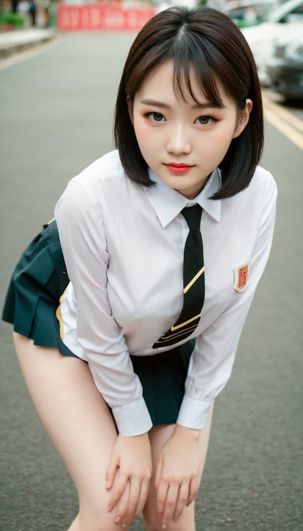 Tags: 21872187, SDXL
{"3": {"inputs": {"seed": 273724383813231, "steps": 64, "cfg": 6.88, "sampler_name": "dpmpp_2m", "scheduler": "karras", "denoise": 1.0, "model": ["27", 0], "positive": ["6", 0], "negative": ["7", 0], "latent_image": ["5", 0]}, "class_type": "KSampler"}, "4": {"inputs": {"ckpt_name": "juggernautXL_v8Rundiffusion.safetensors"}, "class_type": "CheckpointLoaderSimple"}, "5": {"inputs": {"width": 768, "height": 1344, "batch_size": 1}, "class_type": "EmptyLatentImage"}, "6": {"inputs": {"text": "22 year old girl, (taiwanese:0.97), (pale skin:1.01), (blush:0.95), (double eyelids:1.00), (seductive facial expression:0.96), (slim:0.99), (eyelashes:1.11), (cute:1.06), (detailed face:1.01), (temptress:1.13), (sexy lips:0.98), (beautiful eyes:1.08), (on all fours:1.14), (spreading ass cheeks:1.06), (from behind:1.08), (backboob:1.13), (school uniform:1.13), choker, busy street, (RAW:1.00), (detailed skin:1.05), (candid cinema:1.07), (natural looking skin:1.01), (portra:1.04), (film:1.09), (textured skin:1.02), (soft lighting:1.03), (skin fuzz:1.09)", "clip": ["27", 1]}, "class_type": "CLIPTextEncode"}, "7": {"inputs": {"text": "(open mouth:1.08), (watermark:1.08), (bad hands:1.11), (worst quality:1.11), (twisted:1.11), (distorted:1.12), (low resolution:1.12)", "clip": ["27", 1]}, "class_type": "CLIPTextEncode"}, "8": {"inputs": {"samples": ["3", 0], "vae": ["4", 2]}, "class_type": "VAEDecode"}, "25": {"inputs": {"lora_name": "nudify_xl.safetensors", "strength_model": 0.27, "strength_clip": 0.2, "model": ["4", 0], "clip": ["4", 1]}, "class_type": "LoraLoader"}, "26": {"inputs": {"lora_name": "shirtlift_SDXL_v2.safetensors", "strength_model": 0.0, "strength_clip": 0.09, "model": ["25", 0], "clip": ["25", 1]}, "class_type": "LoraLoader"}, "27": {"inputs": {"lora_name": "PerfectEyesXL.safetensors", "strength_model": 0.02, "strength_clip": 0.04, "model": ["26", 0], "clip": ["26", 1]}, "class_type": "LoraLoader"}, "30": {"inputs": {"model_name": "4x_NMKD-Superscale-SP_178000_G.pth"}, "class_type": "UpscaleModelLoader"}, "31": {"inputs": {"upscale_model": ["30", 0], "image": ["8", 0]}, "class_type": "ImageUpscaleWithModel"}, "32": {"inputs": {"upscale_method": "lanczos", "scale_by": 0.5, "image": ["31", 0]}, "class_type": "ImageScaleBy"}, "33": {"inputs": {"pixels": ["32", 0], "vae": ["4", 2]}, "class_type": "VAEEncode"}, "34": {"inputs": {"seed": 273724383813231, "steps": 64, "cfg": 6.88, "sampler_name": "dpmpp_2m", "scheduler": "karras", "denoise": 0.3, "model": ["27", 0], "positive": ["6", 0], "negative": ["7", 0], "latent_image": ["33", 0]}, "class_type": "KSampler"}, "36": {"inputs": {"samples": ["34", 0], "vae": ["4", 2]}, "class_type": "VAEDecode"}, "39": {"inputs": {"filename_prefix": "comfyapi-1708268810874", "images": ["36", 0]}, "class_type": "SaveImage"}}