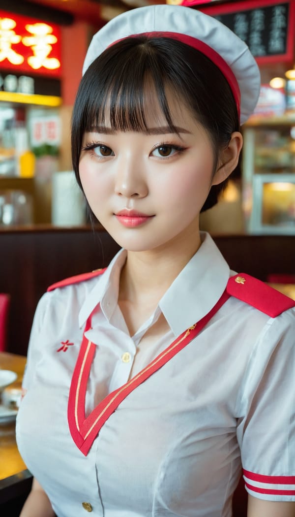 Tags: 21872187, SDXL
{"3": {"inputs": {"seed": 388809337730992, "steps": 64, "cfg": 7.48, "sampler_name": "dpmpp_2m", "scheduler": "karras", "denoise": 1.0, "model": ["27", 0], "positive": ["6", 0], "negative": ["7", 0], "latent_image": ["5", 0]}, "class_type": "KSampler"}, "4": {"inputs": {"ckpt_name": "juggernautxl.safetensors"}, "class_type": "CheckpointLoaderSimple"}, "5": {"inputs": {"width": 768, "height": 1344, "batch_size": 1}, "class_type": "EmptyLatentImage"}, "6": {"inputs": {"text": "19 year old girl, (chinese:1.02), (taiwanese:0.98), (blush:1.11), (detailed face:0.96), (seductive facial expression:1.10), (eyelashes:1.05), (temptress:1.11), (pale skin:0.95), (seductive pose:1.11), (double eyelids:0.98), (cute:1.01), (sexy lips:1.08), (idol:1.01), (slim:0.96), (in a seductive pose:1.09), (large perky breasts:1.04), (cleavage:0.97), (thigh gap:1.09), (a waitress in uniform:1.11) working at a restaurant, (candid cinema:1.01), (natural looking skin:1.05), (RAW:1.03), (skin fuzz:1.01), (film:1.05), (detailed skin:1.08), (portra:1.09), (textured skin:1.06), (soft lighting:1.08)", "clip": ["27", 1]}, "class_type": "CLIPTextEncode"}, "7": {"inputs": {"text": "(low resolution:1.07), (bad hands:1.12), (worst quality:1.11), (distorted:1.05), (watermark:1.13), (open mouth:1.10), (twisted:1.05)", "clip": ["27", 1]}, "class_type": "CLIPTextEncode"}, "8": {"inputs": {"samples": ["3", 0], "vae": ["4", 2]}, "class_type": "VAEDecode"}, "25": {"inputs": {"lora_name": "nudify_xl.safetensors", "strength_model": 0.04, "strength_clip": 0.37, "model": ["4", 0], "clip": ["4", 1]}, "class_type": "LoraLoader"}, "26": {"inputs": {"lora_name": "shirtlift_SDXL_v2.safetensors", "strength_model": 0.05, "strength_clip": 0.15, "model": ["25", 0], "clip": ["25", 1]}, "class_type": "LoraLoader"}, "27": {"inputs": {"lora_name": "PerfectEyesXL.safetensors", "strength_model": 0.14, "strength_clip": 0.07, "model": ["26", 0], "clip": ["26", 1]}, "class_type": "LoraLoader"}, "30": {"inputs": {"model_name": "4x_NMKD-Superscale-SP_178000_G.pth"}, "class_type": "UpscaleModelLoader"}, "31": {"inputs": {"upscale_model": ["30", 0], "image": ["8", 0]}, "class_type": "ImageUpscaleWithModel"}, "32": {"inputs": {"upscale_method": "lanczos", "scale_by": 0.5, "image": ["31", 0]}, "class_type": "ImageScaleBy"}, "33": {"inputs": {"pixels": ["32", 0], "vae": ["4", 2]}, "class_type": "VAEEncode"}, "34": {"inputs": {"seed": 388809337730992, "steps": 64, "cfg": 7.48, "sampler_name": "dpmpp_2m", "scheduler": "karras", "denoise": 0.3, "model": ["27", 0], "positive": ["6", 0], "negative": ["7", 0], "latent_image": ["33", 0]}, "class_type": "KSampler"}, "36": {"inputs": {"samples": ["34", 0], "vae": ["4", 2]}, "class_type": "VAEDecode"}, "39": {"inputs": {"filename_prefix": "comfyapi-1718173489109", "images": ["36", 0]}, "class_type": "SaveImage"}}