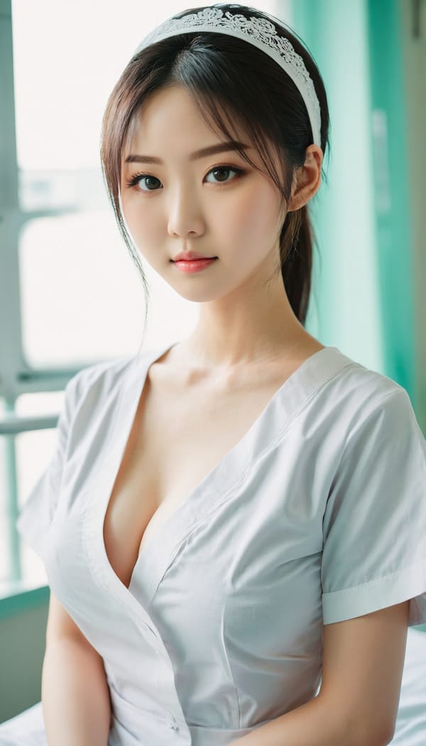 Tags: 21872187, SDXL
{"3": {"inputs": {"seed": 517097834983000, "steps": 64, "cfg": 6.31, "sampler_name": "dpmpp_2m", "scheduler": "karras", "denoise": 1.0, "model": ["27", 0], "positive": ["6", 0], "negative": ["7", 0], "latent_image": ["5", 0]}, "class_type": "KSampler"}, "4": {"inputs": {"ckpt_name": "juggernautxl.safetensors"}, "class_type": "CheckpointLoaderSimple"}, "5": {"inputs": {"width": 768, "height": 1344, "batch_size": 1}, "class_type": "EmptyLatentImage"}, "6": {"inputs": {"text": "20 year old girl, (chinese:0.95), (japanese:1.09), (idol:1.05), (detailed face:1.08), (slim:0.96), (blush:0.96), (temptress:0.96), (seductive pose:1.08), (eyelashes:0.99), (beautiful eyes:1.00), (seductive facial expression:1.00), (sexy lips:1.04), (double eyelids:1.09), (pale skin:1.05), (cute:1.07), (in a seductive pose:1.01), (large perky breasts:0.96), (cleavage:1.05), (thigh gap:0.99), (nurse in uniform:1.05) working in a hospital ward, (skin fuzz:1.07), (portra:1.09), (candid cinema:1.07), (soft lighting:1.03), (film:1.05), (natural looking skin:1.00), (textured skin:1.05), (detailed skin:1.04), (RAW:1.02)", "clip": ["27", 1]}, "class_type": "CLIPTextEncode"}, "7": {"inputs": {"text": "(twisted:1.05), (worst quality:1.09), (watermark:1.07), (open mouth:1.10), (bad hands:1.09), (distorted:1.07), (low resolution:1.06)", "clip": ["27", 1]}, "class_type": "CLIPTextEncode"}, "8": {"inputs": {"samples": ["3", 0], "vae": ["4", 2]}, "class_type": "VAEDecode"}, "25": {"inputs": {"lora_name": "nudify_xl.safetensors", "strength_model": 0.29, "strength_clip": 0.21, "model": ["4", 0], "clip": ["4", 1]}, "class_type": "LoraLoader"}, "26": {"inputs": {"lora_name": "shirtlift_SDXL_v2.safetensors", "strength_model": 0.12, "strength_clip": 0.04, "model": ["25", 0], "clip": ["25", 1]}, "class_type": "LoraLoader"}, "27": {"inputs": {"lora_name": "PerfectEyesXL.safetensors", "strength_model": 0.13, "strength_clip": 0.08, "model": ["26", 0], "clip": ["26", 1]}, "class_type": "LoraLoader"}, "30": {"inputs": {"model_name": "4x_NMKD-Superscale-SP_178000_G.pth"}, "class_type": "UpscaleModelLoader"}, "31": {"inputs": {"upscale_model": ["30", 0], "image": ["8", 0]}, "class_type": "ImageUpscaleWithModel"}, "32": {"inputs": {"upscale_method": "lanczos", "scale_by": 0.5, "image": ["31", 0]}, "class_type": "ImageScaleBy"}, "33": {"inputs": {"pixels": ["32", 0], "vae": ["4", 2]}, "class_type": "VAEEncode"}, "34": {"inputs": {"seed": 517097834983000, "steps": 64, "cfg": 6.31, "sampler_name": "dpmpp_2m", "scheduler": "karras", "denoise": 0.3, "model": ["27", 0], "positive": ["6", 0], "negative": ["7", 0], "latent_image": ["33", 0]}, "class_type": "KSampler"}, "36": {"inputs": {"samples": ["34", 0], "vae": ["4", 2]}, "class_type": "VAEDecode"}, "39": {"inputs": {"filename_prefix": "comfyapi-1713241693171", "images": ["36", 0]}, "class_type": "SaveImage"}}