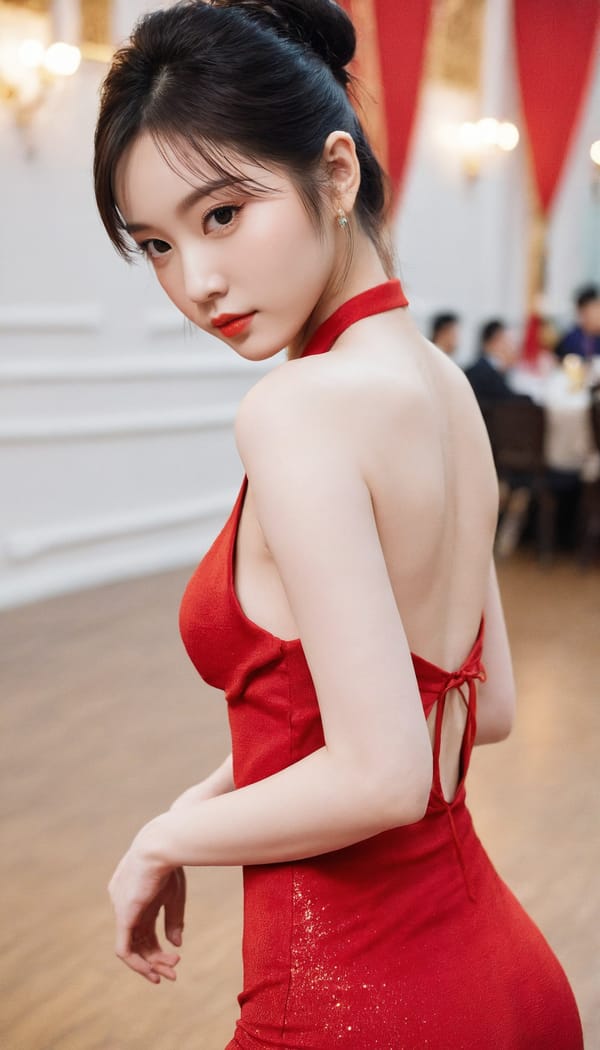 Tags: 21872187, SDXL
{"3": {"inputs": {"seed": 546253894797268, "steps": 64, "cfg": 5.36, "sampler_name": "dpmpp_2m", "scheduler": "karras", "denoise": 1.0, "model": ["27", 0], "positive": ["6", 0], "negative": ["7", 0], "latent_image": ["5", 0]}, "class_type": "KSampler"}, "4": {"inputs": {"ckpt_name": "helloworldxl.safetensors"}, "class_type": "CheckpointLoaderSimple"}, "5": {"inputs": {"width": 768, "height": 1344, "batch_size": 1}, "class_type": "EmptyLatentImage"}, "6": {"inputs": {"text": "27 year old girl, (chinese:0.95), (slim:1.12), (blush:1.02), (temptress:1.02), (seductive facial expression:0.99), (eyelashes:1.07), (beautiful eyes:1.13), (pale skin:0.98), (sexy lips:1.08), (seductive pose:1.07), (detailed face:0.97), (cute:1.06), (idol:1.09), (double eyelids:0.95), (perky ass:1.05), (exposed ass:1.00), (looking back:0.95), (sexy ass:1.03), (thigh gap:0.99), (wearing a low-cut red dress:0.98) at a ballroom, (textured skin:1.09), (natural looking skin:1.06), (film:1.09), (skin fuzz:1.07), (RAW:1.01), (soft lighting:1.01), (candid cinema:1.06), (detailed skin:1.07)", "clip": ["27", 1]}, "class_type": "CLIPTextEncode"}, "7": {"inputs": {"text": "(open mouth:1.06), (worst quality:1.06), (twisted:1.05), (distorted:1.12), (low resolution:1.05), (bad hands:1.08)", "clip": ["27", 1]}, "class_type": "CLIPTextEncode"}, "8": {"inputs": {"samples": ["3", 0], "vae": ["4", 2]}, "class_type": "VAEDecode"}, "25": {"inputs": {"lora_name": "nudify_xl.safetensors", "strength_model": 0.28, "strength_clip": 0.0, "model": ["4", 0], "clip": ["4", 1]}, "class_type": "LoraLoader"}, "26": {"inputs": {"lora_name": "shirtlift_SDXL_v2.safetensors", "strength_model": 0.18, "strength_clip": 0.1, "model": ["25", 0], "clip": ["25", 1]}, "class_type": "LoraLoader"}, "27": {"inputs": {"lora_name": "PerfectEyesXL.safetensors", "strength_model": 0.07, "strength_clip": 0.19, "model": ["26", 0], "clip": ["26", 1]}, "class_type": "LoraLoader"}, "30": {"inputs": {"model_name": "4x_NMKD-Superscale-SP_178000_G.pth"}, "class_type": "UpscaleModelLoader"}, "31": {"inputs": {"upscale_model": ["30", 0], "image": ["8", 0]}, "class_type": "ImageUpscaleWithModel"}, "32": {"inputs": {"upscale_method": "lanczos", "scale_by": 0.5, "image": ["31", 0]}, "class_type": "ImageScaleBy"}, "33": {"inputs": {"pixels": ["32", 0], "vae": ["4", 2]}, "class_type": "VAEEncode"}, "34": {"inputs": {"seed": 546253894797268, "steps": 64, "cfg": 5.36, "sampler_name": "dpmpp_2m", "scheduler": "karras", "denoise": 0.3, "model": ["27", 0], "positive": ["6", 0], "negative": ["7", 0], "latent_image": ["33", 0]}, "class_type": "KSampler"}, "36": {"inputs": {"samples": ["34", 0], "vae": ["4", 2]}, "class_type": "VAEDecode"}, "39": {"inputs": {"filename_prefix": "comfyapi-1714440807350", "images": ["36", 0]}, "class_type": "SaveImage"}}