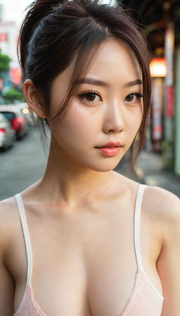 Tags: 21872187, SDXL
{"3": {"inputs": {"seed": 879475409704233, "steps": 64, "cfg": 6.81, "sampler_name": "dpmpp_2m", "scheduler": "karras", "denoise": 1.0, "model": ["27", 0], "positive": ["6", 0], "negative": ["7", 0], "latent_image": ["5", 0]}, "class_type": "KSampler"}, "4": {"inputs": {"ckpt_name": "juggernautxl.safetensors"}, "class_type": "CheckpointLoaderSimple"}, "5": {"inputs": {"width": 768, "height": 1344, "batch_size": 1}, "class_type": "EmptyLatentImage"}, "6": {"inputs": {"text": "24 year old girl, (taiwanese:0.97), (irish:0.99), (temptress:1.01), (idol:0.96), (seductive facial expression:1.00), (beautiful eyes:1.13), (sexy lips:0.99), (seductive pose:1.06), (slim:0.97), (cute:0.96), (pale skin:1.01), (blush:1.02), (double eyelids:0.95), (eyelashes:1.02), (detailed face:1.05), (perky ass:0.98), (exposed ass:1.14), (looking back:1.12), (sexy ass:1.05), (thigh gap:0.95), (white tanktop:0.96), busy street, (film:1.05), (soft lighting:1.08), (textured skin:1.00), (detailed skin:1.07), (skin fuzz:1.09), (candid cinema:1.07), (RAW:1.01), (natural looking skin:1.01), (portra:1.04)", "clip": ["27", 1]}, "class_type": "CLIPTextEncode"}, "7": {"inputs": {"text": "(bad hands:1.09), (distorted:1.12), (worst quality:1.10), (open mouth:1.11), (twisted:1.08), (watermark:1.13), (low resolution:1.06)", "clip": ["27", 1]}, "class_type": "CLIPTextEncode"}, "8": {"inputs": {"samples": ["3", 0], "vae": ["4", 2]}, "class_type": "VAEDecode"}, "25": {"inputs": {"lora_name": "nudify_xl.safetensors", "strength_model": 0.0, "strength_clip": 0.12, "model": ["4", 0], "clip": ["4", 1]}, "class_type": "LoraLoader"}, "26": {"inputs": {"lora_name": "shirtlift_SDXL_v2.safetensors", "strength_model": 0.14, "strength_clip": 0.0, "model": ["25", 0], "clip": ["25", 1]}, "class_type": "LoraLoader"}, "27": {"inputs": {"lora_name": "PerfectEyesXL.safetensors", "strength_model": 0.12, "strength_clip": 0.11, "model": ["26", 0], "clip": ["26", 1]}, "class_type": "LoraLoader"}, "30": {"inputs": {"model_name": "4x_NMKD-Superscale-SP_178000_G.pth"}, "class_type": "UpscaleModelLoader"}, "31": {"inputs": {"upscale_model": ["30", 0], "image": ["8", 0]}, "class_type": "ImageUpscaleWithModel"}, "32": {"inputs": {"upscale_method": "lanczos", "scale_by": 0.5, "image": ["31", 0]}, "class_type": "ImageScaleBy"}, "33": {"inputs": {"pixels": ["32", 0], "vae": ["4", 2]}, "class_type": "VAEEncode"}, "34": {"inputs": {"seed": 879475409704233, "steps": 64, "cfg": 6.81, "sampler_name": "dpmpp_2m", "scheduler": "karras", "denoise": 0.3, "model": ["27", 0], "positive": ["6", 0], "negative": ["7", 0], "latent_image": ["33", 0]}, "class_type": "KSampler"}, "36": {"inputs": {"samples": ["34", 0], "vae": ["4", 2]}, "class_type": "VAEDecode"}, "39": {"inputs": {"filename_prefix": "comfyapi-1731702097405", "images": ["36", 0]}, "class_type": "SaveImage"}}