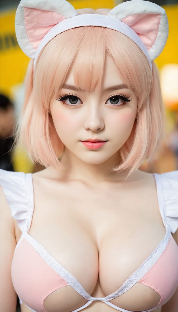 Tags: 21872187, SDXL
{"3": {"inputs": {"seed": 338903594392011, "steps": 64, "cfg": 5.73, "sampler_name": "dpmpp_2m", "scheduler": "karras", "denoise": 1.0, "model": ["27", 0], "positive": ["6", 0], "negative": ["7", 0], "latent_image": ["5", 0]}, "class_type": "KSampler"}, "4": {"inputs": {"ckpt_name": "juggernautXL_v8Rundiffusion.safetensors"}, "class_type": "CheckpointLoaderSimple"}, "5": {"inputs": {"width": 768, "height": 1344, "batch_size": 1}, "class_type": "EmptyLatentImage"}, "6": {"inputs": {"text": "25 year old girl, (pale skin:0.96), (blush:1.13), (detailed face:1.00), (sexy lips:1.12), (temptress:0.96), (beautiful eyes:1.02), (seductive pose:1.12), (eyelashes:1.10), (seductive facial expression:1.09), (double eyelids:1.07), (cute:1.06), (slim:1.12), (in a seductive pose:1.14), (large perky breasts:1.03), (cleavage:1.07), (thigh gap:1.01), (in a cosplay:1.10) at comiket posing for camera, (textured skin:1.08), (candid cinema:1.01), (natural looking skin:1.07), (film:1.09), (skin fuzz:1.09), (portra:1.01), (soft lighting:1.08), (detailed skin:1.04), (RAW:1.06)", "clip": ["27", 1]}, "class_type": "CLIPTextEncode"}, "7": {"inputs": {"text": "(worst quality:1.09), (distorted:1.14), (watermark:1.07), (bad hands:1.06), (open mouth:1.10), (twisted:1.09), (low resolution:1.08)", "clip": ["27", 1]}, "class_type": "CLIPTextEncode"}, "8": {"inputs": {"samples": ["3", 0], "vae": ["4", 2]}, "class_type": "VAEDecode"}, "25": {"inputs": {"lora_name": "nudify_xl.safetensors", "strength_model": 0.01, "strength_clip": 0.15, "model": ["4", 0], "clip": ["4", 1]}, "class_type": "LoraLoader"}, "26": {"inputs": {"lora_name": "shirtlift_SDXL_v2.safetensors", "strength_model": 0.1, "strength_clip": 0.18, "model": ["25", 0], "clip": ["25", 1]}, "class_type": "LoraLoader"}, "27": {"inputs": {"lora_name": "PerfectEyesXL.safetensors", "strength_model": 0.02, "strength_clip": 0.15, "model": ["26", 0], "clip": ["26", 1]}, "class_type": "LoraLoader"}, "30": {"inputs": {"model_name": "4x_NMKD-Superscale-SP_178000_G.pth"}, "class_type": "UpscaleModelLoader"}, "31": {"inputs": {"upscale_model": ["30", 0], "image": ["8", 0]}, "class_type": "ImageUpscaleWithModel"}, "32": {"inputs": {"upscale_method": "lanczos", "scale_by": 0.5, "image": ["31", 0]}, "class_type": "ImageScaleBy"}, "33": {"inputs": {"pixels": ["32", 0], "vae": ["4", 2]}, "class_type": "VAEEncode"}, "34": {"inputs": {"seed": 338903594392011, "steps": 64, "cfg": 5.73, "sampler_name": "dpmpp_2m", "scheduler": "karras", "denoise": 0.3, "model": ["27", 0], "positive": ["6", 0], "negative": ["7", 0], "latent_image": ["33", 0]}, "class_type": "KSampler"}, "36": {"inputs": {"samples": ["34", 0], "vae": ["4", 2]}, "class_type": "VAEDecode"}, "39": {"inputs": {"filename_prefix": "comfyapi-1707916514368", "images": ["36", 0]}, "class_type": "SaveImage"}}