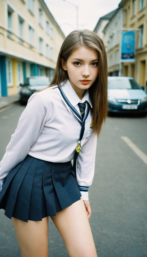 Tags: 21872187, SDXL
{"3": {"inputs": {"seed": 111185484041305, "steps": 32, "cfg": 6.94, "sampler_name": "dpmpp_2m", "scheduler": "karras", "denoise": 1.0, "model": ["27", 0], "positive": ["6", 0], "negative": ["7", 0], "latent_image": ["5", 0]}, "class_type": "KSampler"}, "4": {"inputs": {"ckpt_name": "helloworldxl.safetensors"}, "class_type": "CheckpointLoaderSimple"}, "5": {"inputs": {"width": 768, "height": 1344, "batch_size": 1}, "class_type": "EmptyLatentImage"}, "6": {"inputs": {"text": "22 year old girl, (ukrainian:1.00), (beautiful eyes:1.00), (seductive pose:1.12), (sexy lips:1.05), (seductive facial expression:1.07), (double eyelids:1.02), (detailed face:0.98), (cute:1.08), (blush:0.97), (idol:1.03), (pale skin:1.05), (temptress:0.98), (slim:1.02), (eyelashes:1.07), (perky ass:1.05), (exposed ass:0.99), (looking back:1.02), (sexy ass:1.02), (thigh gap:1.03), (school uniform:1.08), choker, busy street, (candid cinema:1.00), (portra:1.07), (film:1.02), (detailed skin:1.03), (natural looking skin:1.03), (textured skin:1.02), (RAW:1.08), (soft lighting:1.07), (skin fuzz:1.04)", "clip": ["27", 1]}, "class_type": "CLIPTextEncode"}, "7": {"inputs": {"text": "(low resolution:1.09), (worst quality:1.13), (watermark:1.06), (open mouth:1.14), (bad hands:1.06), (twisted:1.07), (distorted:1.12)", "clip": ["27", 1]}, "class_type": "CLIPTextEncode"}, "8": {"inputs": {"samples": ["3", 0], "vae": ["4", 2]}, "class_type": "VAEDecode"}, "25": {"inputs": {"lora_name": "nudify_xl.safetensors", "strength_model": 0.13, "strength_clip": 0.15, "model": ["4", 0], "clip": ["4", 1]}, "class_type": "LoraLoader"}, "26": {"inputs": {"lora_name": "shirtlift_SDXL_v2.safetensors", "strength_model": 0.01, "strength_clip": 0.15, "model": ["25", 0], "clip": ["25", 1]}, "class_type": "LoraLoader"}, "27": {"inputs": {"lora_name": "PerfectEyesXL.safetensors", "strength_model": 0.1, "strength_clip": 0.05, "model": ["26", 0], "clip": ["26", 1]}, "class_type": "LoraLoader"}, "30": {"inputs": {"model_name": "4x_NMKD-Superscale-SP_178000_G.pth"}, "class_type": "UpscaleModelLoader"}, "31": {"inputs": {"upscale_model": ["30", 0], "image": ["8", 0]}, "class_type": "ImageUpscaleWithModel"}, "32": {"inputs": {"upscale_method": "lanczos", "scale_by": 0.5, "image": ["31", 0]}, "class_type": "ImageScaleBy"}, "33": {"inputs": {"pixels": ["32", 0], "vae": ["4", 2]}, "class_type": "VAEEncode"}, "34": {"inputs": {"seed": 111185484041305, "steps": 32, "cfg": 6.94, "sampler_name": "dpmpp_2m", "scheduler": "karras", "denoise": 0.3, "model": ["27", 0], "positive": ["6", 0], "negative": ["7", 0], "latent_image": ["33", 0]}, "class_type": "KSampler"}, "36": {"inputs": {"samples": ["34", 0], "vae": ["4", 2]}, "class_type": "VAEDecode"}, "39": {"inputs": {"filename_prefix": "comfyapi-1725857356125", "images": ["36", 0]}, "class_type": "SaveImage"}}