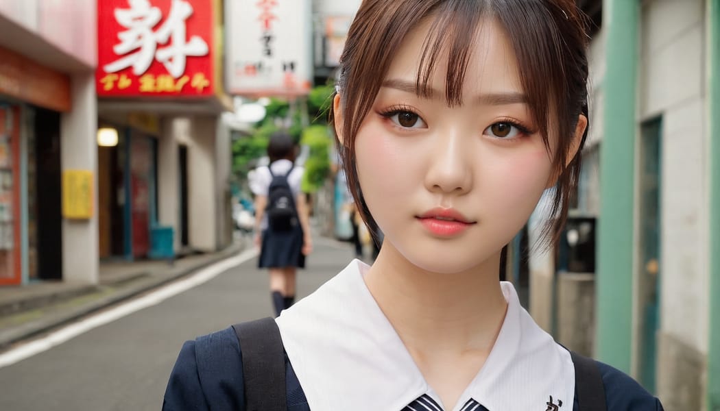 Tags: 21872187, SDXL
{"3": {"inputs": {"seed": 650574101072373, "steps": 32, "cfg": 6.92, "sampler_name": "dpmpp_2m", "scheduler": "karras", "denoise": 1.0, "model": ["27", 0], "positive": ["6", 0], "negative": ["7", 0], "latent_image": ["5", 0]}, "class_type": "KSampler"}, "4": {"inputs": {"ckpt_name": "juggernautxl.safetensors"}, "class_type": "CheckpointLoaderSimple"}, "5": {"inputs": {"width": 1344, "height": 768, "batch_size": 1}, "class_type": "EmptyLatentImage"}, "6": {"inputs": {"text": "23 year old girl, (japanese:0.97), (detailed face:1.00), (blush:1.14), (pale skin:1.08), (double eyelids:1.13), (eyelashes:1.06), (temptress:1.11), (seductive pose:1.08), (seductive facial expression:1.12), (sexy lips:0.95), (cute:1.10), (idol:1.02), (slim:1.14), (beautiful eyes:1.10), (in a seductive pose:1.07), (large perky breasts:1.13), (cleavage:0.99), (thigh gap:1.09), (school uniform:1.10), choker, busy street, (candid cinema:1.05), (textured skin:1.04), (RAW:1.08), (portra:1.01), (natural looking skin:1.07), (detailed skin:1.08), (skin fuzz:1.02), (film:1.08), (soft lighting:1.06)", "clip": ["27", 1]}, "class_type": "CLIPTextEncode"}, "7": {"inputs": {"text": "(watermark:1.07), (twisted:1.09), (low resolution:1.06), (open mouth:1.08), (worst quality:1.13), (distorted:1.07), (bad hands:1.08)", "clip": ["27", 1]}, "class_type": "CLIPTextEncode"}, "8": {"inputs": {"samples": ["3", 0], "vae": ["4", 2]}, "class_type": "VAEDecode"}, "25": {"inputs": {"lora_name": "nudify_xl.safetensors", "strength_model": 0.22, "strength_clip": 0.36, "model": ["4", 0], "clip": ["4", 1]}, "class_type": "LoraLoader"}, "26": {"inputs": {"lora_name": "shirtlift_SDXL_v2.safetensors", "strength_model": 0.11, "strength_clip": 0.09, "model": ["25", 0], "clip": ["25", 1]}, "class_type": "LoraLoader"}, "27": {"inputs": {"lora_name": "PerfectEyesXL.safetensors", "strength_model": 0.1, "strength_clip": 0.0, "model": ["26", 0], "clip": ["26", 1]}, "class_type": "LoraLoader"}, "30": {"inputs": {"model_name": "4x_NMKD-Superscale-SP_178000_G.pth"}, "class_type": "UpscaleModelLoader"}, "31": {"inputs": {"upscale_model": ["30", 0], "image": ["8", 0]}, "class_type": "ImageUpscaleWithModel"}, "32": {"inputs": {"upscale_method": "lanczos", "scale_by": 0.5, "image": ["31", 0]}, "class_type": "ImageScaleBy"}, "33": {"inputs": {"pixels": ["32", 0], "vae": ["4", 2]}, "class_type": "VAEEncode"}, "34": {"inputs": {"seed": 650574101072373, "steps": 32, "cfg": 6.92, "sampler_name": "dpmpp_2m", "scheduler": "karras", "denoise": 0.3, "model": ["27", 0], "positive": ["6", 0], "negative": ["7", 0], "latent_image": ["33", 0]}, "class_type": "KSampler"}, "36": {"inputs": {"samples": ["34", 0], "vae": ["4", 2]}, "class_type": "VAEDecode"}, "39": {"inputs": {"filename_prefix": "comfyapi-1724091576922", "images": ["36", 0]}, "class_type": "SaveImage"}}