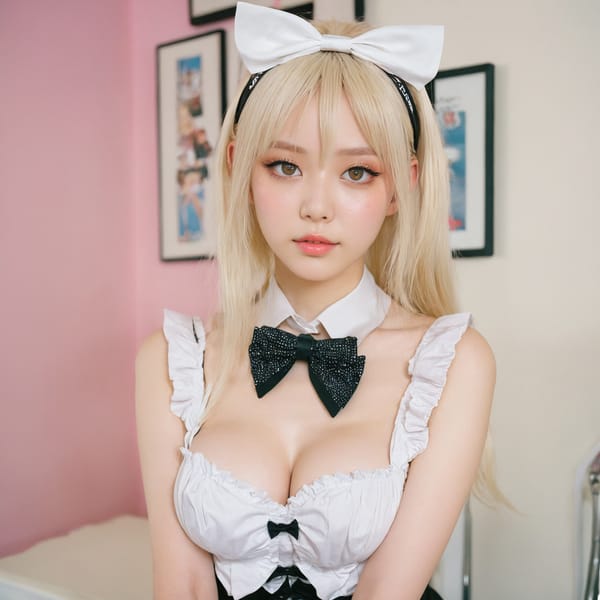 Tags: 21872187, SDXL
{"3": {"inputs": {"seed": 321818758224020, "steps": 32, "cfg": 5.47, "sampler_name": "dpmpp_2m", "scheduler": "karras", "denoise": 1.0, "model": ["27", 0], "positive": ["6", 0], "negative": ["7", 0], "latent_image": ["5", 0]}, "class_type": "KSampler"}, "4": {"inputs": {"ckpt_name": "juggernautxl.safetensors"}, "class_type": "CheckpointLoaderSimple"}, "5": {"inputs": {"width": 1024, "height": 1024, "batch_size": 1}, "class_type": "EmptyLatentImage"}, "6": {"inputs": {"text": "19 year old girl, (slim:1.10), (seductive facial expression:1.14), (idol:1.00), (sexy lips:1.02), (temptress:1.03), (cute:0.97), (beautiful eyes:0.96), (double eyelids:1.10), (seductive pose:1.05), (blush:0.99), (pale skin:1.06), (in a seductive pose:1.00), (large perky breasts:0.95), (cleavage:0.97), (thigh gap:1.10), in a (skimpy maid costume:1.02) working at a maid cafe, choker, bowtie, headband, pleated skirt, (portra:1.07), (natural looking skin:1.09), (skin fuzz:1.08), (film:1.09), (textured skin:1.01), (detailed skin:1.05), (candid cinema:1.05), (RAW:1.04), (soft lighting:1.07)", "clip": ["27", 1]}, "class_type": "CLIPTextEncode"}, "7": {"inputs": {"text": "(watermark:1.07), (open mouth:1.09), (worst quality:1.10), (low resolution:1.14), (distorted:1.11), (bad hands:1.13), (twisted:1.06)", "clip": ["27", 1]}, "class_type": "CLIPTextEncode"}, "8": {"inputs": {"samples": ["3", 0], "vae": ["4", 2]}, "class_type": "VAEDecode"}, "25": {"inputs": {"lora_name": "nudify_xl.safetensors", "strength_model": 0.0, "strength_clip": 0.33, "model": ["4", 0], "clip": ["4", 1]}, "class_type": "LoraLoader"}, "26": {"inputs": {"lora_name": "shirtlift_SDXL_v2.safetensors", "strength_model": 0.14, "strength_clip": 0.19, "model": ["25", 0], "clip": ["25", 1]}, "class_type": "LoraLoader"}, "27": {"inputs": {"lora_name": "PerfectEyesXL.safetensors", "strength_model": 0.08, "strength_clip": 0.15, "model": ["26", 0], "clip": ["26", 1]}, "class_type": "LoraLoader"}, "30": {"inputs": {"model_name": "4x_NMKD-Superscale-SP_178000_G.pth"}, "class_type": "UpscaleModelLoader"}, "31": {"inputs": {"upscale_model": ["30", 0], "image": ["8", 0]}, "class_type": "ImageUpscaleWithModel"}, "32": {"inputs": {"upscale_method": "lanczos", "scale_by": 0.5, "image": ["31", 0]}, "class_type": "ImageScaleBy"}, "33": {"inputs": {"pixels": ["32", 0], "vae": ["4", 2]}, "class_type": "VAEEncode"}, "34": {"inputs": {"seed": 321818758224020, "steps": 32, "cfg": 5.47, "sampler_name": "dpmpp_2m", "scheduler": "karras", "denoise": 0.3, "model": ["27", 0], "positive": ["6", 0], "negative": ["7", 0], "latent_image": ["33", 0]}, "class_type": "KSampler"}, "36": {"inputs": {"samples": ["34", 0], "vae": ["4", 2]}, "class_type": "VAEDecode"}, "39": {"inputs": {"filename_prefix": "comfyapi-1724562303645", "images": ["36", 0]}, "class_type": "SaveImage"}}