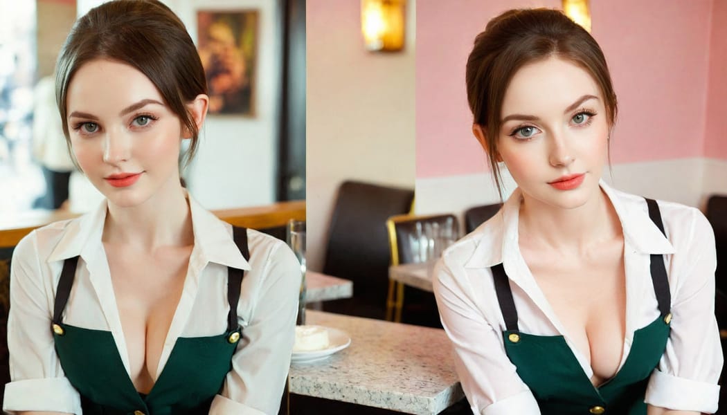 Tags: 21872187, SDXL
{"3": {"inputs": {"seed": 343779444908688, "steps": 64, "cfg": 6.03, "sampler_name": "dpmpp_2m", "scheduler": "karras", "denoise": 1.0, "model": ["27", 0], "positive": ["6", 0], "negative": ["7", 0], "latent_image": ["5", 0]}, "class_type": "KSampler"}, "4": {"inputs": {"ckpt_name": "leosamsHelloworldSDXL_helloworldSDXL32DPO.safetensors"}, "class_type": "CheckpointLoaderSimple"}, "5": {"inputs": {"width": 1344, "height": 768, "batch_size": 1}, "class_type": "EmptyLatentImage"}, "6": {"inputs": {"text": "28 year old girl, (ukrainian:1.01), (irish:1.12), (pale skin:1.13), (seductive facial expression:1.00), (slim:1.07), (idol:1.04), (seductive pose:1.12), (temptress:1.13), (beautiful eyes:1.03), (blush:0.98), (detailed face:1.13), (sexy lips:1.05), (double eyelids:1.09), (eyelashes:1.13), (cute:1.06), (perky ass:1.01), (exposed ass:1.02), (looking back:1.05), (sexy ass:0.98), (thigh gap:1.14), (a waitress in uniform:1.04) working at a restaurant, (skin fuzz:1.08), (soft lighting:1.02), (textured skin:1.02), (RAW:1.03), (portra:1.04), (natural looking skin:1.07), (candid cinema:1.01), (film:1.07), (detailed skin:1.09)", "clip": ["27", 1]}, "class_type": "CLIPTextEncode"}, "7": {"inputs": {"text": "(bad hands:1.07), (watermark:1.13), (twisted:1.12), (distorted:1.07), (worst quality:1.13), (open mouth:1.07), (low resolution:1.13)", "clip": ["27", 1]}, "class_type": "CLIPTextEncode"}, "8": {"inputs": {"samples": ["3", 0], "vae": ["4", 2]}, "class_type": "VAEDecode"}, "25": {"inputs": {"lora_name": "nudify_xl.safetensors", "strength_model": 0.18, "strength_clip": 0.16, "model": ["4", 0], "clip": ["4", 1]}, "class_type": "LoraLoader"}, "26": {"inputs": {"lora_name": "shirtlift_SDXL_v2.safetensors", "strength_model": 0.01, "strength_clip": 0.07, "model": ["25", 0], "clip": ["25", 1]}, "class_type": "LoraLoader"}, "27": {"inputs": {"lora_name": "PerfectEyesXL.safetensors", "strength_model": 0.17, "strength_clip": 0.02, "model": ["26", 0], "clip": ["26", 1]}, "class_type": "LoraLoader"}, "30": {"inputs": {"model_name": "4x_NMKD-Superscale-SP_178000_G.pth"}, "class_type": "UpscaleModelLoader"}, "31": {"inputs": {"upscale_model": ["30", 0], "image": ["8", 0]}, "class_type": "ImageUpscaleWithModel"}, "32": {"inputs": {"upscale_method": "lanczos", "scale_by": 0.5, "image": ["31", 0]}, "class_type": "ImageScaleBy"}, "33": {"inputs": {"pixels": ["32", 0], "vae": ["4", 2]}, "class_type": "VAEEncode"}, "34": {"inputs": {"seed": 343779444908688, "steps": 64, "cfg": 6.03, "sampler_name": "dpmpp_2m", "scheduler": "karras", "denoise": 0.3, "model": ["27", 0], "positive": ["6", 0], "negative": ["7", 0], "latent_image": ["33", 0]}, "class_type": "KSampler"}, "36": {"inputs": {"samples": ["34", 0], "vae": ["4", 2]}, "class_type": "VAEDecode"}, "39": {"inputs": {"filename_prefix": "comfyapi-1708170212794", "images": ["36", 0]}, "class_type": "SaveImage"}}