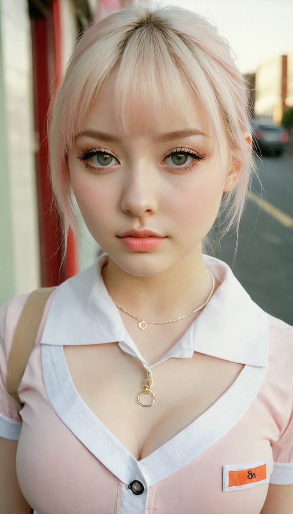 Tags: 21872187, SDXL
{"3": {"inputs": {"seed": 679303239288055, "steps": 32, "cfg": 6.48, "sampler_name": "dpmpp_2m", "scheduler": "karras", "denoise": 1.0, "model": ["27", 0], "positive": ["6", 0], "negative": ["7", 0], "latent_image": ["5", 0]}, "class_type": "KSampler"}, "4": {"inputs": {"ckpt_name": "juggernautxl.safetensors"}, "class_type": "CheckpointLoaderSimple"}, "5": {"inputs": {"width": 768, "height": 1344, "batch_size": 1}, "class_type": "EmptyLatentImage"}, "6": {"inputs": {"text": "23 year old girl, (cute:1.04), (sexy lips:1.01), (blush:1.09), (pale skin:1.04), (seductive facial expression:1.14), (eyelashes:1.08), (temptress:1.02), (beautiful eyes:0.98), (seductive pose:1.10), (slim:1.09), (double eyelids:0.98), (detailed face:0.97), (in a seductive pose:1.05), (large perky breasts:1.13), (cleavage:1.12), (thigh gap:1.05), (school uniform:1.08), choker, busy street, (skin fuzz:1.02), (film:1.00), (portra:1.09), (natural looking skin:1.04), (candid cinema:1.02), (textured skin:1.05), (RAW:1.08), (soft lighting:1.06), (detailed skin:1.01)", "clip": ["27", 1]}, "class_type": "CLIPTextEncode"}, "7": {"inputs": {"text": "(worst quality:1.11), (open mouth:1.13), (twisted:1.05), (low resolution:1.06), (distorted:1.08), (bad hands:1.08), (watermark:1.12)", "clip": ["27", 1]}, "class_type": "CLIPTextEncode"}, "8": {"inputs": {"samples": ["3", 0], "vae": ["4", 2]}, "class_type": "VAEDecode"}, "25": {"inputs": {"lora_name": "nudify_xl.safetensors", "strength_model": 0.14, "strength_clip": 0.25, "model": ["4", 0], "clip": ["4", 1]}, "class_type": "LoraLoader"}, "26": {"inputs": {"lora_name": "shirtlift_SDXL_v2.safetensors", "strength_model": 0.17, "strength_clip": 0.16, "model": ["25", 0], "clip": ["25", 1]}, "class_type": "LoraLoader"}, "27": {"inputs": {"lora_name": "PerfectEyesXL.safetensors", "strength_model": 0.01, "strength_clip": 0.05, "model": ["26", 0], "clip": ["26", 1]}, "class_type": "LoraLoader"}, "30": {"inputs": {"model_name": "4x_NMKD-Superscale-SP_178000_G.pth"}, "class_type": "UpscaleModelLoader"}, "31": {"inputs": {"upscale_model": ["30", 0], "image": ["8", 0]}, "class_type": "ImageUpscaleWithModel"}, "32": {"inputs": {"upscale_method": "lanczos", "scale_by": 0.5, "image": ["31", 0]}, "class_type": "ImageScaleBy"}, "33": {"inputs": {"pixels": ["32", 0], "vae": ["4", 2]}, "class_type": "VAEEncode"}, "34": {"inputs": {"seed": 679303239288055, "steps": 32, "cfg": 6.48, "sampler_name": "dpmpp_2m", "scheduler": "karras", "denoise": 0.3, "model": ["27", 0], "positive": ["6", 0], "negative": ["7", 0], "latent_image": ["33", 0]}, "class_type": "KSampler"}, "36": {"inputs": {"samples": ["34", 0], "vae": ["4", 2]}, "class_type": "VAEDecode"}, "39": {"inputs": {"filename_prefix": "comfyapi-1713247445894", "images": ["36", 0]}, "class_type": "SaveImage"}}