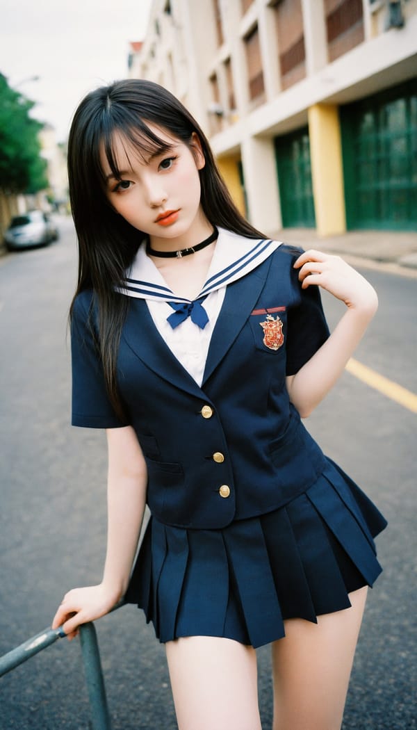 Tags: 21872187, SDXL
{"3": {"inputs": {"seed": 296823082830661, "steps": 64, "cfg": 7.36, "sampler_name": "dpmpp_2m", "scheduler": "karras", "denoise": 1.0, "model": ["27", 0], "positive": ["6", 0], "negative": ["7", 0], "latent_image": ["5", 0]}, "class_type": "KSampler"}, "4": {"inputs": {"ckpt_name": "helloworldxl.safetensors"}, "class_type": "CheckpointLoaderSimple"}, "5": {"inputs": {"width": 768, "height": 1344, "batch_size": 1}, "class_type": "EmptyLatentImage"}, "6": {"inputs": {"text": "19 year old girl, (temptress:1.10), (seductive facial expression:0.99), (pale skin:1.12), (seductive pose:1.04), (eyelashes:1.02), (idol:0.99), (blush:0.97), (detailed face:1.04), (double eyelids:1.02), (sexy lips:1.07), (beautiful eyes:0.95), (cute:1.06), (slim:1.00), (in a seductive pose:1.07), (large perky breasts:0.97), (cleavage:1.09), (thigh gap:0.98), (school uniform:1.03), choker, busy street, (textured skin:1.03), (detailed skin:1.07), (film:1.01), (portra:1.02), (candid cinema:1.04), (RAW:1.07), (skin fuzz:1.09), (soft lighting:1.08), (natural looking skin:1.06)", "clip": ["27", 1]}, "class_type": "CLIPTextEncode"}, "7": {"inputs": {"text": "(open mouth:1.10), (watermark:1.10), (twisted:1.05), (worst quality:1.06), (distorted:1.09), (bad hands:1.08), (low resolution:1.10)", "clip": ["27", 1]}, "class_type": "CLIPTextEncode"}, "8": {"inputs": {"samples": ["3", 0], "vae": ["4", 2]}, "class_type": "VAEDecode"}, "25": {"inputs": {"lora_name": "nudify_xl.safetensors", "strength_model": 0.18, "strength_clip": 0.34, "model": ["4", 0], "clip": ["4", 1]}, "class_type": "LoraLoader"}, "26": {"inputs": {"lora_name": "shirtlift_SDXL_v2.safetensors", "strength_model": 0.04, "strength_clip": 0.05, "model": ["25", 0], "clip": ["25", 1]}, "class_type": "LoraLoader"}, "27": {"inputs": {"lora_name": "PerfectEyesXL.safetensors", "strength_model": 0.15, "strength_clip": 0.16, "model": ["26", 0], "clip": ["26", 1]}, "class_type": "LoraLoader"}, "30": {"inputs": {"model_name": "4x_NMKD-Superscale-SP_178000_G.pth"}, "class_type": "UpscaleModelLoader"}, "31": {"inputs": {"upscale_model": ["30", 0], "image": ["8", 0]}, "class_type": "ImageUpscaleWithModel"}, "32": {"inputs": {"upscale_method": "lanczos", "scale_by": 0.5, "image": ["31", 0]}, "class_type": "ImageScaleBy"}, "33": {"inputs": {"pixels": ["32", 0], "vae": ["4", 2]}, "class_type": "VAEEncode"}, "34": {"inputs": {"seed": 296823082830661, "steps": 64, "cfg": 7.36, "sampler_name": "dpmpp_2m", "scheduler": "karras", "denoise": 0.3, "model": ["27", 0], "positive": ["6", 0], "negative": ["7", 0], "latent_image": ["33", 0]}, "class_type": "KSampler"}, "36": {"inputs": {"samples": ["34", 0], "vae": ["4", 2]}, "class_type": "VAEDecode"}, "39": {"inputs": {"filename_prefix": "comfyapi-1731239567681", "images": ["36", 0]}, "class_type": "SaveImage"}}