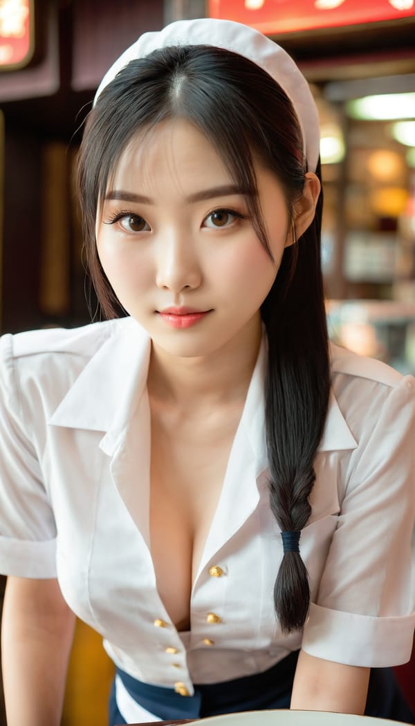 Tags: 21872187, SDXL
{"3": {"inputs": {"seed": 320419184311883, "steps": 32, "cfg": 7.96, "sampler_name": "dpmpp_2m", "scheduler": "karras", "denoise": 1.0, "model": ["27", 0], "positive": ["6", 0], "negative": ["7", 0], "latent_image": ["5", 0]}, "class_type": "KSampler"}, "4": {"inputs": {"ckpt_name": "juggernautxl.safetensors"}, "class_type": "CheckpointLoaderSimple"}, "5": {"inputs": {"width": 768, "height": 1344, "batch_size": 1}, "class_type": "EmptyLatentImage"}, "6": {"inputs": {"text": "23 year old girl, (taiwanese:1.12), (seductive pose:1.03), (sexy lips:1.13), (slim:1.02), (eyelashes:1.12), (seductive facial expression:0.95), (double eyelids:1.11), (temptress:1.04), (blush:1.04), (cute:0.96), (idol:1.03), (detailed face:1.11), (pale skin:1.06), (beautiful eyes:0.96), (on all fours:1.06), (spreading ass cheeks:0.96), (from behind:1.03), (backboob:0.98), (a waitress in uniform:1.06) working at a restaurant, (candid cinema:1.07), (skin fuzz:1.00), (film:1.07), (detailed skin:1.09), (soft lighting:1.09), (portra:1.04), (textured skin:1.02), (RAW:1.03), (natural looking skin:1.00)", "clip": ["27", 1]}, "class_type": "CLIPTextEncode"}, "7": {"inputs": {"text": "(distorted:1.05), (bad hands:1.09), (watermark:1.06), (worst quality:1.11), (twisted:1.14), (open mouth:1.13), (low resolution:1.13)", "clip": ["27", 1]}, "class_type": "CLIPTextEncode"}, "8": {"inputs": {"samples": ["3", 0], "vae": ["4", 2]}, "class_type": "VAEDecode"}, "25": {"inputs": {"lora_name": "nudify_xl.safetensors", "strength_model": 0.11, "strength_clip": 0.27, "model": ["4", 0], "clip": ["4", 1]}, "class_type": "LoraLoader"}, "26": {"inputs": {"lora_name": "shirtlift_SDXL_v2.safetensors", "strength_model": 0.15, "strength_clip": 0.04, "model": ["25", 0], "clip": ["25", 1]}, "class_type": "LoraLoader"}, "27": {"inputs": {"lora_name": "PerfectEyesXL.safetensors", "strength_model": 0.0, "strength_clip": 0.08, "model": ["26", 0], "clip": ["26", 1]}, "class_type": "LoraLoader"}, "30": {"inputs": {"model_name": "4x_NMKD-Superscale-SP_178000_G.pth"}, "class_type": "UpscaleModelLoader"}, "31": {"inputs": {"upscale_model": ["30", 0], "image": ["8", 0]}, "class_type": "ImageUpscaleWithModel"}, "32": {"inputs": {"upscale_method": "lanczos", "scale_by": 0.5, "image": ["31", 0]}, "class_type": "ImageScaleBy"}, "33": {"inputs": {"pixels": ["32", 0], "vae": ["4", 2]}, "class_type": "VAEEncode"}, "34": {"inputs": {"seed": 320419184311883, "steps": 32, "cfg": 7.96, "sampler_name": "dpmpp_2m", "scheduler": "karras", "denoise": 0.3, "model": ["27", 0], "positive": ["6", 0], "negative": ["7", 0], "latent_image": ["33", 0]}, "class_type": "KSampler"}, "36": {"inputs": {"samples": ["34", 0], "vae": ["4", 2]}, "class_type": "VAEDecode"}, "39": {"inputs": {"filename_prefix": "comfyapi-1713715462915", "images": ["36", 0]}, "class_type": "SaveImage"}}