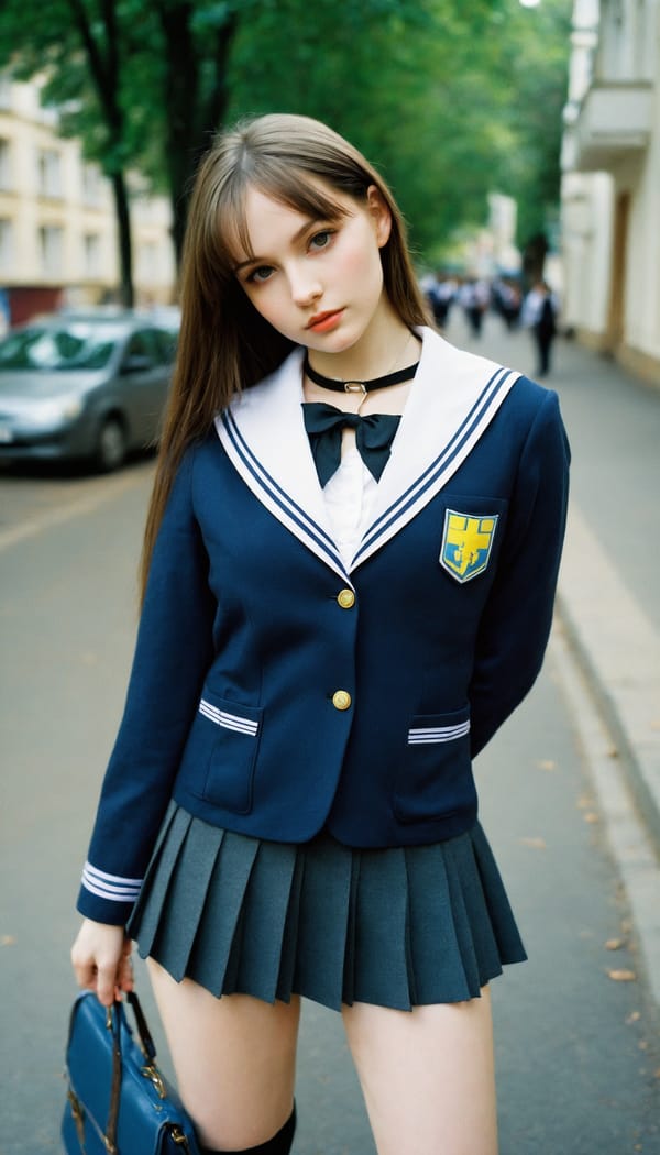 Tags: 21872187, SDXL
{"3": {"inputs": {"seed": 611735589032381, "steps": 32, "cfg": 6.81, "sampler_name": "dpmpp_2m", "scheduler": "karras", "denoise": 1.0, "model": ["27", 0], "positive": ["6", 0], "negative": ["7", 0], "latent_image": ["5", 0]}, "class_type": "KSampler"}, "4": {"inputs": {"ckpt_name": "helloworldxl.safetensors"}, "class_type": "CheckpointLoaderSimple"}, "5": {"inputs": {"width": 768, "height": 1344, "batch_size": 1}, "class_type": "EmptyLatentImage"}, "6": {"inputs": {"text": "28 year old girl, (ukrainian:0.99), (pale skin:1.01), (temptress:1.03), (double eyelids:0.95), (beautiful eyes:1.09), (seductive facial expression:0.99), (cute:0.97), (sexy lips:1.08), (blush:0.95), (seductive pose:1.00), (detailed face:0.98), (eyelashes:0.95), (idol:1.02), (slim:1.03), (in a seductive pose:1.07), (large perky breasts:1.01), (cleavage:0.99), (thigh gap:1.06), (school uniform:1.14), choker, busy street, (candid cinema:1.09), (soft lighting:1.00), (film:1.00), (textured skin:1.02), (RAW:1.05), (natural looking skin:1.07), (detailed skin:1.03), (skin fuzz:1.05), (portra:1.06)", "clip": ["27", 1]}, "class_type": "CLIPTextEncode"}, "7": {"inputs": {"text": "(bad hands:1.07), (watermark:1.09), (twisted:1.07), (worst quality:1.07), (low resolution:1.11), (distorted:1.12), (open mouth:1.13)", "clip": ["27", 1]}, "class_type": "CLIPTextEncode"}, "8": {"inputs": {"samples": ["3", 0], "vae": ["4", 2]}, "class_type": "VAEDecode"}, "25": {"inputs": {"lora_name": "nudify_xl.safetensors", "strength_model": 0.2, "strength_clip": 0.1, "model": ["4", 0], "clip": ["4", 1]}, "class_type": "LoraLoader"}, "26": {"inputs": {"lora_name": "shirtlift_SDXL_v2.safetensors", "strength_model": 0.0, "strength_clip": 0.17, "model": ["25", 0], "clip": ["25", 1]}, "class_type": "LoraLoader"}, "27": {"inputs": {"lora_name": "PerfectEyesXL.safetensors", "strength_model": 0.13, "strength_clip": 0.06, "model": ["26", 0], "clip": ["26", 1]}, "class_type": "LoraLoader"}, "30": {"inputs": {"model_name": "4x_NMKD-Superscale-SP_178000_G.pth"}, "class_type": "UpscaleModelLoader"}, "31": {"inputs": {"upscale_model": ["30", 0], "image": ["8", 0]}, "class_type": "ImageUpscaleWithModel"}, "32": {"inputs": {"upscale_method": "lanczos", "scale_by": 0.5, "image": ["31", 0]}, "class_type": "ImageScaleBy"}, "33": {"inputs": {"pixels": ["32", 0], "vae": ["4", 2]}, "class_type": "VAEEncode"}, "34": {"inputs": {"seed": 611735589032381, "steps": 32, "cfg": 6.81, "sampler_name": "dpmpp_2m", "scheduler": "karras", "denoise": 0.3, "model": ["27", 0], "positive": ["6", 0], "negative": ["7", 0], "latent_image": ["33", 0]}, "class_type": "KSampler"}, "36": {"inputs": {"samples": ["34", 0], "vae": ["4", 2]}, "class_type": "VAEDecode"}, "39": {"inputs": {"filename_prefix": "comfyapi-1728023543896", "images": ["36", 0]}, "class_type": "SaveImage"}}