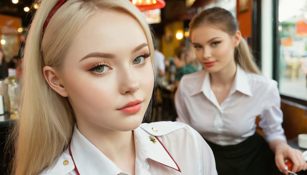 Tags: 21872187, SDXL
{"3": {"inputs": {"seed": 600734734602304, "steps": 32, "cfg": 5.33, "sampler_name": "dpmpp_2m", "scheduler": "karras", "denoise": 1.0, "model": ["27", 0], "positive": ["6", 0], "negative": ["7", 0], "latent_image": ["5", 0]}, "class_type": "KSampler"}, "4": {"inputs": {"ckpt_name": "juggernautxl.safetensors"}, "class_type": "CheckpointLoaderSimple"}, "5": {"inputs": {"width": 1344, "height": 768, "batch_size": 1}, "class_type": "EmptyLatentImage"}, "6": {"inputs": {"text": "24 year old girl, (russian:1.10), (irish:1.10), (double eyelids:1.08), (sexy lips:1.11), (temptress:1.01), (eyelashes:1.10), (seductive facial expression:0.99), (beautiful eyes:1.09), (pale skin:1.02), (cute:1.01), (slim:1.01), (seductive pose:1.10), (blush:1.06), (detailed face:0.95), (idol:1.06), (perky ass:1.07), (exposed ass:1.09), (looking back:1.08), (sexy ass:1.09), (thigh gap:1.14), (a waitress in uniform:0.96) working at a restaurant, (detailed skin:1.03), (natural looking skin:1.01), (RAW:1.08), (textured skin:1.06), (candid cinema:1.01), (film:1.09), (portra:1.01), (skin fuzz:1.03), (soft lighting:1.07)", "clip": ["27", 1]}, "class_type": "CLIPTextEncode"}, "7": {"inputs": {"text": "(watermark:1.14), (twisted:1.05), (open mouth:1.08), (worst quality:1.09), (distorted:1.08), (bad hands:1.12), (low resolution:1.13)", "clip": ["27", 1]}, "class_type": "CLIPTextEncode"}, "8": {"inputs": {"samples": ["3", 0], "vae": ["4", 2]}, "class_type": "VAEDecode"}, "25": {"inputs": {"lora_name": "nudify_xl.safetensors", "strength_model": 0.29, "strength_clip": 0.27, "model": ["4", 0], "clip": ["4", 1]}, "class_type": "LoraLoader"}, "26": {"inputs": {"lora_name": "shirtlift_SDXL_v2.safetensors", "strength_model": 0.19, "strength_clip": 0.12, "model": ["25", 0], "clip": ["25", 1]}, "class_type": "LoraLoader"}, "27": {"inputs": {"lora_name": "PerfectEyesXL.safetensors", "strength_model": 0.16, "strength_clip": 0.15, "model": ["26", 0], "clip": ["26", 1]}, "class_type": "LoraLoader"}, "30": {"inputs": {"model_name": "4x_NMKD-Superscale-SP_178000_G.pth"}, "class_type": "UpscaleModelLoader"}, "31": {"inputs": {"upscale_model": ["30", 0], "image": ["8", 0]}, "class_type": "ImageUpscaleWithModel"}, "32": {"inputs": {"upscale_method": "lanczos", "scale_by": 0.5, "image": ["31", 0]}, "class_type": "ImageScaleBy"}, "33": {"inputs": {"pixels": ["32", 0], "vae": ["4", 2]}, "class_type": "VAEEncode"}, "34": {"inputs": {"seed": 600734734602304, "steps": 32, "cfg": 5.33, "sampler_name": "dpmpp_2m", "scheduler": "karras", "denoise": 0.3, "model": ["27", 0], "positive": ["6", 0], "negative": ["7", 0], "latent_image": ["33", 0]}, "class_type": "KSampler"}, "36": {"inputs": {"samples": ["34", 0], "vae": ["4", 2]}, "class_type": "VAEDecode"}, "39": {"inputs": {"filename_prefix": "comfyapi-1716552436666", "images": ["36", 0]}, "class_type": "SaveImage"}}