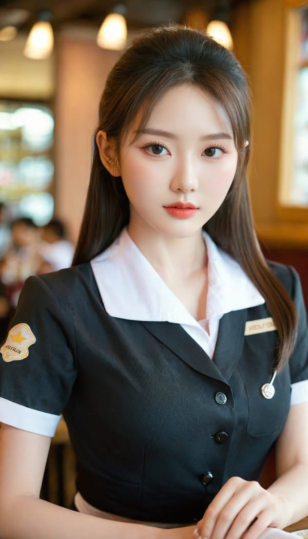 Tags: 21872187, SDXL
{"3": {"inputs": {"seed": 443526818298880, "steps": 32, "cfg": 7.45, "sampler_name": "dpmpp_2m", "scheduler": "karras", "denoise": 1.0, "model": ["27", 0], "positive": ["6", 0], "negative": ["7", 0], "latent_image": ["5", 0]}, "class_type": "KSampler"}, "4": {"inputs": {"ckpt_name": "leosamsHelloworldSDXL_helloworldSDXL32DPO.safetensors"}, "class_type": "CheckpointLoaderSimple"}, "5": {"inputs": {"width": 768, "height": 1344, "batch_size": 1}, "class_type": "EmptyLatentImage"}, "6": {"inputs": {"text": "20 year old girl, (korean:0.99), (slim:0.95), (beautiful eyes:1.09), (double eyelids:1.07), (pale skin:1.10), (eyelashes:1.10), (temptress:0.95), (sexy lips:1.12), (cute:0.99), (seductive facial expression:1.09), (blush:1.07), (idol:1.10), (seductive pose:0.97), (detailed face:1.10), (in a seductive pose:1.01), (large perky breasts:1.02), (cleavage:1.13), (thigh gap:1.10), (a waitress in uniform:1.12) working at a restaurant, (detailed skin:1.03), (candid cinema:1.07), (portra:1.05), (RAW:1.05), (soft lighting:1.03), (natural looking skin:1.03), (textured skin:1.01), (film:1.08), (skin fuzz:1.01)", "clip": ["27", 1]}, "class_type": "CLIPTextEncode"}, "7": {"inputs": {"text": "(open mouth:1.06), (watermark:1.11), (twisted:1.05), (bad hands:1.13), (low resolution:1.07), (distorted:1.10), (worst quality:1.10)", "clip": ["27", 1]}, "class_type": "CLIPTextEncode"}, "8": {"inputs": {"samples": ["3", 0], "vae": ["4", 2]}, "class_type": "VAEDecode"}, "25": {"inputs": {"lora_name": "nudify_xl.safetensors", "strength_model": 0.25, "strength_clip": 0.34, "model": ["4", 0], "clip": ["4", 1]}, "class_type": "LoraLoader"}, "26": {"inputs": {"lora_name": "shirtlift_SDXL_v2.safetensors", "strength_model": 0.11, "strength_clip": 0.04, "model": ["25", 0], "clip": ["25", 1]}, "class_type": "LoraLoader"}, "27": {"inputs": {"lora_name": "PerfectEyesXL.safetensors", "strength_model": 0.02, "strength_clip": 0.01, "model": ["26", 0], "clip": ["26", 1]}, "class_type": "LoraLoader"}, "30": {"inputs": {"model_name": "4x_NMKD-Superscale-SP_178000_G.pth"}, "class_type": "UpscaleModelLoader"}, "31": {"inputs": {"upscale_model": ["30", 0], "image": ["8", 0]}, "class_type": "ImageUpscaleWithModel"}, "32": {"inputs": {"upscale_method": "lanczos", "scale_by": 0.5, "image": ["31", 0]}, "class_type": "ImageScaleBy"}, "33": {"inputs": {"pixels": ["32", 0], "vae": ["4", 2]}, "class_type": "VAEEncode"}, "34": {"inputs": {"seed": 443526818298880, "steps": 32, "cfg": 7.45, "sampler_name": "dpmpp_2m", "scheduler": "karras", "denoise": 0.3, "model": ["27", 0], "positive": ["6", 0], "negative": ["7", 0], "latent_image": ["33", 0]}, "class_type": "KSampler"}, "36": {"inputs": {"samples": ["34", 0], "vae": ["4", 2]}, "class_type": "VAEDecode"}, "39": {"inputs": {"filename_prefix": "comfyapi-1708018736040", "images": ["36", 0]}, "class_type": "SaveImage"}}