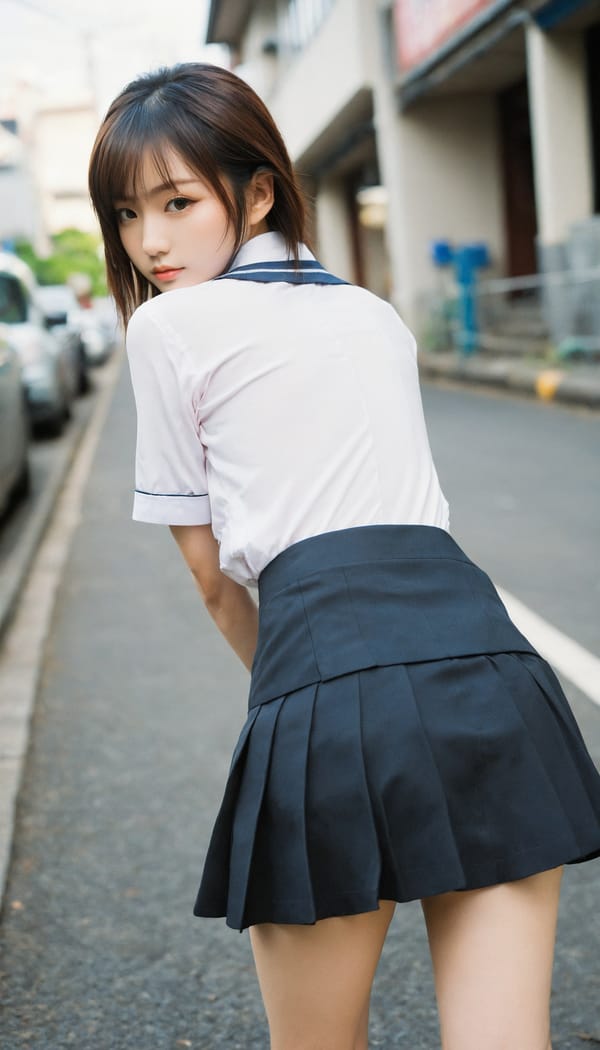 Tags: 21872187, SDXL
{"3": {"inputs": {"seed": 585620431215671, "steps": 32, "cfg": 6.26, "sampler_name": "dpmpp_2m", "scheduler": "karras", "denoise": 1.0, "model": ["27", 0], "positive": ["6", 0], "negative": ["7", 0], "latent_image": ["5", 0]}, "class_type": "KSampler"}, "4": {"inputs": {"ckpt_name": "helloworldxl.safetensors"}, "class_type": "CheckpointLoaderSimple"}, "5": {"inputs": {"width": 768, "height": 1344, "batch_size": 1}, "class_type": "EmptyLatentImage"}, "6": {"inputs": {"text": "24 year old girl, (japanese:0.99), (temptress:0.97), (slim:0.99), (beautiful eyes:1.04), (sexy lips:0.96), (blush:1.03), (seductive facial expression:1.09), (detailed face:1.12), (pale skin:0.98), (double eyelids:1.11), (eyelashes:1.12), (idol:1.11), (seductive pose:1.05), (perky ass:1.13), (exposed ass:1.04), (looking back:0.99), (sexy ass:1.01), (thigh gap:1.07), (school uniform:1.04), choker, busy street, (skin fuzz:1.02), (soft lighting:1.07), (textured skin:1.04), (portra:1.01), (detailed skin:1.01), (candid cinema:1.02), (natural looking skin:1.07), (RAW:1.01), (film:1.05)", "clip": ["27", 1]}, "class_type": "CLIPTextEncode"}, "7": {"inputs": {"text": "(low resolution:1.13), (open mouth:1.06), (watermark:1.13), (distorted:1.05), (twisted:1.06), (bad hands:1.05), (worst quality:1.07)", "clip": ["27", 1]}, "class_type": "CLIPTextEncode"}, "8": {"inputs": {"samples": ["3", 0], "vae": ["4", 2]}, "class_type": "VAEDecode"}, "25": {"inputs": {"lora_name": "nudify_xl.safetensors", "strength_model": 0.3, "strength_clip": 0.13, "model": ["4", 0], "clip": ["4", 1]}, "class_type": "LoraLoader"}, "26": {"inputs": {"lora_name": "shirtlift_SDXL_v2.safetensors", "strength_model": 0.13, "strength_clip": 0.1, "model": ["25", 0], "clip": ["25", 1]}, "class_type": "LoraLoader"}, "27": {"inputs": {"lora_name": "PerfectEyesXL.safetensors", "strength_model": 0.19, "strength_clip": 0.02, "model": ["26", 0], "clip": ["26", 1]}, "class_type": "LoraLoader"}, "30": {"inputs": {"model_name": "4x_NMKD-Superscale-SP_178000_G.pth"}, "class_type": "UpscaleModelLoader"}, "31": {"inputs": {"upscale_model": ["30", 0], "image": ["8", 0]}, "class_type": "ImageUpscaleWithModel"}, "32": {"inputs": {"upscale_method": "lanczos", "scale_by": 0.5, "image": ["31", 0]}, "class_type": "ImageScaleBy"}, "33": {"inputs": {"pixels": ["32", 0], "vae": ["4", 2]}, "class_type": "VAEEncode"}, "34": {"inputs": {"seed": 585620431215671, "steps": 32, "cfg": 6.26, "sampler_name": "dpmpp_2m", "scheduler": "karras", "denoise": 0.3, "model": ["27", 0], "positive": ["6", 0], "negative": ["7", 0], "latent_image": ["33", 0]}, "class_type": "KSampler"}, "36": {"inputs": {"samples": ["34", 0], "vae": ["4", 2]}, "class_type": "VAEDecode"}, "39": {"inputs": {"filename_prefix": "comfyapi-1714499685321", "images": ["36", 0]}, "class_type": "SaveImage"}}