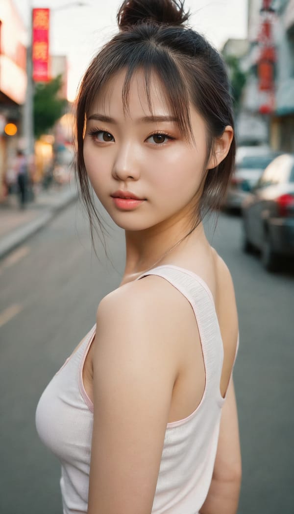 Tags: 21872187, SDXL
{"3": {"inputs": {"seed": 474841212868236, "steps": 64, "cfg": 6.5, "sampler_name": "dpmpp_2m", "scheduler": "karras", "denoise": 1.0, "model": ["27", 0], "positive": ["6", 0], "negative": ["7", 0], "latent_image": ["5", 0]}, "class_type": "KSampler"}, "4": {"inputs": {"ckpt_name": "juggernautxl.safetensors"}, "class_type": "CheckpointLoaderSimple"}, "5": {"inputs": {"width": 768, "height": 1344, "batch_size": 1}, "class_type": "EmptyLatentImage"}, "6": {"inputs": {"text": "22 year old girl, (chinese:1.00), (ukrainian:1.00), (seductive pose:1.09), (detailed face:1.09), (beautiful eyes:0.98), (temptress:1.06), (cute:1.11), (pale skin:1.00), (blush:0.99), (eyelashes:1.00), (seductive facial expression:1.01), (double eyelids:1.13), (idol:0.98), (slim:1.07), (sexy lips:0.97), (perky ass:1.03), (exposed ass:1.06), (looking back:0.97), (sexy ass:0.96), (thigh gap:1.05), (white tanktop:1.03), busy street, (portra:1.00), (textured skin:1.03), (candid cinema:1.01), (skin fuzz:1.08), (soft lighting:1.02), (film:1.08), (detailed skin:1.00), (natural looking skin:1.07), (RAW:1.03)", "clip": ["27", 1]}, "class_type": "CLIPTextEncode"}, "7": {"inputs": {"text": "(twisted:1.06), (low resolution:1.09), (distorted:1.13), (bad hands:1.05), (worst quality:1.10), (open mouth:1.10), (watermark:1.11)", "clip": ["27", 1]}, "class_type": "CLIPTextEncode"}, "8": {"inputs": {"samples": ["3", 0], "vae": ["4", 2]}, "class_type": "VAEDecode"}, "25": {"inputs": {"lora_name": "nudify_xl.safetensors", "strength_model": 0.32, "strength_clip": 0.07, "model": ["4", 0], "clip": ["4", 1]}, "class_type": "LoraLoader"}, "26": {"inputs": {"lora_name": "shirtlift_SDXL_v2.safetensors", "strength_model": 0.0, "strength_clip": 0.11, "model": ["25", 0], "clip": ["25", 1]}, "class_type": "LoraLoader"}, "27": {"inputs": {"lora_name": "PerfectEyesXL.safetensors", "strength_model": 0.06, "strength_clip": 0.14, "model": ["26", 0], "clip": ["26", 1]}, "class_type": "LoraLoader"}, "30": {"inputs": {"model_name": "4x_NMKD-Superscale-SP_178000_G.pth"}, "class_type": "UpscaleModelLoader"}, "31": {"inputs": {"upscale_model": ["30", 0], "image": ["8", 0]}, "class_type": "ImageUpscaleWithModel"}, "32": {"inputs": {"upscale_method": "lanczos", "scale_by": 0.5, "image": ["31", 0]}, "class_type": "ImageScaleBy"}, "33": {"inputs": {"pixels": ["32", 0], "vae": ["4", 2]}, "class_type": "VAEEncode"}, "34": {"inputs": {"seed": 474841212868236, "steps": 64, "cfg": 6.5, "sampler_name": "dpmpp_2m", "scheduler": "karras", "denoise": 0.3, "model": ["27", 0], "positive": ["6", 0], "negative": ["7", 0], "latent_image": ["33", 0]}, "class_type": "KSampler"}, "36": {"inputs": {"samples": ["34", 0], "vae": ["4", 2]}, "class_type": "VAEDecode"}, "39": {"inputs": {"filename_prefix": "comfyapi-1734146444936", "images": ["36", 0]}, "class_type": "SaveImage"}}