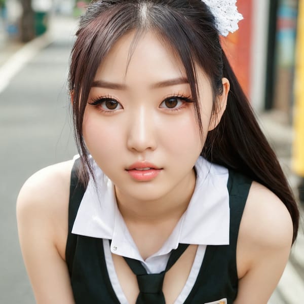 Tags: 21872187, SDXL
{"3": {"inputs": {"seed": 838315880729037, "steps": 64, "cfg": 5.55, "sampler_name": "dpmpp_2m", "scheduler": "karras", "denoise": 1.0, "model": ["27", 0], "positive": ["6", 0], "negative": ["7", 0], "latent_image": ["5", 0]}, "class_type": "KSampler"}, "4": {"inputs": {"ckpt_name": "juggernautxl.safetensors"}, "class_type": "CheckpointLoaderSimple"}, "5": {"inputs": {"width": 1024, "height": 1024, "batch_size": 1}, "class_type": "EmptyLatentImage"}, "6": {"inputs": {"text": "19 year old girl, (korean:0.95), (taiwanese:0.98), (seductive facial expression:1.05), (beautiful eyes:1.14), (detailed face:1.06), (slim:1.08), (pale skin:1.08), (cute:0.98), (temptress:1.06), (seductive pose:1.13), (sexy lips:1.04), (blush:1.13), (idol:1.11), (eyelashes:1.13), (double eyelids:1.11), (perky ass:1.10), (exposed ass:1.01), (looking back:1.14), (sexy ass:0.96), (thigh gap:1.05), (school uniform:1.11), choker, busy street, (textured skin:1.09), (soft lighting:1.06), (natural looking skin:1.05), (film:1.08), (portra:1.00), (detailed skin:1.03), (skin fuzz:1.00), (candid cinema:1.05), (RAW:1.08)", "clip": ["27", 1]}, "class_type": "CLIPTextEncode"}, "7": {"inputs": {"text": "(watermark:1.06), (distorted:1.08), (twisted:1.06), (low resolution:1.11), (bad hands:1.09)", "clip": ["27", 1]}, "class_type": "CLIPTextEncode"}, "8": {"inputs": {"samples": ["3", 0], "vae": ["4", 2]}, "class_type": "VAEDecode"}, "25": {"inputs": {"lora_name": "nudify_xl.safetensors", "strength_model": 0.27, "strength_clip": 0.36, "model": ["4", 0], "clip": ["4", 1]}, "class_type": "LoraLoader"}, "26": {"inputs": {"lora_name": "shirtlift_SDXL_v2.safetensors", "strength_model": 0.05, "strength_clip": 0.18, "model": ["25", 0], "clip": ["25", 1]}, "class_type": "LoraLoader"}, "27": {"inputs": {"lora_name": "PerfectEyesXL.safetensors", "strength_model": 0.09, "strength_clip": 0.13, "model": ["26", 0], "clip": ["26", 1]}, "class_type": "LoraLoader"}, "30": {"inputs": {"model_name": "4x_NMKD-Superscale-SP_178000_G.pth"}, "class_type": "UpscaleModelLoader"}, "31": {"inputs": {"upscale_model": ["30", 0], "image": ["8", 0]}, "class_type": "ImageUpscaleWithModel"}, "32": {"inputs": {"upscale_method": "lanczos", "scale_by": 0.5, "image": ["31", 0]}, "class_type": "ImageScaleBy"}, "33": {"inputs": {"pixels": ["32", 0], "vae": ["4", 2]}, "class_type": "VAEEncode"}, "34": {"inputs": {"seed": 838315880729037, "steps": 64, "cfg": 5.55, "sampler_name": "dpmpp_2m", "scheduler": "karras", "denoise": 0.3, "model": ["27", 0], "positive": ["6", 0], "negative": ["7", 0], "latent_image": ["33", 0]}, "class_type": "KSampler"}, "36": {"inputs": {"samples": ["34", 0], "vae": ["4", 2]}, "class_type": "VAEDecode"}, "39": {"inputs": {"filename_prefix": "comfyapi-1716265614844", "images": ["36", 0]}, "class_type": "SaveImage"}}