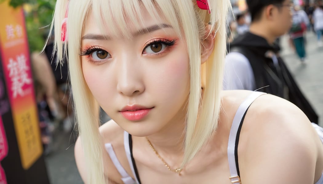 Tags: 21872187, SDXL
{"3": {"inputs": {"seed": 407150997983454, "steps": 32, "cfg": 7.03, "sampler_name": "dpmpp_2m", "scheduler": "karras", "denoise": 1.0, "model": ["27", 0], "positive": ["6", 0], "negative": ["7", 0], "latent_image": ["5", 0]}, "class_type": "KSampler"}, "4": {"inputs": {"ckpt_name": "juggernautxl.safetensors"}, "class_type": "CheckpointLoaderSimple"}, "5": {"inputs": {"width": 1344, "height": 768, "batch_size": 1}, "class_type": "EmptyLatentImage"}, "6": {"inputs": {"text": "26 year old girl, (ukrainian:0.99), (taiwanese:1.12), (chinese:1.14), (seductive facial expression:1.07), (sexy lips:1.02), (pale skin:1.11), (beautiful eyes:0.97), (temptress:1.10), (blush:1.06), (double eyelids:0.97), (eyelashes:1.01), (idol:0.95), (slim:0.95), (detailed face:1.09), (perky ass:1.05), (exposed ass:1.03), (looking back:1.10), (sexy ass:1.04), (thigh gap:1.05), (in a cosplay:1.00) at comiket posing for camera, (natural looking skin:1.01), (film:1.05), (textured skin:1.04), (soft lighting:1.07), (portra:1.00), (detailed skin:1.06), (candid cinema:1.05), (RAW:1.06), (skin fuzz:1.01)", "clip": ["27", 1]}, "class_type": "CLIPTextEncode"}, "7": {"inputs": {"text": "(watermark:1.13), (open mouth:1.05), (bad hands:1.12), (twisted:1.05), (distorted:1.08), (worst quality:1.07), (low resolution:1.09)", "clip": ["27", 1]}, "class_type": "CLIPTextEncode"}, "8": {"inputs": {"samples": ["3", 0], "vae": ["4", 2]}, "class_type": "VAEDecode"}, "25": {"inputs": {"lora_name": "nudify_xl.safetensors", "strength_model": 0.09, "strength_clip": 0.22, "model": ["4", 0], "clip": ["4", 1]}, "class_type": "LoraLoader"}, "26": {"inputs": {"lora_name": "shirtlift_SDXL_v2.safetensors", "strength_model": 0.13, "strength_clip": 0.06, "model": ["25", 0], "clip": ["25", 1]}, "class_type": "LoraLoader"}, "27": {"inputs": {"lora_name": "PerfectEyesXL.safetensors", "strength_model": 0.14, "strength_clip": 0.14, "model": ["26", 0], "clip": ["26", 1]}, "class_type": "LoraLoader"}, "30": {"inputs": {"model_name": "4x_NMKD-Superscale-SP_178000_G.pth"}, "class_type": "UpscaleModelLoader"}, "31": {"inputs": {"upscale_model": ["30", 0], "image": ["8", 0]}, "class_type": "ImageUpscaleWithModel"}, "32": {"inputs": {"upscale_method": "lanczos", "scale_by": 0.5, "image": ["31", 0]}, "class_type": "ImageScaleBy"}, "33": {"inputs": {"pixels": ["32", 0], "vae": ["4", 2]}, "class_type": "VAEEncode"}, "34": {"inputs": {"seed": 407150997983454, "steps": 32, "cfg": 7.03, "sampler_name": "dpmpp_2m", "scheduler": "karras", "denoise": 0.3, "model": ["27", 0], "positive": ["6", 0], "negative": ["7", 0], "latent_image": ["33", 0]}, "class_type": "KSampler"}, "36": {"inputs": {"samples": ["34", 0], "vae": ["4", 2]}, "class_type": "VAEDecode"}, "39": {"inputs": {"filename_prefix": "comfyapi-1731607975061", "images": ["36", 0]}, "class_type": "SaveImage"}}