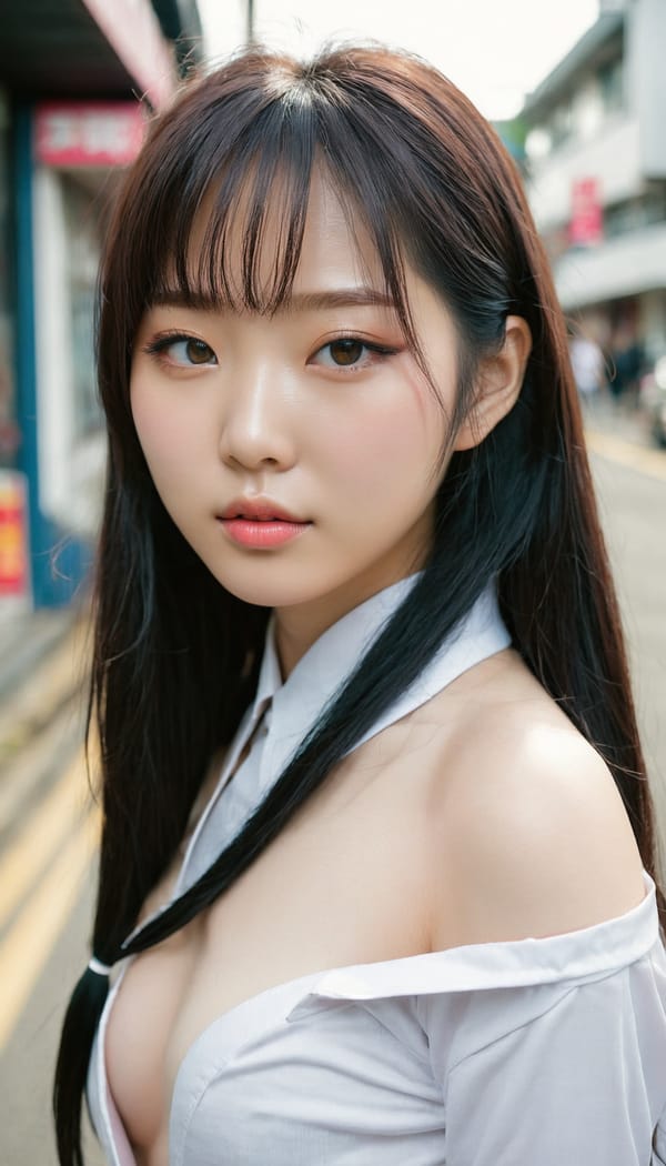 Tags: 21872187, SDXL
{"3": {"inputs": {"seed": 434609037628334, "steps": 32, "cfg": 6.8, "sampler_name": "dpmpp_2m", "scheduler": "karras", "denoise": 1.0, "model": ["27", 0], "positive": ["6", 0], "negative": ["7", 0], "latent_image": ["5", 0]}, "class_type": "KSampler"}, "4": {"inputs": {"ckpt_name": "juggernautxl.safetensors"}, "class_type": "CheckpointLoaderSimple"}, "5": {"inputs": {"width": 768, "height": 1344, "batch_size": 1}, "class_type": "EmptyLatentImage"}, "6": {"inputs": {"text": "25 year old girl, (korean:1.07), (japanese:1.13), (beautiful eyes:1.07), (seductive pose:1.05), (cute:1.04), (pale skin:1.07), (slim:1.10), (seductive facial expression:0.97), (temptress:1.03), (sexy lips:1.13), (double eyelids:1.01), (idol:1.02), (detailed face:1.11), (eyelashes:0.99), (blush:1.11), (perky ass:1.05), (exposed ass:0.97), (looking back:1.04), (sexy ass:1.14), (thigh gap:0.99), (school uniform:1.03), choker, busy street, (textured skin:1.08), (detailed skin:1.00), (film:1.04), (RAW:1.07), (candid cinema:1.09), (natural looking skin:1.09), (portra:1.07), (soft lighting:1.01), (skin fuzz:1.00)", "clip": ["27", 1]}, "class_type": "CLIPTextEncode"}, "7": {"inputs": {"text": "(low resolution:1.14), (twisted:1.08), (watermark:1.10), (open mouth:1.10), (worst quality:1.12), (distorted:1.05), (bad hands:1.05)", "clip": ["27", 1]}, "class_type": "CLIPTextEncode"}, "8": {"inputs": {"samples": ["3", 0], "vae": ["4", 2]}, "class_type": "VAEDecode"}, "25": {"inputs": {"lora_name": "nudify_xl.safetensors", "strength_model": 0.15, "strength_clip": 0.33, "model": ["4", 0], "clip": ["4", 1]}, "class_type": "LoraLoader"}, "26": {"inputs": {"lora_name": "shirtlift_SDXL_v2.safetensors", "strength_model": 0.09, "strength_clip": 0.17, "model": ["25", 0], "clip": ["25", 1]}, "class_type": "LoraLoader"}, "27": {"inputs": {"lora_name": "PerfectEyesXL.safetensors", "strength_model": 0.03, "strength_clip": 0.18, "model": ["26", 0], "clip": ["26", 1]}, "class_type": "LoraLoader"}, "30": {"inputs": {"model_name": "4x_NMKD-Superscale-SP_178000_G.pth"}, "class_type": "UpscaleModelLoader"}, "31": {"inputs": {"upscale_model": ["30", 0], "image": ["8", 0]}, "class_type": "ImageUpscaleWithModel"}, "32": {"inputs": {"upscale_method": "lanczos", "scale_by": 0.5, "image": ["31", 0]}, "class_type": "ImageScaleBy"}, "33": {"inputs": {"pixels": ["32", 0], "vae": ["4", 2]}, "class_type": "VAEEncode"}, "34": {"inputs": {"seed": 434609037628334, "steps": 32, "cfg": 6.8, "sampler_name": "dpmpp_2m", "scheduler": "karras", "denoise": 0.3, "model": ["27", 0], "positive": ["6", 0], "negative": ["7", 0], "latent_image": ["33", 0]}, "class_type": "KSampler"}, "36": {"inputs": {"samples": ["34", 0], "vae": ["4", 2]}, "class_type": "VAEDecode"}, "39": {"inputs": {"filename_prefix": "comfyapi-1714453495712", "images": ["36", 0]}, "class_type": "SaveImage"}}