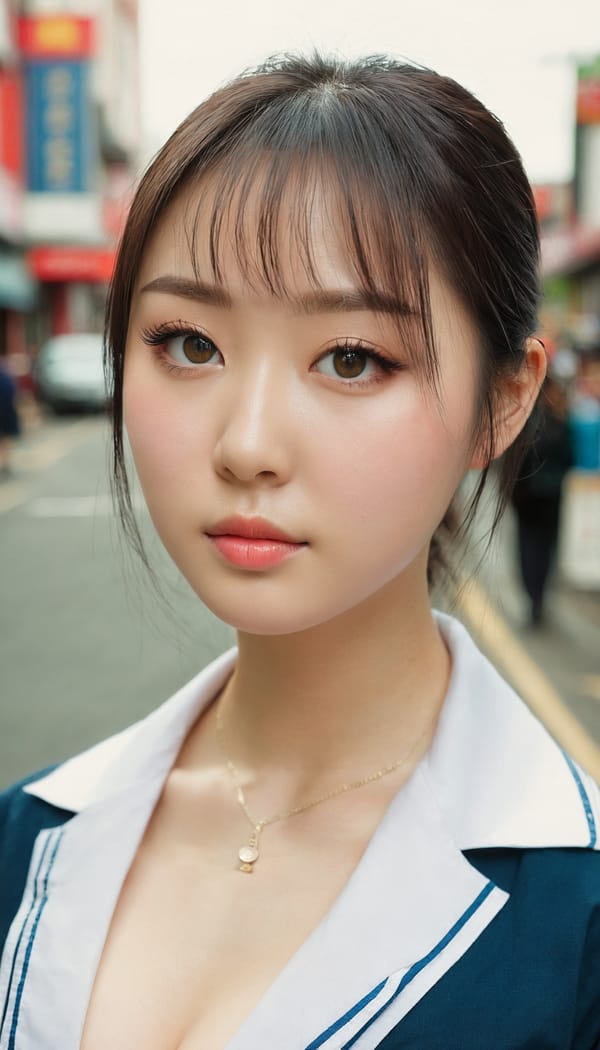 Tags: 21872187, SDXL
{"3": {"inputs": {"seed": 962629213157012, "steps": 32, "cfg": 5.66, "sampler_name": "dpmpp_2m", "scheduler": "karras", "denoise": 1.0, "model": ["27", 0], "positive": ["6", 0], "negative": ["7", 0], "latent_image": ["5", 0]}, "class_type": "KSampler"}, "4": {"inputs": {"ckpt_name": "juggernautxl.safetensors"}, "class_type": "CheckpointLoaderSimple"}, "5": {"inputs": {"width": 768, "height": 1344, "batch_size": 1}, "class_type": "EmptyLatentImage"}, "6": {"inputs": {"text": "23 year old girl, (irish:1.12), (chinese:0.98), (beautiful eyes:1.10), (seductive facial expression:1.08), (sexy lips:0.97), (eyelashes:0.99), (slim:0.95), (pale skin:1.02), (idol:1.06), (cute:1.06), (detailed face:1.11), (seductive pose:1.03), (blush:1.11), (double eyelids:1.04), (temptress:1.02), (in a seductive pose:0.97), (large perky breasts:1.13), (cleavage:1.03), (thigh gap:1.05), (school uniform:1.01), choker, busy street, (natural looking skin:1.00), (candid cinema:1.09), (textured skin:1.06), (soft lighting:1.05), (film:1.02), (detailed skin:1.07), (RAW:1.01), (portra:1.02), (skin fuzz:1.09)", "clip": ["27", 1]}, "class_type": "CLIPTextEncode"}, "7": {"inputs": {"text": "(worst quality:1.11), (twisted:1.05), (low resolution:1.09), (watermark:1.13), (open mouth:1.09), (distorted:1.13), (bad hands:1.07)", "clip": ["27", 1]}, "class_type": "CLIPTextEncode"}, "8": {"inputs": {"samples": ["3", 0], "vae": ["4", 2]}, "class_type": "VAEDecode"}, "25": {"inputs": {"lora_name": "nudify_xl.safetensors", "strength_model": 0.18, "strength_clip": 0.24, "model": ["4", 0], "clip": ["4", 1]}, "class_type": "LoraLoader"}, "26": {"inputs": {"lora_name": "shirtlift_SDXL_v2.safetensors", "strength_model": 0.03, "strength_clip": 0.14, "model": ["25", 0], "clip": ["25", 1]}, "class_type": "LoraLoader"}, "27": {"inputs": {"lora_name": "PerfectEyesXL.safetensors", "strength_model": 0.15, "strength_clip": 0.18, "model": ["26", 0], "clip": ["26", 1]}, "class_type": "LoraLoader"}, "30": {"inputs": {"model_name": "4x_NMKD-Superscale-SP_178000_G.pth"}, "class_type": "UpscaleModelLoader"}, "31": {"inputs": {"upscale_model": ["30", 0], "image": ["8", 0]}, "class_type": "ImageUpscaleWithModel"}, "32": {"inputs": {"upscale_method": "lanczos", "scale_by": 0.5, "image": ["31", 0]}, "class_type": "ImageScaleBy"}, "33": {"inputs": {"pixels": ["32", 0], "vae": ["4", 2]}, "class_type": "VAEEncode"}, "34": {"inputs": {"seed": 962629213157012, "steps": 32, "cfg": 5.66, "sampler_name": "dpmpp_2m", "scheduler": "karras", "denoise": 0.3, "model": ["27", 0], "positive": ["6", 0], "negative": ["7", 0], "latent_image": ["33", 0]}, "class_type": "KSampler"}, "36": {"inputs": {"samples": ["34", 0], "vae": ["4", 2]}, "class_type": "VAEDecode"}, "39": {"inputs": {"filename_prefix": "comfyapi-1719011683408", "images": ["36", 0]}, "class_type": "SaveImage"}}