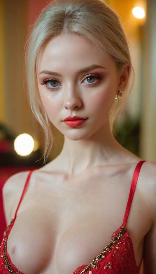 Tags: 21872187, SDXL
{"3": {"inputs": {"seed": 392076879623630, "steps": 64, "cfg": 6.58, "sampler_name": "dpmpp_2m", "scheduler": "karras", "denoise": 1.0, "model": ["27", 0], "positive": ["6", 0], "negative": ["7", 0], "latent_image": ["5", 0]}, "class_type": "KSampler"}, "4": {"inputs": {"ckpt_name": "juggernautxl.safetensors"}, "class_type": "CheckpointLoaderSimple"}, "5": {"inputs": {"width": 768, "height": 1344, "batch_size": 1}, "class_type": "EmptyLatentImage"}, "6": {"inputs": {"text": "23 year old girl, (ukrainian:1.11), (double eyelids:1.10), (beautiful eyes:1.09), (slim:1.05), (seductive facial expression:0.95), (eyelashes:1.09), (idol:1.07), (pale skin:1.03), (temptress:1.06), (seductive pose:1.06), (sexy lips:1.11), (blush:0.95), (detailed face:1.01), (in a seductive pose:1.14), (large perky breasts:0.96), (cleavage:0.99), (thigh gap:1.11), (wearing a low-cut red dress:1.00) at a ballroom, (detailed skin:1.00), (portra:1.00), (soft lighting:1.07), (RAW:1.00), (textured skin:1.05), (candid cinema:1.00), (natural looking skin:1.03), (film:1.00), (skin fuzz:1.01)", "clip": ["27", 1]}, "class_type": "CLIPTextEncode"}, "7": {"inputs": {"text": "(open mouth:1.08), (watermark:1.09), (distorted:1.08), (bad hands:1.14), (twisted:1.06), (worst quality:1.06), (low resolution:1.12)", "clip": ["27", 1]}, "class_type": "CLIPTextEncode"}, "8": {"inputs": {"samples": ["3", 0], "vae": ["4", 2]}, "class_type": "VAEDecode"}, "25": {"inputs": {"lora_name": "nudify_xl.safetensors", "strength_model": 0.06, "strength_clip": 0.23, "model": ["4", 0], "clip": ["4", 1]}, "class_type": "LoraLoader"}, "26": {"inputs": {"lora_name": "shirtlift_SDXL_v2.safetensors", "strength_model": 0.03, "strength_clip": 0.18, "model": ["25", 0], "clip": ["25", 1]}, "class_type": "LoraLoader"}, "27": {"inputs": {"lora_name": "PerfectEyesXL.safetensors", "strength_model": 0.13, "strength_clip": 0.13, "model": ["26", 0], "clip": ["26", 1]}, "class_type": "LoraLoader"}, "30": {"inputs": {"model_name": "4x_NMKD-Superscale-SP_178000_G.pth"}, "class_type": "UpscaleModelLoader"}, "31": {"inputs": {"upscale_model": ["30", 0], "image": ["8", 0]}, "class_type": "ImageUpscaleWithModel"}, "32": {"inputs": {"upscale_method": "lanczos", "scale_by": 0.5, "image": ["31", 0]}, "class_type": "ImageScaleBy"}, "33": {"inputs": {"pixels": ["32", 0], "vae": ["4", 2]}, "class_type": "VAEEncode"}, "34": {"inputs": {"seed": 392076879623630, "steps": 64, "cfg": 6.58, "sampler_name": "dpmpp_2m", "scheduler": "karras", "denoise": 0.3, "model": ["27", 0], "positive": ["6", 0], "negative": ["7", 0], "latent_image": ["33", 0]}, "class_type": "KSampler"}, "36": {"inputs": {"samples": ["34", 0], "vae": ["4", 2]}, "class_type": "VAEDecode"}, "39": {"inputs": {"filename_prefix": "comfyapi-1714177088135", "images": ["36", 0]}, "class_type": "SaveImage"}}