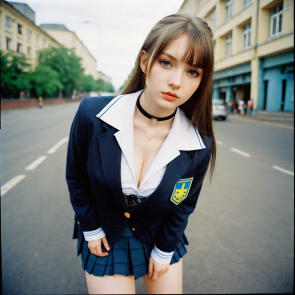 Tags: 21872187, SDXL
{"3": {"inputs": {"seed": 636216336116996, "steps": 32, "cfg": 7.82, "sampler_name": "dpmpp_2m", "scheduler": "karras", "denoise": 1.0, "model": ["27", 0], "positive": ["6", 0], "negative": ["7", 0], "latent_image": ["5", 0]}, "class_type": "KSampler"}, "4": {"inputs": {"ckpt_name": "helloworldxl.safetensors"}, "class_type": "CheckpointLoaderSimple"}, "5": {"inputs": {"width": 1024, "height": 1024, "batch_size": 1}, "class_type": "EmptyLatentImage"}, "6": {"inputs": {"text": "19 year old girl, (ukrainian:0.99), (idol:1.12), (sexy lips:1.00), (blush:1.04), (seductive facial expression:1.01), (seductive pose:1.13), (slim:0.95), (eyelashes:1.09), (pale skin:1.04), (cute:1.11), (temptress:0.98), (double eyelids:0.97), (beautiful eyes:1.14), (detailed face:1.07), (in a seductive pose:0.98), (large perky breasts:1.07), (cleavage:0.95), (thigh gap:1.08), (school uniform:1.05), choker, busy street, (portra:1.05), (candid cinema:1.05), (skin fuzz:1.00), (natural looking skin:1.03), (RAW:1.07), (detailed skin:1.02), (textured skin:1.04), (soft lighting:1.05), (film:1.02)", "clip": ["27", 1]}, "class_type": "CLIPTextEncode"}, "7": {"inputs": {"text": "(twisted:1.10), (worst quality:1.09), (bad hands:1.08), (low resolution:1.05), (open mouth:1.13), (distorted:1.05), (watermark:1.11)", "clip": ["27", 1]}, "class_type": "CLIPTextEncode"}, "8": {"inputs": {"samples": ["3", 0], "vae": ["4", 2]}, "class_type": "VAEDecode"}, "25": {"inputs": {"lora_name": "nudify_xl.safetensors", "strength_model": 0.15, "strength_clip": 0.32, "model": ["4", 0], "clip": ["4", 1]}, "class_type": "LoraLoader"}, "26": {"inputs": {"lora_name": "shirtlift_SDXL_v2.safetensors", "strength_model": 0.04, "strength_clip": 0.11, "model": ["25", 0], "clip": ["25", 1]}, "class_type": "LoraLoader"}, "27": {"inputs": {"lora_name": "PerfectEyesXL.safetensors", "strength_model": 0.05, "strength_clip": 0.06, "model": ["26", 0], "clip": ["26", 1]}, "class_type": "LoraLoader"}, "30": {"inputs": {"model_name": "4x_NMKD-Superscale-SP_178000_G.pth"}, "class_type": "UpscaleModelLoader"}, "31": {"inputs": {"upscale_model": ["30", 0], "image": ["8", 0]}, "class_type": "ImageUpscaleWithModel"}, "32": {"inputs": {"upscale_method": "lanczos", "scale_by": 0.5, "image": ["31", 0]}, "class_type": "ImageScaleBy"}, "33": {"inputs": {"pixels": ["32", 0], "vae": ["4", 2]}, "class_type": "VAEEncode"}, "34": {"inputs": {"seed": 636216336116996, "steps": 32, "cfg": 7.82, "sampler_name": "dpmpp_2m", "scheduler": "karras", "denoise": 0.3, "model": ["27", 0], "positive": ["6", 0], "negative": ["7", 0], "latent_image": ["33", 0]}, "class_type": "KSampler"}, "36": {"inputs": {"samples": ["34", 0], "vae": ["4", 2]}, "class_type": "VAEDecode"}, "39": {"inputs": {"filename_prefix": "comfyapi-1734468052081", "images": ["36", 0]}, "class_type": "SaveImage"}}