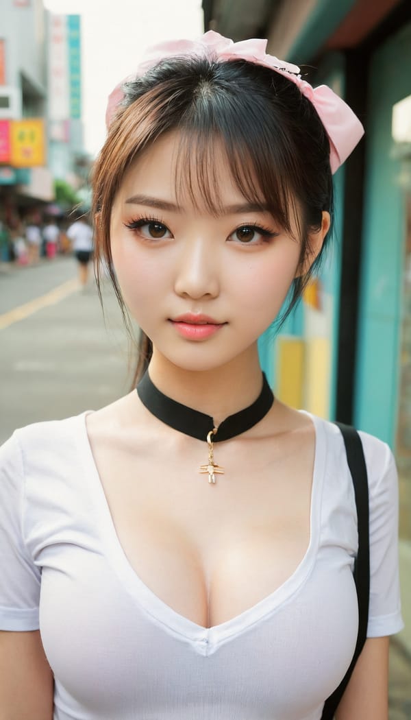 Tags: 21872187, SDXL
{"3": {"inputs": {"seed": 905263990519890, "steps": 32, "cfg": 6.03, "sampler_name": "dpmpp_2m", "scheduler": "karras", "denoise": 1.0, "model": ["27", 0], "positive": ["6", 0], "negative": ["7", 0], "latent_image": ["5", 0]}, "class_type": "KSampler"}, "4": {"inputs": {"ckpt_name": "juggernautxl.safetensors"}, "class_type": "CheckpointLoaderSimple"}, "5": {"inputs": {"width": 768, "height": 1344, "batch_size": 1}, "class_type": "EmptyLatentImage"}, "6": {"inputs": {"text": "21 year old girl, (taiwanese:1.14), (slim:0.95), (blush:0.95), (sexy lips:1.01), (idol:1.13), (eyelashes:1.02), (beautiful eyes:1.07), (temptress:1.01), (double eyelids:1.00), (pale skin:1.10), (detailed face:1.14), (cute:1.13), (seductive pose:0.98), (seductive facial expression:1.13), (in a seductive pose:0.95), (large perky breasts:1.00), (cleavage:1.11), (thigh gap:0.99), (school uniform:0.98), choker, busy street, (detailed skin:1.03), (soft lighting:1.03), (natural looking skin:1.06), (candid cinema:1.02), (textured skin:1.06), (portra:1.02), (RAW:1.03), (skin fuzz:1.01), (film:1.04)", "clip": ["27", 1]}, "class_type": "CLIPTextEncode"}, "7": {"inputs": {"text": "(worst quality:1.10), (bad hands:1.06), (watermark:1.05), (low resolution:1.11), (open mouth:1.09), (distorted:1.07), (twisted:1.05)", "clip": ["27", 1]}, "class_type": "CLIPTextEncode"}, "8": {"inputs": {"samples": ["3", 0], "vae": ["4", 2]}, "class_type": "VAEDecode"}, "25": {"inputs": {"lora_name": "nudify_xl.safetensors", "strength_model": 0.16, "strength_clip": 0.04, "model": ["4", 0], "clip": ["4", 1]}, "class_type": "LoraLoader"}, "26": {"inputs": {"lora_name": "shirtlift_SDXL_v2.safetensors", "strength_model": 0.18, "strength_clip": 0.17, "model": ["25", 0], "clip": ["25", 1]}, "class_type": "LoraLoader"}, "27": {"inputs": {"lora_name": "PerfectEyesXL.safetensors", "strength_model": 0.14, "strength_clip": 0.07, "model": ["26", 0], "clip": ["26", 1]}, "class_type": "LoraLoader"}, "30": {"inputs": {"model_name": "4x_NMKD-Superscale-SP_178000_G.pth"}, "class_type": "UpscaleModelLoader"}, "31": {"inputs": {"upscale_model": ["30", 0], "image": ["8", 0]}, "class_type": "ImageUpscaleWithModel"}, "32": {"inputs": {"upscale_method": "lanczos", "scale_by": 0.5, "image": ["31", 0]}, "class_type": "ImageScaleBy"}, "33": {"inputs": {"pixels": ["32", 0], "vae": ["4", 2]}, "class_type": "VAEEncode"}, "34": {"inputs": {"seed": 905263990519890, "steps": 32, "cfg": 6.03, "sampler_name": "dpmpp_2m", "scheduler": "karras", "denoise": 0.3, "model": ["27", 0], "positive": ["6", 0], "negative": ["7", 0], "latent_image": ["33", 0]}, "class_type": "KSampler"}, "36": {"inputs": {"samples": ["34", 0], "vae": ["4", 2]}, "class_type": "VAEDecode"}, "39": {"inputs": {"filename_prefix": "comfyapi-1726528418335", "images": ["36", 0]}, "class_type": "SaveImage"}}