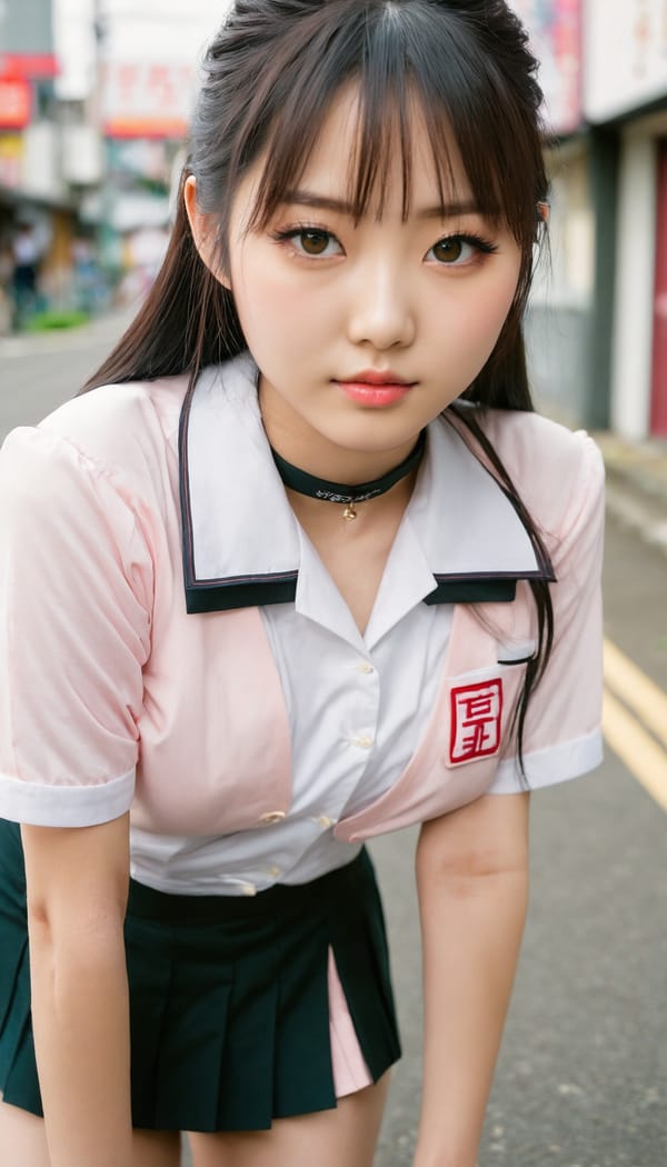 Tags: 21872187, SDXL
{"3": {"inputs": {"seed": 331565098260113, "steps": 32, "cfg": 6.62, "sampler_name": "dpmpp_2m", "scheduler": "karras", "denoise": 1.0, "model": ["27", 0], "positive": ["6", 0], "negative": ["7", 0], "latent_image": ["5", 0]}, "class_type": "KSampler"}, "4": {"inputs": {"ckpt_name": "juggernautxl.safetensors"}, "class_type": "CheckpointLoaderSimple"}, "5": {"inputs": {"width": 768, "height": 1344, "batch_size": 1}, "class_type": "EmptyLatentImage"}, "6": {"inputs": {"text": "24 year old girl, (japanese:0.95), (beautiful eyes:1.12), (blush:1.14), (cute:0.97), (slim:1.07), (detailed face:1.02), (pale skin:0.95), (seductive pose:1.14), (idol:1.13), (sexy lips:0.95), (double eyelids:0.97), (temptress:1.13), (eyelashes:1.05), (seductive facial expression:0.98), (on all fours:1.09), (spreading ass cheeks:1.04), (from behind:1.07), (backboob:0.99), (school uniform:1.09), choker, busy street, (candid cinema:1.03), (detailed skin:1.05), (film:1.03), (portra:1.08), (RAW:1.05), (soft lighting:1.07), (skin fuzz:1.02), (textured skin:1.07), (natural looking skin:1.06)", "clip": ["27", 1]}, "class_type": "CLIPTextEncode"}, "7": {"inputs": {"text": "(low resolution:1.06), (distorted:1.06), (bad hands:1.10), (twisted:1.06), (watermark:1.07), (worst quality:1.14), (open mouth:1.09)", "clip": ["27", 1]}, "class_type": "CLIPTextEncode"}, "8": {"inputs": {"samples": ["3", 0], "vae": ["4", 2]}, "class_type": "VAEDecode"}, "25": {"inputs": {"lora_name": "nudify_xl.safetensors", "strength_model": 0.34, "strength_clip": 0.19, "model": ["4", 0], "clip": ["4", 1]}, "class_type": "LoraLoader"}, "26": {"inputs": {"lora_name": "shirtlift_SDXL_v2.safetensors", "strength_model": 0.15, "strength_clip": 0.16, "model": ["25", 0], "clip": ["25", 1]}, "class_type": "LoraLoader"}, "27": {"inputs": {"lora_name": "PerfectEyesXL.safetensors", "strength_model": 0.03, "strength_clip": 0.12, "model": ["26", 0], "clip": ["26", 1]}, "class_type": "LoraLoader"}, "30": {"inputs": {"model_name": "4x_NMKD-Superscale-SP_178000_G.pth"}, "class_type": "UpscaleModelLoader"}, "31": {"inputs": {"upscale_model": ["30", 0], "image": ["8", 0]}, "class_type": "ImageUpscaleWithModel"}, "32": {"inputs": {"upscale_method": "lanczos", "scale_by": 0.5, "image": ["31", 0]}, "class_type": "ImageScaleBy"}, "33": {"inputs": {"pixels": ["32", 0], "vae": ["4", 2]}, "class_type": "VAEEncode"}, "34": {"inputs": {"seed": 331565098260113, "steps": 32, "cfg": 6.62, "sampler_name": "dpmpp_2m", "scheduler": "karras", "denoise": 0.3, "model": ["27", 0], "positive": ["6", 0], "negative": ["7", 0], "latent_image": ["33", 0]}, "class_type": "KSampler"}, "36": {"inputs": {"samples": ["34", 0], "vae": ["4", 2]}, "class_type": "VAEDecode"}, "39": {"inputs": {"filename_prefix": "comfyapi-1713190794691", "images": ["36", 0]}, "class_type": "SaveImage"}}