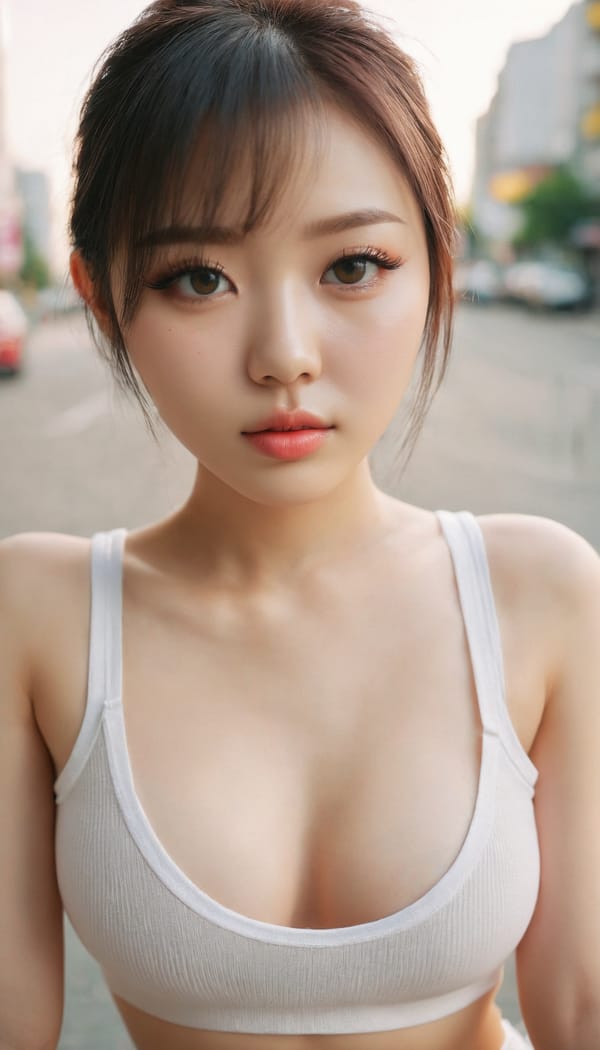 Tags: 21872187, SDXL
{"3": {"inputs": {"seed": 706839461578453, "steps": 64, "cfg": 5.68, "sampler_name": "dpmpp_2m", "scheduler": "karras", "denoise": 1.0, "model": ["27", 0], "positive": ["6", 0], "negative": ["7", 0], "latent_image": ["5", 0]}, "class_type": "KSampler"}, "4": {"inputs": {"ckpt_name": "juggernautxl.safetensors"}, "class_type": "CheckpointLoaderSimple"}, "5": {"inputs": {"width": 768, "height": 1344, "batch_size": 1}, "class_type": "EmptyLatentImage"}, "6": {"inputs": {"text": "25 year old girl, (ukrainian:0.97), (korean:1.03), (cute:1.11), (double eyelids:1.12), (slim:1.04), (detailed face:0.97), (eyelashes:1.14), (blush:1.13), (pale skin:1.05), (temptress:1.03), (beautiful eyes:1.10), (sexy lips:1.12), (idol:1.01), (seductive pose:1.06), (in a seductive pose:0.97), (large perky breasts:0.99), (cleavage:1.06), (thigh gap:0.99), (white tanktop:1.06), busy street, (film:1.00), (natural looking skin:1.00), (portra:1.04), (skin fuzz:1.05), (soft lighting:1.06), (textured skin:1.02), (detailed skin:1.05), (RAW:1.05), (candid cinema:1.05)", "clip": ["27", 1]}, "class_type": "CLIPTextEncode"}, "7": {"inputs": {"text": "(watermark:1.13), (bad hands:1.14), (open mouth:1.11), (twisted:1.06), (worst quality:1.14), (distorted:1.07), (low resolution:1.06)", "clip": ["27", 1]}, "class_type": "CLIPTextEncode"}, "8": {"inputs": {"samples": ["3", 0], "vae": ["4", 2]}, "class_type": "VAEDecode"}, "25": {"inputs": {"lora_name": "nudify_xl.safetensors", "strength_model": 0.14, "strength_clip": 0.29, "model": ["4", 0], "clip": ["4", 1]}, "class_type": "LoraLoader"}, "26": {"inputs": {"lora_name": "shirtlift_SDXL_v2.safetensors", "strength_model": 0.0, "strength_clip": 0.19, "model": ["25", 0], "clip": ["25", 1]}, "class_type": "LoraLoader"}, "27": {"inputs": {"lora_name": "PerfectEyesXL.safetensors", "strength_model": 0.07, "strength_clip": 0.01, "model": ["26", 0], "clip": ["26", 1]}, "class_type": "LoraLoader"}, "30": {"inputs": {"model_name": "4x_NMKD-Superscale-SP_178000_G.pth"}, "class_type": "UpscaleModelLoader"}, "31": {"inputs": {"upscale_model": ["30", 0], "image": ["8", 0]}, "class_type": "ImageUpscaleWithModel"}, "32": {"inputs": {"upscale_method": "lanczos", "scale_by": 0.5, "image": ["31", 0]}, "class_type": "ImageScaleBy"}, "33": {"inputs": {"pixels": ["32", 0], "vae": ["4", 2]}, "class_type": "VAEEncode"}, "34": {"inputs": {"seed": 706839461578453, "steps": 64, "cfg": 5.68, "sampler_name": "dpmpp_2m", "scheduler": "karras", "denoise": 0.3, "model": ["27", 0], "positive": ["6", 0], "negative": ["7", 0], "latent_image": ["33", 0]}, "class_type": "KSampler"}, "36": {"inputs": {"samples": ["34", 0], "vae": ["4", 2]}, "class_type": "VAEDecode"}, "39": {"inputs": {"filename_prefix": "comfyapi-1713900486003", "images": ["36", 0]}, "class_type": "SaveImage"}}