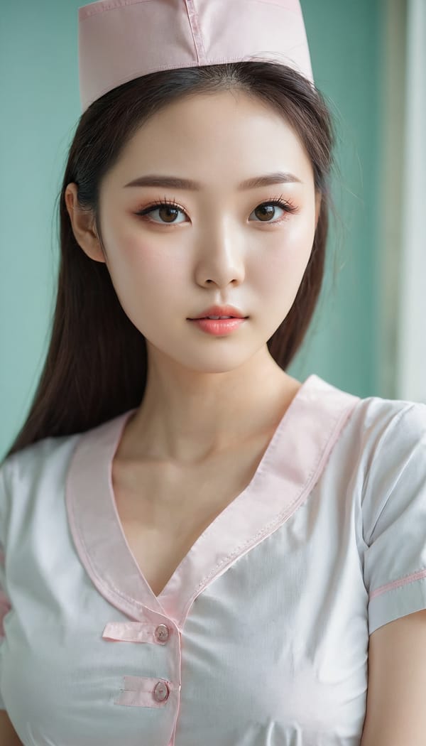 Tags: 21872187, SDXL
{"3": {"inputs": {"seed": 841602936902135, "steps": 64, "cfg": 5.71, "sampler_name": "dpmpp_2m", "scheduler": "karras", "denoise": 1.0, "model": ["27", 0], "positive": ["6", 0], "negative": ["7", 0], "latent_image": ["5", 0]}, "class_type": "KSampler"}, "4": {"inputs": {"ckpt_name": "juggernautxl.safetensors"}, "class_type": "CheckpointLoaderSimple"}, "5": {"inputs": {"width": 768, "height": 1344, "batch_size": 1}, "class_type": "EmptyLatentImage"}, "6": {"inputs": {"text": "23 year old girl, (ukrainian:1.06), (korean:1.14), (russian:1.08), (chinese:1.08), (idol:1.00), (beautiful eyes:1.01), (seductive pose:0.97), (blush:1.13), (slim:1.01), (cute:1.01), (sexy lips:1.05), (detailed face:1.01), (seductive facial expression:0.96), (eyelashes:1.02), (double eyelids:0.96), (pale skin:1.02), (temptress:1.14), (in a seductive pose:1.03), (large perky breasts:0.96), (cleavage:1.06), (thigh gap:1.10), (nurse in uniform:1.12) working in a hospital ward, (skin fuzz:1.04), (portra:1.05), (RAW:1.02), (natural looking skin:1.00), (textured skin:1.07), (candid cinema:1.08), (detailed skin:1.09), (film:1.09), (soft lighting:1.08)", "clip": ["27", 1]}, "class_type": "CLIPTextEncode"}, "7": {"inputs": {"text": "(distorted:1.10), (bad hands:1.11), (low resolution:1.07), (worst quality:1.09), (watermark:1.07), (twisted:1.14), (open mouth:1.12)", "clip": ["27", 1]}, "class_type": "CLIPTextEncode"}, "8": {"inputs": {"samples": ["3", 0], "vae": ["4", 2]}, "class_type": "VAEDecode"}, "25": {"inputs": {"lora_name": "nudify_xl.safetensors", "strength_model": 0.28, "strength_clip": 0.29, "model": ["4", 0], "clip": ["4", 1]}, "class_type": "LoraLoader"}, "26": {"inputs": {"lora_name": "shirtlift_SDXL_v2.safetensors", "strength_model": 0.11, "strength_clip": 0.05, "model": ["25", 0], "clip": ["25", 1]}, "class_type": "LoraLoader"}, "27": {"inputs": {"lora_name": "PerfectEyesXL.safetensors", "strength_model": 0.03, "strength_clip": 0.09, "model": ["26", 0], "clip": ["26", 1]}, "class_type": "LoraLoader"}, "30": {"inputs": {"model_name": "4x_NMKD-Superscale-SP_178000_G.pth"}, "class_type": "UpscaleModelLoader"}, "31": {"inputs": {"upscale_model": ["30", 0], "image": ["8", 0]}, "class_type": "ImageUpscaleWithModel"}, "32": {"inputs": {"upscale_method": "lanczos", "scale_by": 0.5, "image": ["31", 0]}, "class_type": "ImageScaleBy"}, "33": {"inputs": {"pixels": ["32", 0], "vae": ["4", 2]}, "class_type": "VAEEncode"}, "34": {"inputs": {"seed": 841602936902135, "steps": 64, "cfg": 5.71, "sampler_name": "dpmpp_2m", "scheduler": "karras", "denoise": 0.3, "model": ["27", 0], "positive": ["6", 0], "negative": ["7", 0], "latent_image": ["33", 0]}, "class_type": "KSampler"}, "36": {"inputs": {"samples": ["34", 0], "vae": ["4", 2]}, "class_type": "VAEDecode"}, "39": {"inputs": {"filename_prefix": "comfyapi-1717413772471", "images": ["36", 0]}, "class_type": "SaveImage"}}