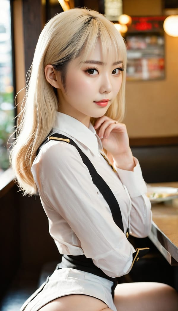 Tags: 21872187, SDXL
{"3": {"inputs": {"seed": 439446384178983, "steps": 32, "cfg": 6.44, "sampler_name": "dpmpp_2m", "scheduler": "karras", "denoise": 1.0, "model": ["27", 0], "positive": ["6", 0], "negative": ["7", 0], "latent_image": ["5", 0]}, "class_type": "KSampler"}, "4": {"inputs": {"ckpt_name": "juggernautxl.safetensors"}, "class_type": "CheckpointLoaderSimple"}, "5": {"inputs": {"width": 768, "height": 1344, "batch_size": 1}, "class_type": "EmptyLatentImage"}, "6": {"inputs": {"text": "23 year old girl, (japanese:1.03), (pale skin:1.06), (seductive pose:0.96), (detailed face:1.11), (cute:1.14), (seductive facial expression:1.07), (double eyelids:0.97), (blush:1.07), (temptress:1.12), (slim:1.02), (idol:0.97), (eyelashes:1.09), (beautiful eyes:0.95), (sexy lips:1.08), (perky ass:0.95), (exposed ass:1.03), (looking back:0.97), (sexy ass:1.06), (thigh gap:1.05), (a waitress in uniform:0.96) working at a restaurant, (RAW:1.03), (candid cinema:1.07), (textured skin:1.00), (soft lighting:1.04), (detailed skin:1.04), (portra:1.01), (film:1.02), (natural looking skin:1.02), (skin fuzz:1.06)", "clip": ["27", 1]}, "class_type": "CLIPTextEncode"}, "7": {"inputs": {"text": "(bad hands:1.10), (distorted:1.06), (worst quality:1.11), (watermark:1.14), (open mouth:1.11), (twisted:1.14)", "clip": ["27", 1]}, "class_type": "CLIPTextEncode"}, "8": {"inputs": {"samples": ["3", 0], "vae": ["4", 2]}, "class_type": "VAEDecode"}, "25": {"inputs": {"lora_name": "nudify_xl.safetensors", "strength_model": 0.39, "strength_clip": 0.03, "model": ["4", 0], "clip": ["4", 1]}, "class_type": "LoraLoader"}, "26": {"inputs": {"lora_name": "shirtlift_SDXL_v2.safetensors", "strength_model": 0.15, "strength_clip": 0.18, "model": ["25", 0], "clip": ["25", 1]}, "class_type": "LoraLoader"}, "27": {"inputs": {"lora_name": "PerfectEyesXL.safetensors", "strength_model": 0.17, "strength_clip": 0.07, "model": ["26", 0], "clip": ["26", 1]}, "class_type": "LoraLoader"}, "30": {"inputs": {"model_name": "4x_NMKD-Superscale-SP_178000_G.pth"}, "class_type": "UpscaleModelLoader"}, "31": {"inputs": {"upscale_model": ["30", 0], "image": ["8", 0]}, "class_type": "ImageUpscaleWithModel"}, "32": {"inputs": {"upscale_method": "lanczos", "scale_by": 0.5, "image": ["31", 0]}, "class_type": "ImageScaleBy"}, "33": {"inputs": {"pixels": ["32", 0], "vae": ["4", 2]}, "class_type": "VAEEncode"}, "34": {"inputs": {"seed": 439446384178983, "steps": 32, "cfg": 6.44, "sampler_name": "dpmpp_2m", "scheduler": "karras", "denoise": 0.3, "model": ["27", 0], "positive": ["6", 0], "negative": ["7", 0], "latent_image": ["33", 0]}, "class_type": "KSampler"}, "36": {"inputs": {"samples": ["34", 0], "vae": ["4", 2]}, "class_type": "VAEDecode"}, "39": {"inputs": {"filename_prefix": "comfyapi-1724556045599", "images": ["36", 0]}, "class_type": "SaveImage"}}