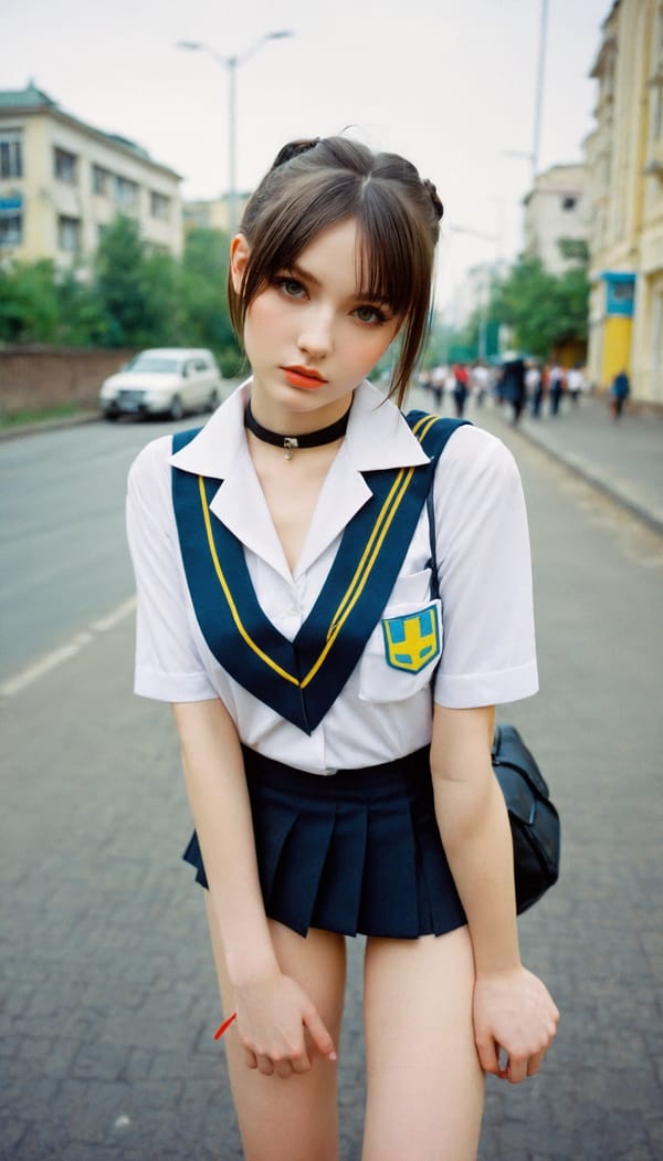 Tags: 21872187, SDXL
{"3": {"inputs": {"seed": 776309243037546, "steps": 32, "cfg": 6.76, "sampler_name": "dpmpp_2m", "scheduler": "karras", "denoise": 1.0, "model": ["27", 0], "positive": ["6", 0], "negative": ["7", 0], "latent_image": ["5", 0]}, "class_type": "KSampler"}, "4": {"inputs": {"ckpt_name": "helloworldxl.safetensors"}, "class_type": "CheckpointLoaderSimple"}, "5": {"inputs": {"width": 768, "height": 1344, "batch_size": 1}, "class_type": "EmptyLatentImage"}, "6": {"inputs": {"text": "19 year old girl, (ukrainian:1.14), (slim:0.96), (pale skin:1.09), (temptress:1.11), (seductive pose:1.04), (sexy lips:1.11), (eyelashes:1.05), (idol:1.06), (cute:1.00), (blush:1.04), (beautiful eyes:1.14), (detailed face:1.03), (double eyelids:1.01), (seductive facial expression:1.10), (in a seductive pose:0.96), (large perky breasts:0.97), (cleavage:0.99), (thigh gap:0.95), (school uniform:1.04), choker, busy street, (film:1.07), (natural looking skin:1.05), (detailed skin:1.04), (RAW:1.02), (soft lighting:1.04), (textured skin:1.03), (candid cinema:1.03), (portra:1.06), (skin fuzz:1.05)", "clip": ["27", 1]}, "class_type": "CLIPTextEncode"}, "7": {"inputs": {"text": "(low resolution:1.12), (watermark:1.06), (distorted:1.09), (worst quality:1.14), (twisted:1.11), (open mouth:1.12), (bad hands:1.14)", "clip": ["27", 1]}, "class_type": "CLIPTextEncode"}, "8": {"inputs": {"samples": ["3", 0], "vae": ["4", 2]}, "class_type": "VAEDecode"}, "25": {"inputs": {"lora_name": "nudify_xl.safetensors", "strength_model": 0.22, "strength_clip": 0.36, "model": ["4", 0], "clip": ["4", 1]}, "class_type": "LoraLoader"}, "26": {"inputs": {"lora_name": "shirtlift_SDXL_v2.safetensors", "strength_model": 0.08, "strength_clip": 0.05, "model": ["25", 0], "clip": ["25", 1]}, "class_type": "LoraLoader"}, "27": {"inputs": {"lora_name": "PerfectEyesXL.safetensors", "strength_model": 0.03, "strength_clip": 0.02, "model": ["26", 0], "clip": ["26", 1]}, "class_type": "LoraLoader"}, "30": {"inputs": {"model_name": "4x_NMKD-Superscale-SP_178000_G.pth"}, "class_type": "UpscaleModelLoader"}, "31": {"inputs": {"upscale_model": ["30", 0], "image": ["8", 0]}, "class_type": "ImageUpscaleWithModel"}, "32": {"inputs": {"upscale_method": "lanczos", "scale_by": 0.5, "image": ["31", 0]}, "class_type": "ImageScaleBy"}, "33": {"inputs": {"pixels": ["32", 0], "vae": ["4", 2]}, "class_type": "VAEEncode"}, "34": {"inputs": {"seed": 776309243037546, "steps": 32, "cfg": 6.76, "sampler_name": "dpmpp_2m", "scheduler": "karras", "denoise": 0.3, "model": ["27", 0], "positive": ["6", 0], "negative": ["7", 0], "latent_image": ["33", 0]}, "class_type": "KSampler"}, "36": {"inputs": {"samples": ["34", 0], "vae": ["4", 2]}, "class_type": "VAEDecode"}, "39": {"inputs": {"filename_prefix": "comfyapi-1731930821093", "images": ["36", 0]}, "class_type": "SaveImage"}}